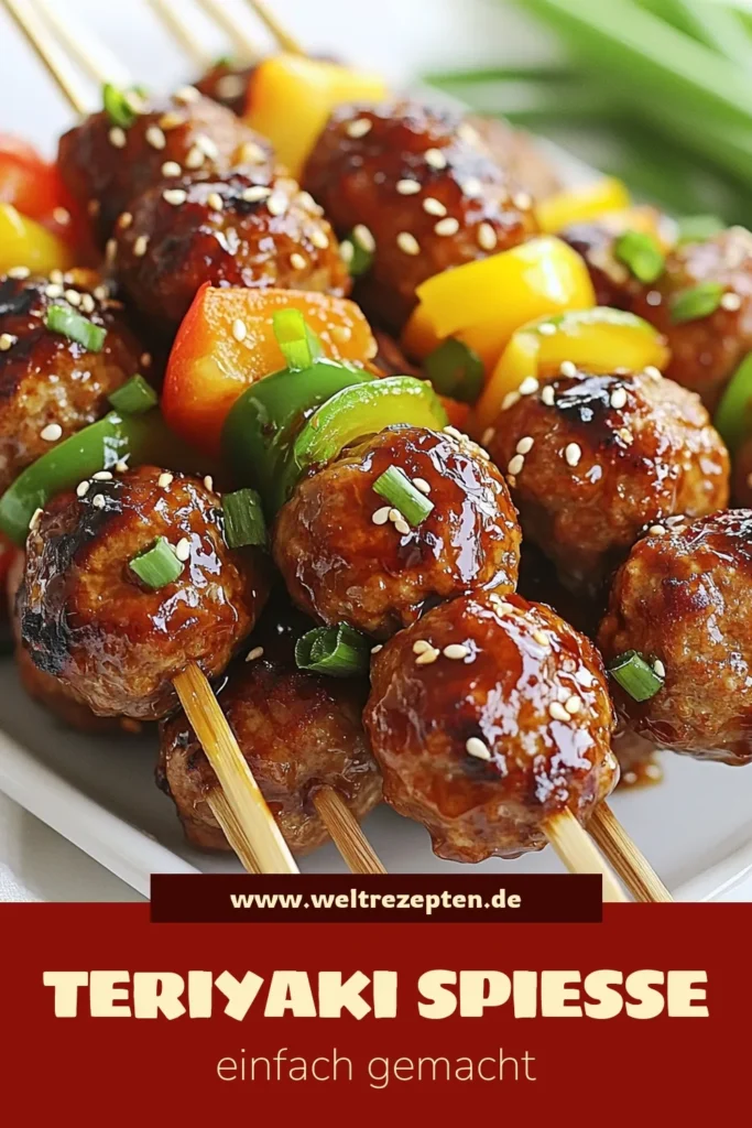 Entdecke dieses köstliche Hähnchen Frikadellen Rezept für Teriyaki Hühnchen Spieße! Perfekt für deine nächste Grillparty und einfach zuzubereiten. Diese asiatischen Grillgerichte sind mit einer selbstgemachten Teriyaki Glasur überzogen, die einfach unwiderstehlich ist. Ideal für ein schnelles und leckeres Hühnchen Rezept. Probiere es aus und bring etwas Abwechslung auf deinen Grill! #TeriyakiHühnchenSpieße #HähnchenFrikadellenRezept #asiatischeGrillgerichte #einfachesHühnchenRezept