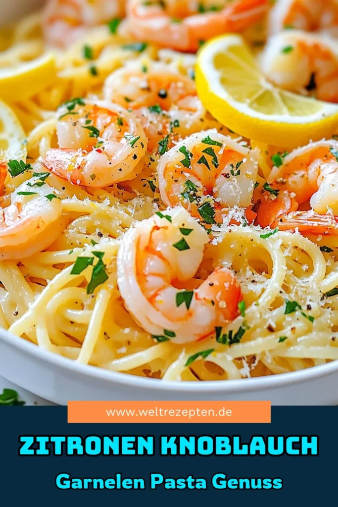 Genießen Sie diese köstliche Zitronen-Knoblauch-Garnelen-Pasta, die schnell und einfach zuzubereiten ist! Mit frischen Garnelen, aromatischem Knoblauch und spritziger Zitrone wird diese einfache Garnelen-Pasta zum Höhepunkt Ihres Abendessens. Perfekt für Linguine-Fans und Liebhaber leckerer Pasta Rezepte. Probieren Sie dieses Rezept aus und überzeugen Sie sich selbst! Speichern Sie es für Ihr nächstes Kochabenteuer! #ZitronenKnoblauchGarnelenPasta #PastaMitGarnelenUndZitrone #EinfacheGarnelenPasta #LeckerePastaRezepte