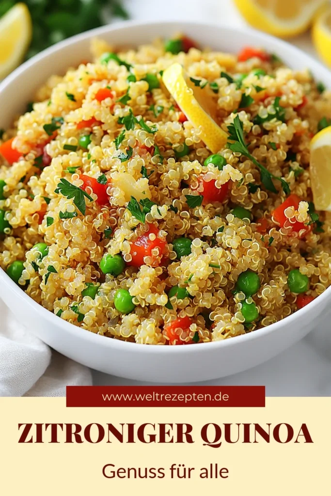 Entdecke unser Rezept für Zitronen-Knoblauch-Quinoa, ein köstlicher vegetarischer Pilaw, der gesund und einfach zuzubereiten ist. Dieses gesunde Quinoa-Rezept kombiniert aromatischen Knoblauch und frisches Gemüse für ein geschmackvolles Gericht. Perfekt für ein leichtes Essen oder als Beilage. Probiere es jetzt aus und bring frischen Schwung auf deinen Tisch! #ZitronenKnoblauchQuinoa #VegetarischerPilaw #EinfacheQuinoaGerichte #GesundeQuinoaRezepte