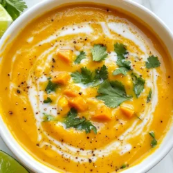 Für diese cremige Süßkartoffelsuppe brauchst du folgende Zutaten: - 2 große Süßkartoffeln, geschält und gewürfelt - 1 mittelgroße Zwiebel, fein gehackt - 2 Knoblauchzehen, gehackt - 1 Esslöffel frischer Ingwer, gerieben - 4 Tassen Gemüsebrühe - 1 Dose (400 ml) Kokosmilch - 1 Esslöffel Olivenöl - 1 Teelöffel gemahlener Kreuzkümmel - Salz und Pfeffer nach Geschmack - Frischer Koriander zur Garnitur - Limettenspalten zum Servieren Wenn du Süßkartoffeln auswählst, achte darauf, dass sie fest sind. Vermeide weiche oder beschädigte Stellen. Eine frische Zwiebel sollte keine Wurzelansätze haben. Knoblauchzehen sollten fest und trocken sein. Der Ingwer kann frisch oder in einem Glas sein. Achte darauf, dass die Gemüsebrühe keinen Zucker enthält. Schäle die Süßkartoffeln und schneide sie in gleich große Würfel. Das hilft beim gleichmäßigen Kochen. Hacke die Zwiebel und den Knoblauch fein. Reibe den Ingwer vor der Verwendung für mehr Geschmack. Wenn du keine Süßkartoffeln hast, kannst du Kürbis verwenden. Das gibt einen ähnlichen Geschmack. Anstelle von Kokosmilch kannst du Mandelmilch nehmen, aber der Geschmack ändert sich. Verwende Gemüsebrühe oder Hühnerbrühe, je nach Vorliebe. Wenn du Kreuzkümmel nicht magst, probiere Paprika oder Curry. Frischer Koriander ist wichtig, aber Petersilie ist ein guter Ersatz. {{ingredient_image_2}} Um die cremige Süßkartoffelsuppe zuzubereiten, folgen Sie diesen einfachen Schritten: 1. Olivenöl erhitzen: Nehmen Sie einen großen Topf. Erhitzen Sie das Olivenöl bei mittlerer Hitze. 2. Zwiebel anbraten: Fügen Sie die gehackte Zwiebel hinzu. Braten Sie sie an, bis sie glasig ist, etwa 5 Minuten. 3. Knoblauch und Ingwer hinzufügen: Geben Sie den gehackten Knoblauch und den geriebenen Ingwer dazu. Braten Sie alles für 1-2 Minuten. 4. Süßkartoffeln und Kreuzkümmel hinzufügen: Fügen Sie die gewürfelten Süßkartoffeln und den Kreuzkümmel in den Topf. Rühren Sie gut um. 5. Gemüsebrühe einfüllen: Gießen Sie die Gemüsebrühe hinein, bis die Süßkartoffeln ganz bedeckt sind. 6. Kochen: Bringen Sie die Mischung zum Kochen. Reduzieren Sie dann die Hitze und lassen Sie sie 20 Minuten köcheln, bis die Süßkartoffeln weich sind. 7. Pürieren: Nehmen Sie den Topf vom Herd. Verwenden Sie einen Stabmixer, um die Suppe glatt zu pürieren. Alternativ können Sie die Suppe in Chargen in einen Standmixer umfüllen. 8. Kokosmilch einrühren: Stellen Sie die pürierte Suppe wieder auf niedrige Hitze. Rühren Sie die Kokosmilch ein, bis alles gut vermischt ist. 9. Abschmecken: Schmecken Sie die Suppe mit Salz und Pfeffer ab. 10. Servieren: Servieren Sie die Suppe heiß, garniert mit frischem Koriander und einem Spritzer Limettensaft. Die Hitze spielt eine große Rolle bei der Zubereitung. Achten Sie darauf, die Zwiebeln bei mittlerer Hitze zu braten. So bleiben sie weich und entwickeln Aromen. Beim Köcheln der Suppe ist eine niedrige Hitze ideal. So garen die Süßkartoffeln gleichmäßig und verlieren nicht ihre Form. Wenn Sie die Suppe pürieren, achten Sie darauf, die Konsistenz zu prüfen. Eine cremige Textur ist das Ziel. Wenn die Suppe zu dick ist, können Sie etwas mehr Gemüsebrühe oder Wasser hinzufügen. Wenn Sie einen Stabmixer verwenden, pürieren Sie die Suppe direkt im Topf. Das spart Zeit und schmutzige Geschirr. Um die Cremigkeit der Suppe zu steigern, füge mehr Kokosmilch hinzu. Diese gibt einen reichen, süßen Geschmack. Du kannst auch einen Schuss Sahne verwenden, wenn du magst. Für eine noch sämigere Textur püriere die Suppe länger. Das sorgt für eine samtige Konsistenz, die einfach köstlich ist. Der gemahlene Kreuzkümmel bringt einen tollen Geschmack in die Suppe. Für mehr Tiefe, füge etwas geräucherten Paprika hinzu. Eine Prise Muskatnuss kann ebenfalls einen warmen, würzigen Akzent setzen. Experimentiere mit Kurkuma für eine goldene Farbe und zusätzlichen Geschmack. Die richtige Würze macht den Unterschied aus. Die Garnitur ist wichtig für das Aussehen und den Geschmack. Frischer Koriander bringt einen frischen Hauch. Limettenspalten geben einen spritzigen Kick, wenn du sie über die Suppe drückst. Du kannst auch geröstete Kürbiskerne für einen knackigen Kontrast verwenden. Diese Details machen deine Suppe zu einem echten Hingucker. Pro Tipps Verwenden Sie frische Zutaten: Frisch gehackte Zwiebeln, Knoblauch und Ingwer verleihen der Suppe ein intensiveres Aroma und verbessern den Geschmack erheblich. Variieren Sie die Gewürze: Experimentieren Sie mit zusätzlichen Gewürzen wie Curry oder Paprika, um der Suppe eine persönliche Note zu verleihen und unterschiedliche Geschmacksrichtungen zu erkunden. Perfekte Konsistenz: Für eine besonders cremige Textur können Sie einen Teil der Suppe mit einem Mixer pürieren und dann wieder unterrühren, anstatt alles zu pürieren. Fügen Sie garnierende Elemente hinzu: Servieren Sie die Suppe mit gerösteten Kürbiskernen oder einem Klecks Joghurt für zusätzliche Textur und Geschmack. {{image_4}} Um die Suppe vegan und glutenfrei zu machen, sind nur kleine Anpassungen nötig. Verwende Gemüsebrühe ohne Zusatzstoffe. Die Kokosmilch ist bereits vegan und glutenfrei. Achte darauf, dass alle Gewürze keine Gluten enthalten. Das Rezept bleibt lecker und gesund. Um die Suppe noch schmackhafter zu machen, füge Extras hinzu. Geröstete Kürbiskerne bringen Crunch. Ein Spritzer Limettensaft frischt den Geschmack auf. Frische Kräuter wie Petersilie oder Schnittlauch sind auch tolle Beilagen. Du kannst sogar einen Klecks pflanzlichen Joghurt für Cremigkeit hinzufügen. Experimentiere mit verschiedenen Aromen! Füge zum Beispiel einen Hauch von Curry für einen exotischen Touch hinzu. Oder mische etwas Chili für eine scharfe Note. Süßkartoffeln passen gut zu Äpfeln. Die Kombination sorgt für eine süße Überraschung. Das Rezept ist flexibel und lässt Raum für Kreativität. Um Reste der cremigen Süßkartoffelsuppe gut zu lagern, verwenden Sie einen luftdichten Behälter. Stellen Sie sicher, dass die Suppe vollständig abgekühlt ist, bevor Sie sie hineinfüllen. So bleibt die Frische erhalten. Lagern Sie die Suppe im Kühlschrank. Sie bleibt dort bis zu fünf Tage genießbar. Das Einfrieren der Suppe ist eine tolle Option. Verwenden Sie gefriergeeignete Behälter oder Beutel. Teilen Sie die Suppe in Portionen auf. So können Sie nur die Menge auftauen, die Sie benötigen. Lassen Sie beim Einfüllen etwas Platz, da sich die Suppe beim Gefrieren ausdehnt. Die Suppe bleibt bis zu drei Monate im Gefrierschrank gut. Wenn Sie die Suppe wieder erwärmen, nutzen Sie einen Topf oder die Mikrowelle. Rühren Sie die Suppe gut um, um eine gleichmäßige Temperatur zu erreichen. Falls die Konsistenz zu dick ist, fügen Sie einen Schuss Gemüsebrühe oder Wasser hinzu. So wird die Suppe schön cremig und schmackhaft. Die cremige Süßkartoffelsuppe bleibt im Kühlschrank etwa 3 bis 5 Tage frisch. Stelle sicher, dass du sie in einem luftdichten Behälter aufbewahrst. So bleibt der Geschmack erhalten. Achte darauf, die Suppe vor dem Verzehr gut zu erhitzen. Wenn du die Suppe nicht sofort isst, ist das Einfrieren eine gute Option. Ja, du kannst viele andere Gemüse hinzufügen. Karotten und Sellerie passen gut dazu. Auch Blumenkohl oder Kürbis geben der Suppe eine neue Note. Experimentiere mit Gemüse, das du magst. Achte darauf, die Kochzeit entsprechend anzupassen, damit alles gleichmäßig gar wird. Die besten Beilagen sind frisches Brot oder knusprige Croutons. Auch ein einfacher Salat ergänzt die Suppe gut. Du kannst die Suppe mit Limettenspalten und frischem Koriander garnieren. Diese Beilagen bringen zusätzliche Frische und Textur in dein Gericht. Diese Anleitung für die Suppe ist einfach und verständlich. Wir haben die Zutaten, ihre Auswahl und Zubereitungsschritte besprochen. Ich habe auch Tipps zur Cremigkeit und zur richtigen Garnitur gegeben. Variationen wie vegane oder glutenfreie Optionen bieten dir Flexibilität. Richtiges Lagern von Resten sichert den Geschmack. Damit kannst du immer wieder genießen. Halte die FAQs im Kopf und experimentiere beim Kochen. So machst du jedes Mal eine leckere Suppe. Viel Spaß beim Kochen!