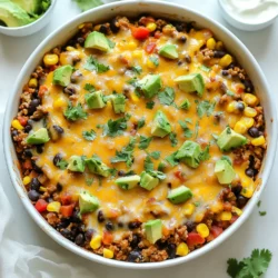 Für die Käse Fiesta Taco Pfanne brauchst du einfache, frische Zutaten. Hier sind die wichtigsten: - 450 g gemahlenes Truthahn- oder Rindfleisch - 1 Dose (425 g) schwarze Bohnen, abgetropft und abgespült - 1 Dose (425 g) Mais, abgetropft - 1 Päckchen Taco-Gewürz - 240 g gewürfelte Tomaten (frisch oder aus der Dose) - 1 Paprika, gewürfelt (nach Wahl) - 1 kleine Zwiebel, gewürfelt - 200 g geriebener Käse (Cheddar und Monterey Jack-Mischung) - 1 Esslöffel Olivenöl Diese Hauptzutaten geben deinem Gericht Geschmack und Nährstoffe. Du kannst das Fleisch nach Belieben wählen. Die Gewürze machen dein Gericht besonders lecker. Du brauchst: - 1/2 Teelöffel Knoblauchpulver - Salz und Pfeffer nach Geschmack Das Taco-Gewürz sorgt für den typischen Geschmack. Du kannst mehr Knoblauchpulver hinzufügen, wenn du es magst. Die Garnierungen geben dem Gericht den letzten Schliff. Hier sind einige Ideen: - Frischer Koriander, gehackt, zum Garnieren - Sauerrahm (optional) - Avocado (optional) Diese Beilagen bringen Cremigkeit und Frische. Sie ergänzen die Aromen perfekt. Du kannst auch nach Belieben weitere Zutaten hinzufügen, wie Salsa oder Jalapeños. {{ingredient_image_2}} Zuerst erhitze das Olivenöl in einer großen Pfanne auf mittlerer Hitze. Dann würfelst du die Zwiebel und die Paprika. Diese Zutaten kommen jetzt in die Pfanne. Brate sie für etwa 3-4 Minuten an. Sie sollen weich werden, aber nicht braun. Das Aroma wird schon jetzt toll sein. Jetzt ist es Zeit für das Fleisch. Gib das gemahlene Truthahn- oder Rindfleisch in die Pfanne. Brate es 5-7 Minuten lang, bis es braun wird. Rühre alles gut um, damit es gleichmäßig gart. Wenn du Fett siehst, kannst du es abgießen. Füge dann das Taco-Gewürz, das Knoblauchpulver, Salz und Pfeffer hinzu. Mische alles gut, damit die Gewürze das Fleisch umhüllen. Füge nun die schwarzen Bohnen, den Mais und die gewürfelten Tomaten in die Pfanne. Rühre alles gründlich um und lasse es für 3-4 Minuten kochen. Es sollte gut erhitzt sein. Jetzt kommt der Käse! Streue ihn gleichmäßig über die Mischung. Decke die Pfanne mit einem Deckel ab. Lass den Käse 2-3 Minuten schmelzen, bis er blubbert. Das sieht toll aus! Um die perfekte Käse Fiesta Taco Pfanne zu machen, achte auf die Hitze. Erhitze das Olivenöl gut, bevor du das Gemüse hinzufügst. Das sorgt dafür, dass die Zwiebeln und die Paprika schön weich werden. Brate sie für 3-4 Minuten. Wenn das Fleisch in die Pfanne kommt, rühre es oft um. So wird es gleichmäßig braun. Achte darauf, alle Gewürze gut einzuarbeiten. Das Taco-Gewürz gibt deinem Gericht viel Geschmack. Wenn du die Bohnen und den Mais hinzufügst, stelle sicher, dass sie gut vermischt sind. Lass alles für einige Minuten kochen. So kommen die Aromen richtig zur Geltung. Du kannst die Käse Fiesta Taco Pfanne leicht nach deinem Geschmack anpassen. Füge mehr oder weniger Gemüse hinzu. Wenn du es scharf magst, kommen Jalapeños oder rote Pepperoni gut. Wenn du kein Fleisch magst, kannst du Tofu oder Quinoa verwenden. Für eine milde Variante, verwende weniger Taco-Gewürz. Du kannst auch frische Kräuter wie Petersilie oder Schnittlauch statt Koriander verwenden. Die Präsentation macht viel aus. Du kannst die Pfanne direkt auf den Tisch stellen. Garniere das Gericht mit frischem Koriander. Das sieht toll aus und gibt frischen Geschmack. Serviere das Gericht mit einer Schale Sauerrahm und Avocado. Das macht die Mahlzeit noch cremiger und leckerer. Ein paar Tortilla-Chips auf die Seite legen, bringt Crunch. So wird deine Käse Fiesta Taco Pfanne zu einem echten Hingucker! Pro Tipps Fleischwahl: Verwende für eine gesündere Variante mageres Truthahnfleisch oder eine vegetarische Option wie Tofu oder pflanzliches Hackfleisch. Gewürze anpassen: Experimentiere mit zusätzlichen Gewürzen wie Kreuzkümmel oder Paprika, um den Geschmack noch intensiver zu gestalten. Gemüsevariationen: Du kannst auch andere Gemüsesorten wie Zucchini oder Spinat hinzufügen, um die Nährstoffe zu erhöhen und das Gericht bunter zu gestalten. Käsealternativen: Probiere verschiedene Käsesorten wie Gouda oder eine vegane Käsealternative, um das Gericht nach deinem Geschmack anzupassen. {{image_4}} Wenn Sie eine vegetarische oder vegane Version möchten, können Sie das Fleisch durch pflanzliche Alternativen ersetzen. Verwenden Sie zum Beispiel 450 g schwarze Bohnen oder Linsen. Diese geben dem Gericht eine gute Textur und Nährstoffe. Sie können auch Tofuwürfel anbraten, um eine fleischige Konsistenz zu erzielen. Vergessen Sie nicht, das Taco-Gewürz und das Knoblauchpulver hinzuzufügen, um den Geschmack zu verstärken. Für einen schärferen Kick können Sie Jalapeños hinzufügen. Frische Jalapeños funktionieren gut, aber auch eingelegte sind eine tolle Wahl. Fügen Sie sie während des Anbratens der Zwiebel und Paprika hinzu. Sie können die Menge nach Ihrem Schärfewunsch anpassen. So wird die Käse Fiesta Taco Pfanne aufregender und würziger. Experimentieren Sie mit verschiedenen Käsesorten für neue Geschmäcker. Anstelle von Cheddar und Monterey Jack können Sie Gouda oder Pepper Jack verwenden. Diese Käsesorten schmelzen gut und bringen spannende Aromen. Für eine noch cremigere Textur können Sie auch Frischkäse hinzufügen. So wird die Käse Fiesta Taco Pfanne noch leckerer und interessanter. Um die Reste der Käse Fiesta Taco Pfanne gut zu lagern, lege sie in einen luftdichten Behälter. Achte darauf, dass die Mischung gut abgekühlt ist, bevor du sie in den Kühlschrank stellst. Du kannst auch die Portionen aufteilen, um sie einfacher zu handhaben. So bleibt die Frische länger erhalten. Wenn du die Reste aufwärmen möchtest, benutze eine Pfanne oder die Mikrowelle. In der Pfanne kannst du die Mischung bei mittlerer Hitze erwärmen. Rühre dabei gut um, damit alles gleichmäßig warm wird. Wenn du die Mikrowelle nutzt, decke den Behälter mit einem Mikrowellen-sicheren Deckel ab, um Spritzer zu vermeiden. Erwärme die Reste in kurzen Intervallen und rühre dazwischen um. Im Kühlschrank hält sich die Käse Fiesta Taco Pfanne etwa 3 bis 4 Tage. Wenn du sie länger aufbewahren möchtest, kannst du sie im Gefrierschrank lagern. Dort bleibt sie für bis zu 3 Monate frisch. Achte darauf, dass die Reste gut verpackt sind, um Gefrierbrand zu vermeiden. Beim Auftauen kannst du sie einfach über Nacht im Kühlschrank lassen oder sie direkt in der Mikrowelle auftauen. Ja, du kannst das Rezept anpassen. Du kannst das Fleisch ersetzen. Verwende zum Beispiel Huhn oder Tofu. Füge mehr Gemüse hinzu, wenn du magst. Zucchini und Pilze passen gut dazu. Du kannst auch das Taco-Gewürz ändern. Probiere verschiedene Gewürzmischungen aus. So wird das Gericht persönlicher und einzigartig. Die Vorbereitung dauert nur 10 Minuten. Das Kochen benötigt etwa 15 Minuten. Insgesamt sind es also nur 25 Minuten. So hast du schnell eine leckere Mahlzeit. Ideal für einen hektischen Abend oder ein schnelles Mittagessen. Jeder kann dieses Rezept in kurzer Zeit zubereiten. Zu dieser Pfanne passen viele Beilagen. Guacamole und Sauerrahm sind sehr beliebt. Du kannst auch Tortilla-Chips oder frisches Brot servieren. Salate sind ebenfalls eine gute Wahl. Ein einfacher grüner Salat ergänzt das Gericht gut. So hast du eine bunte und schmackhafte Mahlzeit. Die Käse Fiesta Taco Pfanne bietet viele leckere Möglichkeiten. Wir haben die Hauptzutaten, Gewürze und Beilagen besprochen. Ich habe eine Schritt-für-Schritt-Anleitung mit Tipps gegeben, um das Gericht perfekt hinzubekommen. Verschiedene Variationen wie vegetarische Optionen oder scharfe Zutaten sorgen für Abwechslung. Reste sind einfach zu lagern und aufzuwärmen. Denke daran, dass du das Rezept nach deinem Geschmack anpassen kannst. Probiere es aus und genieße dein selbstgemachtes Gericht!