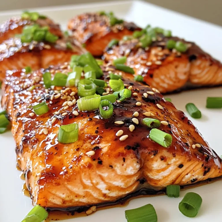 - 4 Lachsfilets (je 170 g) - 60 ml süße Chili-Sauce - 3 Knoblauchzehen, gehackt - 1 Esslöffel Sojasauce - 1 Esslöffel frisch geriebener Ingwer - 2 Esslöffel Olivenöl - 1 Esslöffel Limettensaft - Salz und Pfeffer nach Geschmack - 60 ml gehackte Frühlingszwiebeln (zum Garnieren) - Sesamsamen (zum Garnieren) Für dieses Rezept brauchst du frische Zutaten. Die Lachsfilets sind der Hauptdarsteller. Sie bringen Geschmack und Textur. Die süße Chili-Sauce sorgt für eine tolle Süße. Der Knoblauch und der Ingwer fügen Tiefe hinzu. Verwende 60 ml von jeder Sauce. Das Olivenöl hilft, alles zu vermischen. Der Limettensaft gibt einen frischen Geschmack. Um den Lachs zu würzen, nutze Salz und Pfeffer. Die Frühlingszwiebeln und Sesamsamen sind für die Garnitur. Achte darauf, frische Lachsfilets zu wählen. Diese sollten eine leuchtende Farbe haben und fest sein. Die süße Chili-Sauce sollte von guter Qualität sein. Sojasauce sollte ebenfalls frisch und aromatisch sein. Verwende frischen Knoblauch und Ingwer für den besten Geschmack. Frische Limetten sind wichtig für den Saft. Achte darauf, dass die Frühlingszwiebeln knackig sind. Hochwertige Zutaten machen den Unterschied. {{ingredient_image_2}} Heize deinen Ofen auf 200°C vor. Das ist wichtig für den perfekten Lachs. Lege ein Backblech mit Backpapier oder Folie aus. So geht das Aufräumen schneller. Du willst ja nicht nach dem Kochen lange putzen. Nimm eine kleine Schüssel. Vermische die süße Chili-Sauce, den gehackten Knoblauch, die Sojasauce, den frisch geriebenen Ingwer, das Olivenöl und den Limettensaft. Füge Salz und Pfeffer nach Geschmack hinzu. Rühre alles gut um. Die Marinade sollte gleichmäßig sein. So bekommt der Lachs viel Geschmack. Lege die Lachsfilets auf das Backblech. Bürste jedes Filet mit der Marinade ein. Achte darauf, etwas Sauce für später zu behalten. Backe den Lachs für etwa 12 bis 15 Minuten. Der Fisch sollte leicht aufspringen, wenn du mit einer Gabel hineinstechst. In den letzten zwei Minuten stellst du den Ofen auf Grillfunktion. Positioniere das Backblech auf einem höheren Rost. So karamellisiert die Glasur schön. Behalte den Lachs gut im Auge. Er darf nicht verbrennen! Nimm den Lachs nach dem Backen aus dem Ofen. Träufle die zurückbehaltene Sauce über die Filets. Garniere sie mit den gehackten Frühlingszwiebeln und Sesamsamen. So sieht das Gericht toll aus und schmeckt noch besser. Einer der häufigsten Fehler ist, die Marinade nicht lange genug einziehen zu lassen. Lass den Lachs mindestens 30 Minuten marinieren. So zieht der Geschmack besser ein. Ein weiterer Fehler ist das Überbacken. Achte darauf, den Lachs rechtzeitig aus dem Ofen zu nehmen. Wenn du ihn zu lange backst, wird er trocken. Der perfekte Lachs hat eine leicht knusprige Oberfläche und bleibt saftig. Backe ihn bei 200°C. Verwende die Grillfunktion am Ende, um eine schöne Karamellisierung zu erreichen. Prüfe mit einer Gabel, ob der Fisch leicht aufspringt. Das zeigt, dass er gut gegart ist. Du kannst die Marinade leicht anpassen. Füge etwas Limettenschale für mehr Frische hinzu. Möchtest du es schärfer? Gib einen Hauch von Chili oder Sriracha dazu. Für einen süßeren Geschmack, erhöhe die Menge an süßer Chili-Sauce. Experimentiere mit frischen Kräutern wie Koriander oder Basilikum. So erhältst du ein neues Aroma! Pro Tipps Frisch ist besser: Verwende frischen Ingwer und frischen Knoblauch für ein intensiveres Aroma in deiner Marinade. Die richtige Garstufe: Achte darauf, den Lachs nicht zu lange zu backen, um ihn saftig und zart zu halten. Er sollte leicht flockig sein, wenn du ihn mit einer Gabel anstichst. Variiere die Aromen: Experimentiere mit zusätzlichen Gewürzen oder Kräutern, wie Koriander oder Chili-Flocken, um dem Gericht deine persönliche Note zu verleihen. Serviervorschläge: Serviere den Lachs zusammen mit Reis oder einem frischen Salat für eine ausgewogene Mahlzeit. {{image_4}} Du kannst das Rezept leicht anpassen, um asiatische Aromen zu betonen. Zum Beispiel kannst du einen Schuss Reisessig hinzufügen. Dieser bringt eine feine Säure, die das Gericht hebt. Statt der Sojasauce verwende Tamari für eine glutenfreie Option. Auch eine Prise Fünf-Gewürze-Pulver bringt einen tollen Geschmack. Du kannst auch geröstete Erdnüsse darüber streuen. Sie geben einen schönen Crunch und passen gut zur Süße der Sauce. Gemüse ist eine großartige Beilage zum Süßchili Knoblauch-Lachs. Du kannst Brokkoli, Zuckerschoten oder Karotten wählen. Diese Gemüse passen perfekt zu den Aromen des Lachs. Einfach in etwas Olivenöl anbraten und mit Salz und Pfeffer würzen. Wenn du es bunt magst, probiere auch Paprika und Zucchini. Das macht den Teller schön und gesund. Du kannst das Gemüse gleichzeitig mit dem Lachs im Ofen garen. So sparst du Zeit und hast alles frisch. Für die Garnitur gibt es viele Möglichkeiten. Statt Frühlingszwiebeln kannst du Koriander verwenden. Er bringt ein frisches Aroma. Auch Dill passt gut zum Lachs. Du kannst ihn fein hacken und darüber streuen. Für einen besonderen Kick kannst du auch gehackte rote Chilischoten verwenden. Diese bringen Farbe und Schärfe. Sesamsamen sind ebenfalls eine schöne Garnitur und geben einen nussigen Geschmack. Experimentiere mit diesen Optionen und finde deine Lieblinge! Wenn du Lachs übrig hast, lege ihn in einen luftdichten Behälter. So bleibt er frisch. Du kannst die Reste bis zu drei Tage im Kühlschrank aufbewahren. Vergiss nicht, den Lachs gut abzukühlen, bevor du ihn lagerst. Wenn du gefrorenen Lachs hast, tau ihn zuerst im Kühlschrank auf. Das dauert einige Stunden oder über Nacht. Du kannst ihn auch in kaltem Wasser auftauen. Das dauert etwa 30 Minuten. Bereite dann die Marinade wie gewohnt vor und backe den Lachs. Im Kühlschrank bleibt gekochter Lachs bis zu drei Tage frisch. Im Gefrierfach kannst du ihn bis zu drei Monate aufbewahren. Achte darauf, den Lachs in Frischhaltefolie einzuwickeln, um Gefrierbrand zu vermeiden. Wenn du den Lachs länger aufbewahren möchtest, nutze am besten einen Vakuumierer. Du musst den Lachs etwa 12-15 Minuten backen. Die genaue Zeit hängt von der Dicke der Filets ab. Wenn der Lachs leicht aufspringt, ist er fertig. Er sollte innen zart und saftig sein. Ja, du kannst die süße Chili-Sauce selbst machen. Mische einfach Zucker, Essig, Wasser und Chili. Koche es, bis der Zucker schmilzt. Lass es abkühlen und benutze es dann für den Lachs. Zu diesem Lachs passen viele Gemüsearten. Brokkoli, Zucchini und Paprika sind großartige Optionen. Du kannst sie einfach dämpfen oder rösten, um einen tollen Geschmack zu erzielen. Wenn du die Schärfe anpassen möchtest, füge mehr oder weniger Chili hinzu. Du kannst auch milde Paprika verwenden, wenn du es sanfter magst. Probiere die Marinade und passe sie nach deinem Geschmack an. Wir haben die besten Zutaten für deinen Lachs besprochen, von der Marinade bis zu den Beilagen. Du hast gelernt, wie du den Ofen vorbereitest und die Glasur perfekt karamellisierst. Wir haben auch häufige Fehler erklärt und Tipps gegeben, damit dein Lachs immer gelingt. Variationen und Lagerinformationen helfen dir, kreativ zu bleiben und Reste richtig aufzubewahren. Jetzt bist du bereit, köstlichen süßchili-knoblauch Lachs zuzubereiten. Viel Spaß beim Kochen und Genießen!