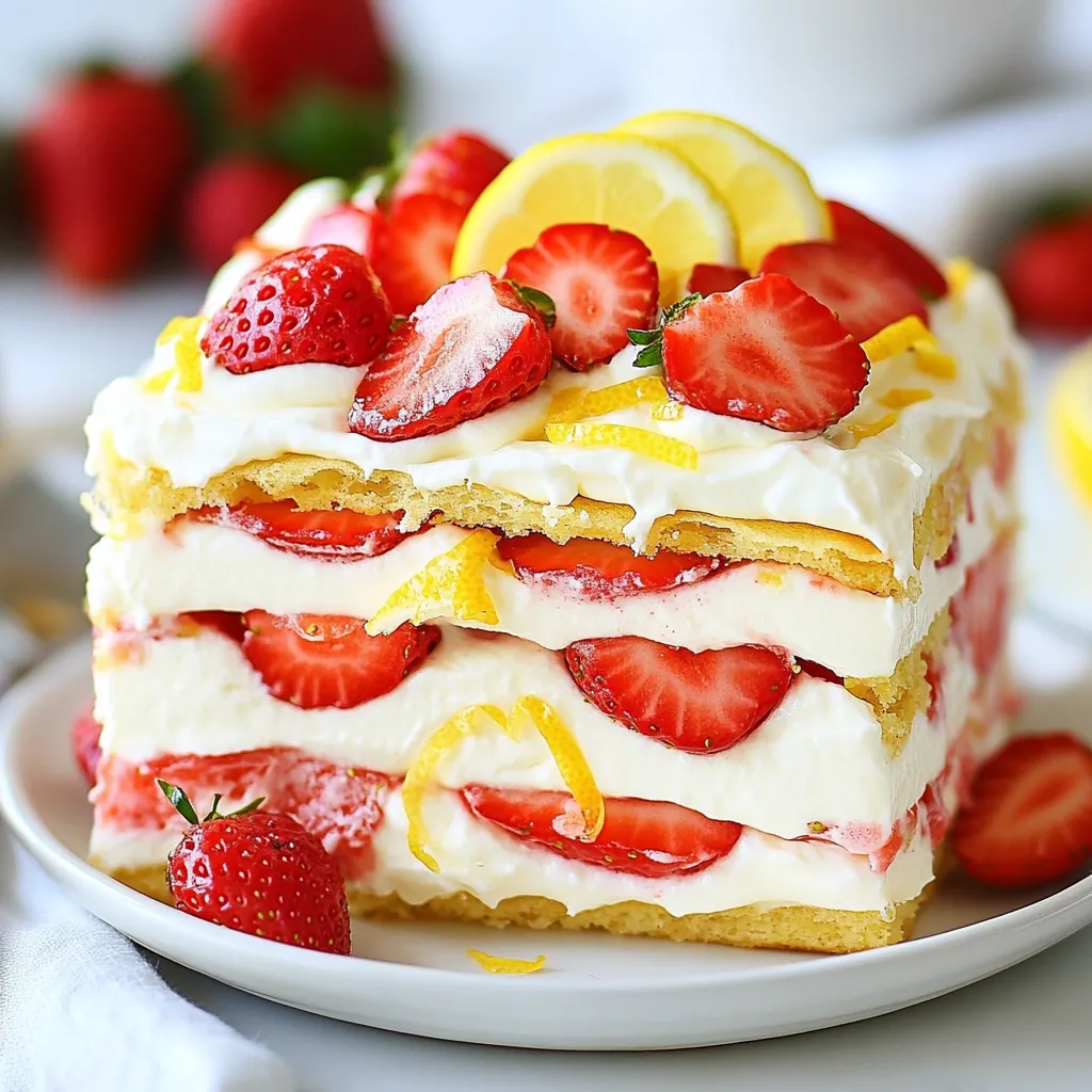 Um einen leckeren Erdbeer-Shortcake-Eisbox-Kuchen zu machen, brauchen wir: - 2 Tassen frische Erdbeeren, entkelcht und in Scheiben geschnitten - 1 Tasse Schlagsahne - 1/2 Tasse Puderzucker - 1 Teelöffel Vanilleextrakt - 1 Packung (400 g) gekaufte Löffelbiskuits oder Lagen von Biskuitteig - 1 Tasse Mascarpone-Käse - Schale von 1 Zitrone - Zusätzliche Erdbeeren zur Garnitur Falls du keine Löffelbiskuits hast, kannst du auch Biskuitteig verwenden. Für eine leichtere Version kannst du griechischen Joghurt anstelle von Mascarpone verwenden. Wenn du eine vegane Variante machen möchtest, probiere Kokoscreme statt Schlagsahne. Auch die Erdbeeren kannst du durch andere Beeren wie Himbeeren oder Blaubeeren ersetzen. Wähle Erdbeeren, die fest, rot und glänzend sind. Vermeide solche mit Druckstellen oder Schimmel. Am besten kaufst du die Erdbeeren lokal oder in der Saison, um den besten Geschmack zu bekommen. Lager die Erdbeeren im Kühlschrank, aber nicht zu lange, um ihre Frische zu erhalten. Wasche sie erst kurz vor dem Verzehr, damit sie nicht matschig werden. {{ingredient_image_2}} Zuerst bereiten wir die Erdbeeren vor. Nehmen Sie 2 Tassen frische Erdbeeren. Entkelchen Sie sie und schneiden Sie sie in dünne Scheiben. Geben Sie die Erdbeeren in eine mittelgroße Schüssel. Fügen Sie 2 Esslöffel Puderzucker hinzu. Vermischen Sie alles gut und lassen Sie die Erdbeeren etwa 15 bis 20 Minuten ruhen. Dies hilft, den süßen Erdbeersaft freizusetzen. Als Nächstes machen wir die Mascarpone-Creme. Nehmen Sie eine separate Schüssel und geben Sie 1 Tasse Schlagsahne hinein. Schlagen Sie die Sahne, bis sich weiche Spitzen bilden. Fügen Sie langsam den restlichen Puderzucker (1/2 Tasse) und 1 Teelöffel Vanilleextrakt hinzu. Schlagen Sie weiter, bis sich steife Spitzen bilden. Jetzt nehmen Sie 1 Tasse Mascarpone-Käse und die Schale einer Zitrone. Heben Sie beides vorsichtig unter die Schlagsahne. Mischen Sie alles gut, bis die Creme gleichmäßig aussieht. Jetzt kommt der spaßige Teil: das Schichten! Nehmen Sie eine rechteckige Form (ca. 20x20 cm). Legen Sie eine Schicht Löffelbiskuits oder Biskuitteig hinein. Die Biskuits können leicht überlappend angeordnet werden. Streichen Sie die Hälfte der Mascarpone-Creme gleichmäßig über die Biskuits. Verteilen Sie die Hälfte der marinierten Erdbeeren samt ihrem Saft oben drauf. Wiederholen Sie diesen Schichtprozess mit einer weiteren Schicht Biskuits und der restlichen Mascarpone-Creme. Beenden Sie mit den restlichen Erdbeeren und ihrem Saft. Decken Sie die Form mit Frischhaltefolie ab und kühlen Sie den Kuchen mindestens 4 Stunden im Kühlschrank. Am besten über Nacht, damit alle Aromen gut durchziehen. Ein häufiger Fehler ist, die Erdbeeren nicht ausreichend ziehen zu lassen. Dadurch fehlt der Saft. Lassen Sie sie mindestens 15 Minuten ruhen. Ein weiterer Fehler ist, die Schlagsahne zu stark zu schlagen. Sie sollte weich, aber fest sein. Vermeiden Sie es, die Sahne zu übermixen, sonst wird sie körnig. Um die perfekte Konsistenz zu erreichen, verwenden Sie kalte Schlagsahne. Beginnen Sie mit weichen Spitzen. Fügen Sie dann langsam Puderzucker und Vanille hinzu. Schlagen Sie weiter, bis steife Spitzen entstehen. Achten Sie darauf, den Mascarpone sanft unterzuheben. Dies sorgt für eine luftige, gleichmäßige Creme. Präsentieren Sie die Kuchenstücke auf schönen Tellern. Beträufeln Sie sie mit etwas Erdbeersaft für Farbe. Fügen Sie frische Erdbeeren und Zitronenzesten als Garnitur hinzu. Dies macht den Tisch einladend und appetitlich. Ein schöner Tisch steigert das Genusserlebnis für Ihre Gäste. Pro Tipps Erdbeeren richtig marinieren: Lassen Sie die geschnittenen Erdbeeren mit Puderzucker mindestens 15-20 Minuten ruhen, um das volle Aroma und den Saft zu entfalten. Mascarpone-Creme perfekt aufschlagen: Stellen Sie sicher, dass die Schlagsahne gut gekühlt ist, bevor Sie sie schlagen, um die besten Ergebnisse und eine fluffige Konsistenz zu erzielen. Schichttechnik für beste Ergebnisse: Drücken Sie die Löffelbiskuits leicht an, um sicherzustellen, dass die Schichten gut zusammenhalten und der Kuchen stabil bleibt. Über Nacht kühlen: Lassen Sie den Kuchen über Nacht im Kühlschrank, damit die Aromen sich besser verbinden und die Textur fester wird. {{image_4}} Wenn Sie glutenfrei essen, können Sie diesen Kuchen leicht anpassen. Verwenden Sie glutenfreie Löffelbiskuits oder Biskuitteig. Diese Alternativen haben den gleichen guten Geschmack. Achten Sie auf die Zutatenliste, um sicherzustellen, dass sie wirklich glutenfrei sind. Erdbeeren sind toll, aber viele andere Beeren passen gut zu diesem Rezept. Sie können Himbeeren, Blaubeeren oder Johannisbeeren verwenden. Mischen Sie zwei oder mehr Beeren für mehr Geschmack und Farbe. Probieren Sie die Kombination aus, um Ihre Lieblingsfrucht zu finden. Für eine besondere Note können Sie Schokoladensauce über den Kuchen träufeln. Dies gibt eine süße und reiche Ergänzung. Ein Schuss Likör, wie Amaretto oder Limoncello, kann auch den Geschmack verstärken. Fügen Sie diese Extras hinzu, um den Kuchen noch aufregender zu machen. Der Erdbeer-Shortcake-Eisbox-Kuchen bleibt im Kühlschrank frisch. Decke den Kuchen mit Frischhaltefolie ab. So bleibt die Feuchtigkeit drin. Er bleibt bis zu drei Tage lecker. Achte darauf, dass er gut verschlossen ist. Du kannst den Kuchen auch einfrieren. Schneide ihn in Portionen für einfaches Servieren. Wickel die Stücke in Frischhaltefolie und dann in Alufolie. So bleibt er bis zu drei Monate frisch. Vor dem Servieren die Stücke über Nacht im Kühlschrank auftauen lassen. Um den Kuchen frisch zu halten, füge neue Erdbeeren hinzu. Ein bisschen Schlagsahne oben macht ihn toll. Du kannst auch etwas Zitronenschale für einen extra Kick verwenden. So wird der Geschmack lebendiger und frisch. Der Erdbeer-Shortcake-Eisbox-Kuchen bleibt frisch für etwa 2 bis 3 Tage im Kühlschrank. Achten Sie darauf, ihn gut abzudecken. So bleibt er saftig und köstlich. Nach ein paar Tagen kann die Konsistenz etwas weicher werden, aber der Geschmack bleibt genial. Ja, Sie können den Kuchen ohne Mascarpone machen. Ersetzen Sie ihn einfach durch Frischkäse oder griechischen Joghurt. Diese Alternativen bringen eine ähnliche Cremigkeit. Der Geschmack wird etwas anders, aber immer noch lecker. Experimentieren Sie ruhig mit den Zutaten, um Ihre perfekte Mischung zu finden. Ja, es ist sehr ratsam, diesen Kuchen am Vortag zuzubereiten. Die Aromen vermischen sich so besser und der Kuchen wird fester. Lassen Sie ihn einfach über Nacht im Kühlschrank. Am nächsten Tag haben Sie ein perfektes und erfrischendes Dessert bereit zum Servieren. In diesem Artikel haben wir die Zutaten für den Erdbeer-Shortcake-Eisbox-Kuchen vorgestellt. Du hast gelernt, wie man frische Erdbeeren auswählt und die ideale Mascarpone-Creme zubereitet. Wir behandelten Tipps, um häufige Fehler zu vermeiden, und wie man den Kuchen attraktiv serviert. Variationen wie glutenfreie Optionen und fruchtige Alternativen machten das Rezept vielseitig. Lager- und Aufbewahrungshinweise helfen, den Kuchen frisch zu halten. Denke daran, dass selbst kleine Anpassungen den Kuchen noch besser machen können. Experimentiere ruhig und finde deinen persönlichen Favoriten!