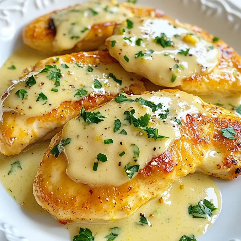 Für dieses leckere Gericht brauchst du: - 4 Hähnchenbrustfilets, ohne Knochen und Haut - 2 Esslöffel Olivenöl - 4 Knoblauchzehen, fein gehackt - 240 ml Schlagsahne - 100 g frisch geriebener Parmesan - 1 Teelöffel italienische Gewürzmischung - Salz und Pfeffer nach Geschmack Diese Zutaten bilden die Basis für ein reichhaltiges, cremiges Gericht. Die Hähnchenbrust ist zart und nimmt alle Aromen gut auf. Die Schlagsahne und der Parmesan geben der Sauce eine wunderbare Cremigkeit. Die Gewürze spielen eine große Rolle in diesem Rezept. Die italienische Gewürzmischung bringt tolle Kräuternoten mit. Du kannst auch frische Kräuter wie Basilikum oder Oregano hinzufügen. Diese geben dem Gericht eine frische Note. Salz und Pfeffer sind wichtig, um den Geschmack des Hähnchens zu betonen. Für die Garnierung empfehle ich frische Petersilie. Sie bringt Farbe und einen frischen Geschmack. Du kannst auch ein wenig Zitronensaft darüber träufeln. Das gibt einen schönen Kontrast zur Cremigkeit der Sauce. Zusätzlich sieht es toll aus, das Hähnchen auf einem Bett aus Spinat zu servieren. Oder lege es auf Pasta, die die Sauce gut aufnimmt. So wird dein Gericht nicht nur lecker, sondern auch schön angerichtet! {{ingredient_image_2}} Zuerst würze ich die Hähnchenbrustfilets. Ich streue Salz, Pfeffer und italienische Gewürzmischung auf beide Seiten. Das gibt dem Hähnchen Geschmack. Ich achte darauf, dass die Gewürze gleichmäßig verteilt sind. So wird jedes Stück schmackhaft. Ich erhitze 2 Esslöffel Olivenöl in einer großen Pfanne. Die Hitze sollte mittel bis hoch sein. Sobald das Öl heiß ist, lege ich die gewürzten Hähnchenbrustfilets in die Pfanne. Es ist wichtig, die Filets nicht zu überfüllen. Ich brate jedes Stück etwa 5-7 Minuten, bis es goldbraun ist. Dann drehe ich das Hähnchen um und brate die andere Seite gleichmäßig. Das Hähnchen ist fertig, wenn es durchgegart ist. Ich nehme das Hähnchen aus der Pfanne und lege es auf einen Teller. In derselben Pfanne reduziere ich die Hitze auf mittel. Jetzt füge ich die fein gehackten Knoblauchzehen hinzu. Ich sautiere den Knoblauch für etwa 1 Minute, bis er gut riecht. Dann gieße ich 240 ml Schlagsahne in die Pfanne und rühre gut um. Die Mischung lasse ich sanft für 2-3 Minuten köcheln. Jetzt füge ich 100 g frisch geriebenen Parmesan nach und nach hinzu. Ich rühre weiter, bis der Käse schmilzt und die Sauce cremig wird. Wenn die Sauce leicht eindickt, lege ich das Hähnchen zurück in die Pfanne. Ich wende das Hähnchen in der Sauce, damit es gut bedeckt ist. Nach 2-3 Minuten ist es bereit zum Servieren. Um das Hähnchen besonders saftig zu machen, würzen Sie es gut. Verwenden Sie Salz, Pfeffer und italienische Gewürze. Lassen Sie das gewürzte Hähnchen etwa 15 Minuten ruhen. So ziehen die Aromen ein. Braten Sie das Hähnchen bei mittlerer bis hoher Hitze. So wird es außen goldbraun und innen zart. Achten Sie darauf, das Hähnchen nicht zu lange zu braten. Das kann es trocken machen. Die Sauce sollte cremig, aber nicht zu dick sein. Nach dem Hinzufügen des Parmesans, rühren Sie gut um. Wenn die Sauce zu dick wird, fügen Sie etwas mehr Schlagsahne hinzu. Kochen Sie die Sauce sanft, damit sie nicht anbrennt. Lassen Sie sie nicht zu lange kochen. So bleibt sie schön cremig und geschmackvoll. Frische Zutaten machen einen großen Unterschied. Verwenden Sie frischen Knoblauch statt Knoblauchpulver. Das gibt mehr Geschmack. Frisch geriebener Parmesan sorgt für ein besseres Aroma als der bereits geriebene Käse. Verwenden Sie auch frische Petersilie zum Garnieren. Sie bringt Farbe und Frische ins Gericht. Achten Sie auf die Qualität der Zutaten. Hochwertige Produkte führen zu besseren Ergebnissen. Pro Tipps Hähnchen marinieren: Um mehr Geschmack zu erzielen, marinieren Sie die Hähnchenbrustfilets mindestens 30 Minuten vor dem Kochen in einer Mischung aus Olivenöl, Zitronensaft und Gewürzen. Knoblauch richtig sautieren: Achten Sie darauf, den Knoblauch nicht zu lange zu sautieren, da er schnell verbrennen kann und bitter wird. Nur bis zur Aromatisierung sautieren. Parmesan einarbeiten: Fügen Sie den Parmesan nach und nach hinzu und rühren Sie kontinuierlich, um eine glatte, cremige Konsistenz zu erhalten. Serviervorschläge: Servieren Sie das Gericht mit frischem Gemüse oder über Pasta, um eine ausgewogene Mahlzeit zu kreieren, und garnieren Sie mit zusätzlichen Kräutern für mehr Farbe. {{image_4}} Wenn Sie kein Hähnchen mögen, probieren Sie andere Fleischsorten. Schweinefleisch oder Pute können tolle Alternativen sein. Verwenden Sie die gleichen Schritte wie im Rezept. Achten Sie darauf, die Garzeit anzupassen. Dünnere Stücke garen schneller. Für eine vegane Variante ersetzen Sie die Schlagsahne. Kokoscreme oder Cashew-Creme sind gute Optionen. Sie geben der Sauce eine tolle Konsistenz. Verwenden Sie veganen Parmesan für den Käsegeschmack. Fügen Sie etwas Zitronensaft hinzu für die Frische. Passen Sie die Gewürze nach Ihrem Geschmack an. Fügen Sie mehr Knoblauch hinzu, wenn Sie es lieben. Paprika oder Chili sorgen für einen scharfen Kick. Für eine italienische Note, geben Sie frische Basilikumblätter dazu. Experimentieren Sie, um das perfekte Aroma zu finden. Um übrig gebliebenes cremiges Knoblauch-Parmesan-Hühnchen richtig zu lagern, lege es in einen luftdichten Behälter. Achte darauf, dass das Hühnchen gut abgekühlt ist, bevor du es einfrierst. So bleibt die Textur gut. Du kannst das Hühnchen mit der Sauce im Behälter aufbewahren. Dadurch bleibt der Geschmack frisch und lecker. Um das Hühnchen wieder aufzuwärmen, lege es in eine Pfanne bei mittlerer Hitze. Füge ein wenig Wasser oder Brühe hinzu, um die Sauce feucht zu halten. Decke die Pfanne mit einem Deckel, damit die Hitze gleichmäßig verteilt wird. Du kannst auch die Mikrowelle verwenden. Stelle die Mikrowelle auf eine niedrige Stufe, und erhitze das Hühnchen in kurzen Intervallen. So bleibt das Hühnchen saftig. Im Kühlschrank bleibt das cremige Hühnchen 3 bis 4 Tage frisch. Achte darauf, es gut abzudecken. Im Gefrierfach kannst du das Hühnchen bis zu 3 Monate aufbewahren. Wenn du es einfrierst, empfehle ich, die Sauce getrennt zu halten. So bleibt die Qualität besser. Wenn du bereit bist, es zu essen, lass es im Kühlschrank auftauen. Sie können das Rezept leicht ändern. Probieren Sie Hähnchen mit anderen Gewürzen. Paprika oder Curry geben neuen Geschmack. Sie können auch Gemüse wie Spinat oder Brokkoli hinzufügen. Diese Zutaten machen das Gericht noch gesünder. Wenn Sie eine leichtere Version möchten, nutzen Sie fettarme Sahne. Achten Sie darauf, den Parmesan langsam hinzuzufügen. So bleibt die Sauce schön cremig. Cremiges Knoblauch-Parmesan-Hühnchen passt gut zu vielen Beilagen. Hier sind einige tolle Ideen: - Pasta: Tagliatelle oder Spaghetti sind eine gute Wahl. - Reis: Basmati oder Jasminreis ergänzen den Geschmack. - Gemüse: Gebratenes Gemüse bringt Farbe und Geschmack. - Salat: Ein frischer grüner Salat sorgt für einen Kontrast. - Brot: Knuspriges Baguette ist perfekt zum Eintunken. Ja, das Rezept ist glutenfrei. Die Hauptzutaten enthalten kein Gluten. Hähnchen, Sahne, Parmesan und Gewürze sind alle glutenfrei. Achten Sie jedoch darauf, dass die verwendeten Zutaten frei von Gluten sind. Einige Marken fügen Gluten hinzu. Wenn Sie auf der sicheren Seite sein wollen, wählen Sie frische Produkte. In diesem Artikel haben wir leckere Zutaten für cremiges Knoblauch-Parmesan-Hühnchen erkundet. Ich habe dir die Schritte zur perfekten Zubereitung erklärt und nützliche Tipps gegeben, um dein Gericht saftig zu machen. Du kannst das Rezept mit anderen Fleischsorten oder veganen Optionen variieren. Achte auch auf die richtige Lagerung deiner Reste für beste Qualität. Experimentiere mit den Gewürzen und genieße die Vielfalt. Mit diesen Informationen wird dein Hühnchen zum Hit!