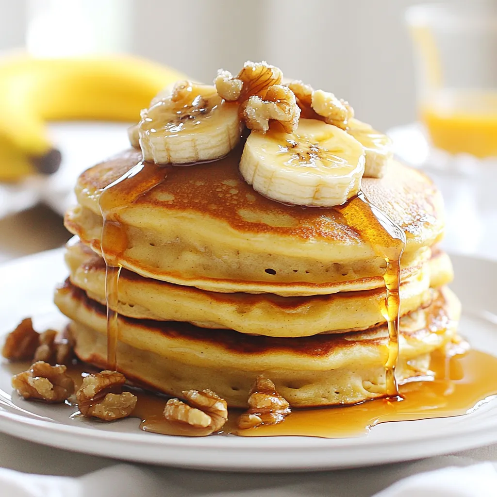 Für die perfekten karamellisierten Bananen-Pfannkuchen brauchst du: - 1 Tasse Weizenmehl - 2 Esslöffel Zucker - 2 Teelöffel Backpulver - 1/2 Teelöffel Salz - 1 Tasse Milch (tierisch oder pflanzlich) - 1 großes Ei - 2 Esslöffel geschmolzene Butter - 2 reife Bananen, in Scheiben geschnitten - 2 Esslöffel brauner Zucker - 1 Esslöffel Butter (zum Karamellisieren der Bananen) Diese Zutaten bilden die Basis für die leckeren Pfannkuchen. Um den Pfannkuchen noch besser zu machen, kannst du hinzufügen: - Ahornsirup (zum Servieren) - Optional: Walnüsse oder Pekannüsse zum Garnieren Diese Extras verleihen dem Gericht mehr Geschmack und Textur. Die Wahl der richtigen Bananen ist wichtig. Hier sind meine Tipps: - Wähle reife Bananen mit braunen Flecken. - Sie sind süßer und weicher. - Vermeide grüne Bananen, sie sind zu hart. - Achte darauf, dass die Bananen fest sind, aber leicht nachgeben. Mit diesen Bananen wird dein Pfannkuchen einfach köstlich. {{ingredient_image_2}} Um den Pfannkuchenteig zu machen, nehme eine große Schüssel. Vermenge das Weizenmehl, den Zucker, das Backpulver und das Salz. Mische alles gut. In einer anderen Schüssel, kombiniere die Milch, das Ei und die geschmolzene Butter. Rühre, bis alles gut vermischt ist. Gieße die flüssigen Zutaten in die trockenen Zutaten. Mische vorsichtig, bis alles gerade so vermengt ist. Klümpchen sind okay, also nicht zu lange rühren. Für die Bananen nehme eine separate Pfanne. Schmelze 1 Esslöffel Butter bei mittlerer Hitze. Füge die geschnittenen Bananen hinzu. Streue den braunen Zucker gleichmäßig darüber. Koche die Bananen für 2-3 Minuten. Wende sie vorsichtig, bis sie weich und karamellisiert sind. Nimm die Pfanne vom Herd und stelle sie beiseite. Erhitze eine antihaftbeschichtete Pfanne auf mittlerer Hitze. Fette sie leicht mit Butter oder Öl ein. Für jeden Pfannkuchen gib etwa 1/4 Tasse Teig in die Pfanne. Backe sie 2-3 Minuten, bis Blasen auf der Oberfläche erscheinen. Wende den Pfannkuchen vorsichtig und brate ihn 1-2 Minuten weiter, bis er goldbraun ist. Wiederhole dies mit dem restlichen Teig und den Bananen. Serviere die Pfannkuchen warm, mit Ahornsirup und optional mit Nüssen. Um perfekte Pfannkuchen zu machen, achte auf die richtige Temperatur. Die Pfanne sollte heiß, aber nicht rauchend sein. Beginne mit einem kleinen Testpfannkuchen. So kannst du die Hitze anpassen. Wenn der Teig Blasen wirft, ist es Zeit zum Wenden. Übermische den Teig nicht. Klumpen sind okay und machen die Pfannkuchen fluffig. Ein häufiger Fehler ist, den Teig zu lange zu rühren. Das führt zu zähen Pfannkuchen. Achte darauf, die Bananen nicht zu lange zu karamellisieren. Sie sollten weich sein, aber nicht zerfallen. Wenn du die Bananen zu früh in die Pfanne gibst, brennen sie leicht an. Halte die Bananen kurz im Blick, um das beste Ergebnis zu erzielen. Die perfekten Toppings machen das Gericht noch besser. Ahornsirup ist ein Muss für diese Pfannkuchen. Du kannst auch Walnüsse oder Pekannüsse hinzufügen. Sie geben einen tollen Crunch. Frische Beeren sorgen für eine süße und saftige Note. Experimentiere mit verschiedenen Kombinationen, um dein persönliches Geschmackserlebnis zu finden. Pro Tipps Die richtige Konsistenz: Achte darauf, den Teig nicht zu lange zu rühren, um die Pfannkuchen luftig und leicht zu halten. Perfekte Karamellisierung: Verwende frische, reife Bananen für den besten Karamellgeschmack und eine schönere Textur. Temperatur der Pfanne: Stelle sicher, dass die Pfanne die richtige Temperatur hat, bevor du den Teig hineingibst, um ein gleichmäßiges Garen zu gewährleisten. Variationen ausprobieren: Füge Zimt oder Vanilleextrakt zum Teig hinzu, um zusätzliche Aromen zu kreieren. Auch Schokoladenstückchen passen hervorragend! {{image_4}} Wenn du gesünder kochen willst, gibt es viele Alternativen. Du kannst Vollkornmehl statt Weizenmehl verwenden. Das gibt den Pfannkuchen mehr Ballaststoffe. Anstelle von Zucker kannst du Honig oder Agavendicksaft nutzen. Diese Alternativen sind süß und haben weniger Kalorien. Für die Milch kannst du auch Mandelmilch oder Hafermilch nehmen. Diese pflanzlichen Optionen sind lecker und gut für die Verdauung. Die Toppings machen die Pfannkuchen spannend. Du kannst frische Beeren wie Himbeeren oder Erdbeeren verwenden. Diese Früchte sind süß und saftig. Auch Joghurt ist eine gute Wahl. Ein Klecks griechischer Joghurt ist cremig und gesund. Für einen besonderen Crunch kannst du Nüsse wie Mandeln oder Haselnüsse hinzufügen. Sie geben den Pfannkuchen einen tollen Biss. Die karamellisierten Bananen-Pfannkuchen sind leicht vegan zu machen. Verwende pflanzliche Milch und lasse das Ei weg. Du kannst auch einen Esslöffel Apfelmus als Ei-Ersatz nehmen. Die Pfannkuchen werden trotzdem fluffig. Achte darauf, vegane Butter zu verwenden, wenn du die Bananen karamellisierst. So bleiben deine Pfannkuchen rein pflanzlich und super lecker. Um übrig gebliebene Pfannkuchen aufzubewahren, lege sie übereinander auf einen Teller. Decke sie mit Frischhaltefolie oder einem sauberen Küchentuch ab. So bleiben sie frisch. Du kannst die Pfannkuchen auch in einen luftdichten Behälter legen. Achte darauf, dass sie abgekühlt sind, bevor du sie lagerst. Um die Pfannkuchen aufzuwärmen, gibt es mehrere gute Methoden. Du kannst sie in der Mikrowelle aufwärmen. Lege einen Pfannkuchen auf einen Teller und decke ihn mit einem feuchten Papiertuch ab. Erhitze ihn für 20-30 Sekunden. Eine andere Methode ist das Aufwärmen in einer Pfanne. Erhitze die Pfanne auf niedriger Hitze und lege einen Pfannkuchen hinein. Wende ihn nach ein paar Minuten. So bleibt er knusprig. Die Haltbarkeit der Zutaten ist wichtig. Reife Bananen halten sich etwa 2-3 Tage bei Raumtemperatur. Sie können auch im Kühlschrank gelagert werden, wo sie bis zu einer Woche frisch bleiben. Das Weizenmehl bleibt in der Regel bis zu einem Jahr haltbar, wenn es trocken gelagert wird. Milch sollte innerhalb von 5-7 Tagen nach dem Öffnen verbraucht werden. Prüfe immer das Haltbarkeitsdatum der Zutaten, um die besten Ergebnisse zu erzielen. Karamellisierte Bananen halten im Kühlschrank etwa 2 bis 3 Tage. Bewahre sie in einem luftdichten Behälter auf, um die Frische zu sichern. Sie können auch in der Mikrowelle leicht erwärmt werden. Das gibt ihnen einen frischen Geschmack zurück. Ja, du kannst den Teig im Voraus zubereiten. Stelle ihn in den Kühlschrank und nutze ihn innerhalb von 24 Stunden. Rühre den Teig vor dem Backen nochmals gut durch. So bleiben die Pfannkuchen fluffig und lecker. Wenn du keine frischen Bananen hast, kannst du auch gefrorene Bananen verwenden. Lass sie einfach auftauen und zerdrücke sie, bevor du sie karamellisierst. Alternativ kannst du einen anderen Belag wie Äpfel oder Beeren verwenden. Sie bringen ebenfalls eine süße Note in deine Pfannkuchen. Karamellisierte Bananen-Pfannkuchen sind lecker und einfach zuzubereiten. Wir haben die besten Zutaten, Kochschritte, Tipps und Variationen durchgearbeitet. Achte auf die Auswahl der Bananen für den besten Geschmack. Mit diesen Tricks wirst du großartige Pfannkuchen machen. Denke auch an die Aufbewahrung für Reste. Nutze die Antworten auf häufige Fragen, um alles zu optimieren. Jetzt wirst du jedes Mal perfekte Pfannkuchen genießen. Viel Spaß beim Kochen und Probieren!