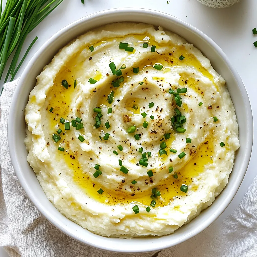 Um dieses leckere Püree zu machen, brauchen Sie: - 1 mittelgroßer Blumenkohl, in Röschen zerteilt - 6 Knoblauchzehen, ungeschält - 2 Esslöffel Olivenöl - 1/2 Tasse Frischkäse, zimmerwarm - 1/4 Tasse Milch (oder pflanzliche Milch) - 1/4 Teelöffel Muskatnuss - Salz und Pfeffer nach Geschmack - Schnittlauch oder Petersilie, gehackt zur Garnitur Sie können einige Zutaten nach Ihrem Geschmack anpassen. Hier sind einige Ideen: - Ersetzen Sie den Frischkäse durch veganen Frischkäse für eine pflanzliche Option. - Verwenden Sie Mandelmilch oder Hafermilch, wenn Sie eine milchfreie Variante suchen. - Fügen Sie geröstete Nüsse oder Samen hinzu, um mehr Textur zu erreichen. - Experimentieren Sie mit verschiedenen Kräutern wie Thymian oder Rosmarin für einen anderen Geschmack. Die Qualität der Zutaten macht einen großen Unterschied. Achten Sie auf Folgendes: - Wählen Sie frischen Blumenkohl. Er sollte fest und ohne braune Flecken sein. - Achten Sie darauf, dass die Knoblauchzehen fest und trocken sind. - Verwenden Sie kaltgepresstes Olivenöl für den besten Geschmack. - Frischkäse sollte zimmerwarm sein, damit er sich besser im Püree vermischt. - Achten Sie bei der Milch auf eine Sorte, die Sie gut vertragen. {{ingredient_image_2}} Heizen Sie Ihren Ofen auf 200°C vor. Dies hilft, das Gemüse gleichmäßig zu garen. Während der Ofen vorheizt, zerteilen Sie den Blumenkohl in kleine Röschen. So garen sie schneller und gleichmäßiger. Nehmen Sie auch 6 ungeschälte Knoblauchzehen. Legen Sie die Röschen und die Knoblauchzehen auf ein Backblech. Träufeln Sie 2 Esslöffel Olivenöl darüber. Fügen Sie Salz und Pfeffer nach Geschmack hinzu. Mischen Sie alles gut, sodass das Gemüse gleichmäßig mit dem Öl bedeckt ist. Schieben Sie das Backblech in den vorgeheizten Ofen. Rösten Sie das Gemüse für etwa 25-30 Minuten. Der Blumenkohl sollte zart sein. Der Knoblauch wird weich und leicht goldbraun. Das Rösten bringt die Aromen hervor und macht das Püree besonders lecker. Nehmen Sie das Blech nach der Zeit aus dem Ofen. Lassen Sie das Gemüse kurz abkühlen. Drücken Sie nun die gerösteten Knoblauchzehen aus ihrer Haut in eine Schüssel. Geben Sie den gerösteten Blumenkohl und den Knoblauch in eine Küchenmaschine. Fügen Sie 1/2 Tasse zimmerwarmen Frischkäse und 1/4 Tasse Milch hinzu. Streuen Sie 1/4 Teelöffel Muskatnuss dazu. Schmecken Sie das Püree mit einer Prise Salz und Pfeffer ab. Pürieren Sie alles, bis die Mischung glatt und cremig ist. Falls das Püree zu dick ist, fügen Sie mehr Milch hinzu. Probieren Sie das Püree und justieren Sie die Würze nach Ihrem Geschmack. Füllen Sie das Püree in eine Servierschüssel und garnieren Sie es mit gehacktem Schnittlauch oder Petersilie. Um das Püree cremig zu machen, pürieren Sie es gut. Fügen Sie nach Bedarf mehr Milch hinzu. Wenn es zu dick ist, hilft ein Schuss Milch. Wenn es zu dünn ist, können Sie mehr Blumenkohl hinzufügen. Jeder Mixer ist anders, also passen Sie die Zeit an. Ein häufiger Fehler ist, den Knoblauch nicht richtig zu rösten. Achten Sie darauf, dass er weich und leicht goldbraun wird. Wenn der Blumenkohl zu lange im Ofen bleibt, wird er matschig. Überprüfen Sie ihn nach 25 Minuten. Zu viel Muskatnuss kann den Geschmack überwältigen. Fügen Sie es schrittweise hinzu und probieren Sie es. Dieses Püree passt gut zu vielen Gerichten. Servieren Sie es zu gebratenem Hähnchen oder Steak. Es ergänzt auch Gemüsegerichte toll. Garnieren Sie es mit frischem Schnittlauch oder Petersilie für mehr Farbe. Für einen besonderen Touch können Sie geröstete Nüsse oder Käse darüber streuen. Pro Tipps Blumenkohl richtig rösten: Stellen Sie sicher, dass die Blumenkohlröschen gleichmäßig auf dem Backblech verteilt sind, damit sie gleichmäßig rösten und nicht dampfen. Knoblauch vorbereiten: Rösten Sie die Knoblauchzehen ungeschält, um einen milden und süßen Geschmack zu erzielen. Die Schale schützt den Knoblauch während des Röstens. Konsistenz anpassen: Wenn das Püree zu dick ist, fügen Sie nach und nach mehr Milch hinzu, während Sie pürieren, um die gewünschte Cremigkeit zu erreichen. Variationen ausprobieren: Experimentieren Sie mit verschiedenen Kräutern oder Gewürzen, wie Thymian oder Paprika, um dem Püree eine persönliche Note zu verleihen. {{image_4}} Für eine vegane Version verwenden Sie anstelle von Frischkäse pflanzlichen Frischkäse. Nutzen Sie auch pflanzliche Milch. So bleibt das Püree cremig und lecker. Sie können auch ein wenig Cashewcreme hinzufügen. Das gibt extra Geschmack und Cremigkeit. Wenn Sie die Kohlenhydrate reduzieren wollen, lassen Sie die Milch weg. Sie können auch Blumenkohl anstelle von Kartoffeln verwenden. Das Püree bleibt trotzdem lecker und sättigend. Fügen Sie etwas mehr Olivenöl hinzu, um die Textur zu verbessern. Seien Sie kreativ mit den Aromen! Fügen Sie geröstete Zwiebeln oder frische Kräuter hinzu. Auch Gewürze wie Chili oder Curry können das Püree aufpeppen. Experimentieren Sie mit verschiedenen Käsesorten für mehr Tiefe im Geschmack. Frisch geriebener Parmesan passt hervorragend. Um Ihr cremiges geröstetes Knoblauch-Blumenkohl-Püree frisch zu halten, nutzen Sie einen luftdichten Behälter. Achten Sie darauf, dass das Püree vollständig abgekühlt ist, bevor Sie es einlagern. So vermeiden Sie Kondenswasser, das die Textur beeinträchtigen kann. Wenn Sie das Püree in Portionen aufteilen, ist es leichter, nur das zu entnehmen, was Sie brauchen. Im Kühlschrank hält sich das Püree etwa drei bis vier Tage. Achten Sie darauf, es gut abzudecken, um Gerüche zu vermeiden. Wenn Sie es länger aufbewahren möchten, frieren Sie es ein. In einem gefrierfesten Behälter hält es sich bis zu drei Monate. Denken Sie daran, das Püree vor dem Einfrieren ebenfalls abzukühlen. Um das Püree aufzuwärmen, geben Sie es in einen Topf bei schwacher Hitze. Fügen Sie einen Schuss Milch hinzu, um die Cremigkeit zu erhalten. Rühren Sie das Püree regelmäßig um, damit es gleichmäßig warm wird. Sie können auch die Mikrowelle verwenden. Stellen Sie sicher, dass Sie es in kurzen Intervallen erhitzen und zwischendurch umrühren. So bleibt die Textur schön glatt. Ja, du kannst frischen Knoblauch benutzen. Allerdings wird der Geschmack anders sein. Frischer Knoblauch hat einen schärferen und intensiveren Geschmack. Wenn du frischen Knoblauch verwendest, empfehle ich, ihn zu dünsten oder zu kochen, bis er weich ist. So wird das Püree nicht zu scharf und bleibt cremig. Das Püree hält sich im Kühlschrank etwa 3 bis 5 Tage. Achte darauf, es in einem luftdichten Behälter zu lagern. Du kannst das Püree auch einfrieren. Im Gefrierfach bleibt es bis zu 3 Monate frisch. Wenn du es wieder aufwärmen möchtest, lass es langsam im Kühlschrank auftauen und erwärme es dann in der Mikrowelle oder auf dem Herd. Ja, dieses Gericht ist glutenfrei. Alle Zutaten, die du verwendest, enthalten kein Gluten. Du kannst das Püree also bedenkenlos genießen, auch wenn du eine glutenfreie Diät befolgst. Achte darauf, dass alle verwendeten Produkte auch als glutenfrei gekennzeichnet sind, besonders bei der Milch oder pflanzlicher Milch. Das cremige geröstete Knoblauch-Blumenkohl-Püree ist einfach zuzubereiten. Wir haben die besten Zutaten, Schritte und Tipps besprochen. Über Variationen wie vegane Optionen und Lagerung haben wir auch gesprochen. Denke daran, dass frischer Knoblauch nicht die gleiche Tiefe hat wie gerösteter. Und prüfe die Lagerungstipps, um Reste frisch zu halten. Genieß dein Püree und probiere die verschiedenen Variationen aus!