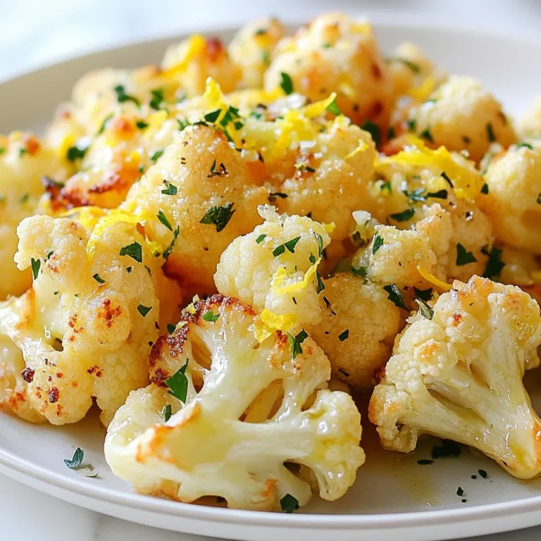 - 1 große Blumenkohl-Kopf, in Röschen zerteilt - 4 Knoblauchzehen, fein gehackt - 1 Zitrone, abgerieben und ausgepresst - 3 Esslöffel Olivenöl - 1 Teelöffel geräuchertes Paprikapulver - 1/2 Teelöffel Kreuzkümmel - Salz und Pfeffer nach Geschmack - Frische Petersilie, gehackt, zum Garnieren - Abrieb von 1 Zitrone Für dieses Rezept brauchen Sie einen großen Blumenkohl. Wählen Sie einen frischen Kopf mit festen Röschen. Der Blumenkohl sollte keine braunen Flecken haben. Die Knoblauchzehen geben dem Gericht einen starken Geschmack. Achten Sie darauf, frischen Knoblauch zu verwenden. Die Zitrone bringt eine frische Note. Verwenden Sie eine saftige Zitrone für den besten Geschmack. Das Olivenöl sorgt für eine schöne Bräunung. Geräuchertes Paprikapulver gibt dem Blumenkohl eine rauchige Note. Kreuzkümmel ergänzt die Aromen perfekt. Beim Kauf von Blumenkohl suchen Sie nach einem Kopf mit hellgrünen Blättern. Diese zeigen, dass der Blumenkohl frisch ist. Wählen Sie Zitrone mit glatter Schale. Sie enthält mehr Saft. Für das Olivenöl achten Sie auf kaltgepresstes Öl. Es hat den besten Geschmack. Frische Petersilie sollte lebhaft grün sein. Sie fügt Farbe und Geschmack hinzu. Wenn Sie die besten Zutaten wählen, wird Ihr Gericht köstlicher. {{ingredient_image_2}} Heize deinen Ofen auf 220°C (425°F) vor. Das sorgt für eine schöne Röstung. Lege ein Backblech mit Backpapier aus. Dies erleichtert die Reinigung und verhindert, dass der Blumenkohl anhaftet. Nimm einen großen Blumenkohl und teile ihn in Röschen. In einer großen Schüssel vermenge die Blumenkohlröschen mit vier fein gehackten Knoblauchzehen. Füge den Saft und den Abrieb einer Zitrone hinzu. Gieße drei Esslöffel Olivenöl dazu. Streue einen Teelöffel geräuchertes Paprikapulver und einen halben Teelöffel Kreuzkümmel hinein. Würze mit Salz und Pfeffer nach Geschmack. Rühre alles gut um, bis die Röschen gleichmäßig mit der Marinade bedeckt sind. Verteile die gewürzten Blumenkohlröschen gleichmäßig auf dem Backblech. Röste den Blumenkohl im Ofen für etwa 25 bis 30 Minuten. Wende ihn nach der Hälfte der Zeit, damit er gleichmäßig bräunt und zart wird. Achte darauf, dass er eine goldene Farbe annimmt. Nach dem Rösten kannst du frische, gehackte Petersilie über den Blumenkohl streuen. Füge auch den restlichen Zitronenabrieb hinzu, um die Aromen zu verstärken. Serviere den Blumenkohl warm. Er eignet sich als köstliche Beilage oder als schmackhafte Zutat in einem Salat. Ein dekorativer Teller mit Zitronenscheiben macht das Gericht noch ansprechender. Ein häufiger Fehler ist, den Blumenkohl nicht gleichmäßig zu schneiden. Wenn die Röschen unterschiedlich groß sind, garen sie ungleichmäßig. Schneide sie gleichmäßig, damit sie gleichmäßig rösten. Achte auch darauf, dass du genug Olivenöl verwendest. Zu wenig Öl macht den Blumenkohl trocken. Um die besten Röstergebnisse zu erzielen, heize den Ofen gut vor. 220°C sind ideal. Ein heißer Ofen hilft, die Röschen schön knusprig zu machen. Lege den Blumenkohl in einer einzigen Schicht auf das Backblech. Überfüllung führt zu Dampf und weichem Gemüse. Wende den Blumenkohl nach der Hälfte der Zeit. So erhält er die perfekte Bräunung auf allen Seiten. Die Gewürze machen das Gericht spannend. Du kannst mit dem Kreuzkümmel oder dem Paprikapulver spielen. Wenn du es schärfer magst, füge etwas Cayennepfeffer hinzu. Für eine süßere Note kannst du Honig oder Ahornsirup einrühren. Experimentiere mit frischen Kräutern wie Thymian oder Oregano. Diese passen auch gut zu gebratenem Blumenkohl. Pro Tipps Röschen gleichmäßig schneiden: Achten Sie darauf, die Blumenkohlröschen gleichmäßig zu schneiden, damit sie gleichmäßig garen und rösten. Vorheizen ist wichtig: Stellen Sie sicher, dass der Ofen vollständig vorgeheizt ist, um eine optimale Röstaroma zu erzielen. Variation der Gewürze: Experimentieren Sie mit verschiedenen Gewürzen wie Kurkuma oder Chili, um dem Rezept eine persönliche Note zu verleihen. Servieren mit Dip: Servieren Sie den gerösteten Blumenkohl mit einem Joghurt- oder Tahini-Dip für zusätzlichen Geschmack und eine cremige Textur. {{image_4}} Dieser Blumenkohl ist von Natur aus vegan. Er enthält keine tierischen Produkte. Du kannst ihn also ohne Bedenken genießen. Wenn du eine vegetarische Variante möchtest, füge etwas Feta-Käse hinzu. Der salzige Käse passt gut zu den Aromen. Du kannst die Gewürze leicht anpassen. Magst du es schärfer? Füge etwas rote Paprika oder Cayennepfeffer hinzu. Für einen mediterranen Touch kannst du getrocknete Oregano oder Thymian verwenden. Wenn du frische Kräuter magst, probiere Basilikum oder Koriander. Dieser geröstete Blumenkohl ist mehr als nur eine Beilage. Er passt auch perfekt in einen Salat. Mische ihn mit frischem Spinat, Kirschtomaten und Avocado. Ein Spritzer Zitronensaft gibt deinem Salat den letzten Schliff. Du kannst auch Kichererbsen für mehr Protein hinzufügen. So wird dein Gericht noch nahrhafter. Um die Frische des Zitronen-Knoblauch gerösteten Blumenkohls zu bewahren, müssen Sie ihn richtig lagern. Lassen Sie den Blumenkohl zuerst auf Raumtemperatur abkühlen. Danach legen Sie ihn in einen luftdichten Behälter. Dies hilft, den Geschmack und die Textur zu erhalten. Wenn Sie keinen Behälter haben, können Sie ihn auch mit Frischhaltefolie abdecken. Wenn Sie den Blumenkohl wieder aufwärmen, machen Sie das am besten im Ofen. Heizen Sie den Ofen auf 180°C vor. Legen Sie den Blumenkohl auf ein Backblech und backen Sie ihn für etwa 10-15 Minuten. So wird er wieder knusprig. Alternativ können Sie ihn in einer Pfanne auf dem Herd aufwärmen. Fügen Sie ein wenig Olivenöl hinzu, um ihn saftig zu halten. Im Kühlschrank hält sich der Blumenkohl bis zu 3 Tage. Achten Sie darauf, ihn gut zu lagern. Wenn Sie ihn länger aufbewahren möchten, können Sie ihn einfrieren. Teilen Sie den Blumenkohl in Portionen und legen Sie ihn in einen gefrierfesten Beutel. So bleibt er bis zu 3 Monate frisch. Denken Sie daran, ihn vor dem Verzehr aufzutauen und dann wie oben beschrieben aufzuwärmen. Blumenkohl sollte etwa 25 bis 30 Minuten im Ofen geröstet werden. Ich empfehle, ihn nach der Hälfte der Zeit zu wenden. So wird er gleichmäßig goldbraun und zart. Achten Sie darauf, dass die Röschen schön knusprig sind. Ja, Sie können gefrorenen Blumenkohl verwenden. Achten Sie darauf, ihn gut abzutropfen. Gefrorener Blumenkohl hat oft mehr Wasser. Daher kann es sein, dass Sie die Röstzeit anpassen müssen. Rösten Sie ihn länger, um die perfekte Textur zu erreichen. Gerösteter Blumenkohl passt gut zu vielen Gerichten. Er eignet sich als Beilage zu Fleisch oder Fisch. Auch in Salaten macht er sich hervorragend. Probieren Sie ihn in Buddha-Bowls oder als Topping auf Quinoa. Er bringt Frische und Geschmack in jede Mahlzeit. Zusammenfassend haben wir wichtige Zutaten, Schritt-für-Schritt-Anleitungen und nützliche Tipps behandelt. Sie wissen nun, wie Sie Ihre Röstergebnisse verbessern und häufige Fehler vermeiden. Denken Sie daran, dass Anpassungen an Gewürzen und Zutaten für jeden Geschmack möglich sind. Lagern Sie den Blumenkohl richtig, damit er frisch bleibt. Genießen Sie die Variation durch leckere Serviervorschläge. Experimentieren Sie mit Ihren Kreationen und finden Sie heraus, was Ihnen am besten schmeckt!