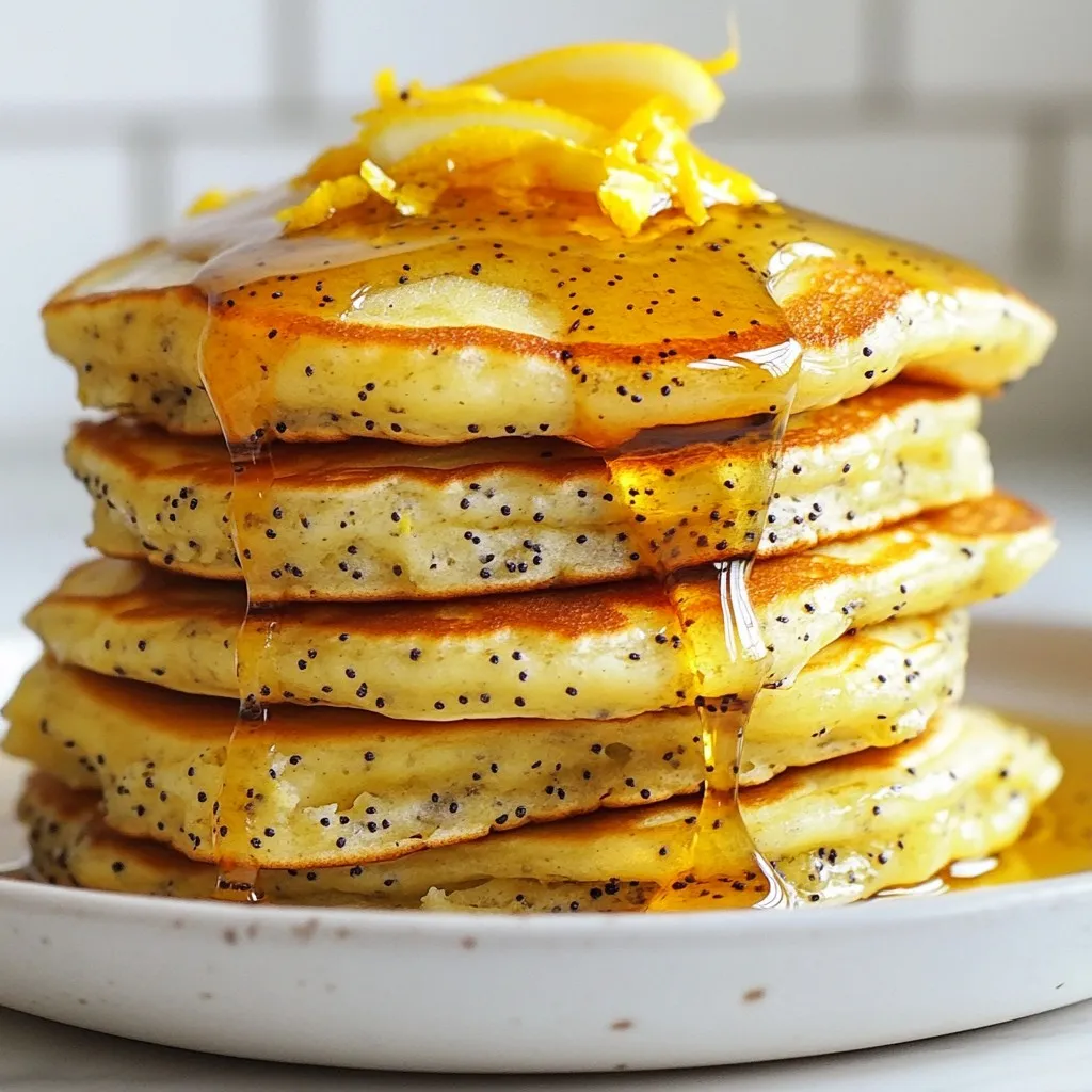 Für die Zitronen-Mohn-Ricotta-Pfannkuchen benötigst du die folgenden Hauptzutaten: - 250 g Ricotta-Käse - 125 g Weizenmehl - 2 Esslöffel Mohnsamen - 2 große Eier - 50 g Zucker - 1 Esslöffel Backpulver - 1/2 Teelöffel Natron - Schale von 1 Zitrone (abgerieben) - 60 ml Milch (oder nach Bedarf) - 1/4 Teelöffel Salz - 1 Teelöffel Vanilleextrakt - Butter oder Öl zum Braten Ricotta-Käse ist ein wichtiger Bestandteil. Er ist weich und cremig. Der Käse bringt einen milden Geschmack mit. Er macht die Pfannkuchen saftig und zart. Ricotta hat auch viel Protein, was gut für die Ernährung ist. Außerdem sorgt er für eine tolle Textur. Du kannst das Rezept auch mit einigen optionalen Zutaten variieren. Hier sind einige Vorschläge: - Früchte wie Blaubeeren oder Himbeeren für fruchtigen Geschmack - Nüsse für einen knusprigen Biss - Zimt für eine warme Note Achte auf Allergene. Wenn du Gluten meiden musst, kannst du glutenfreies Mehl verwenden. Für Milchfreien kannst du pflanzliche Milch nutzen. So bleibt das Rezept lecker und anpassungsfähig. {{ingredient_image_2}} Um die feuchten Zutaten richtig zu kombinieren, beginne mit Ricotta-Käse. Gib die Eier, Zucker, Milch, Zitronenschale und Vanilleextrakt dazu. Nutze einen Schneebesen. Rühre, bis die Mischung glatt und cremig ist. Das sorgt für eine tolle Textur. Wenn du die Mischung länger rührst, wird sie noch cremiger. In einer separaten Schüssel vermenge das Weizenmehl, die Mohnsamen, das Backpulver, das Natron und das Salz. Rühre gut, bis alles gleichmäßig verteilt ist. Das Sieben von Mehl und Backpulver ist wichtig. Es entfernt Klumpen und sorgt für fluffige Pfannkuchen. Das macht einen großen Unterschied im Endprodukt. Erhitze eine beschichtete Pfanne bei mittlerer Hitze. Fette die Pfanne mit etwas Butter oder Öl ein. Für jeden Pfannkuchen gib etwa 60 ml Teig in die Pfanne. Warte, bis Blasen auf der Oberfläche erscheinen. Das dauert etwa 2–3 Minuten. Wenn die Ränder fest aussehen, ist es Zeit zum Wenden. Backe die andere Seite für weitere 2 Minuten, bis sie goldbraun ist. Um die perfekte Konsistenz zu erreichen, achte auf die Milchmenge. Wenn der Teig zu dick ist, füge nach und nach mehr Milch hinzu. Dies hilft, eine glatte, gießbare Masse zu erhalten. Ein häufiger Fehler ist, die trockenen und feuchten Zutaten zu stark zu mischen. Mische nur so lange, bis alles leicht verbunden ist. So bleiben die Pfannkuchen fluffig. Für zusätzliche Aromen probiere, Zitronenextrakt oder Zimt hinzuzufügen. Diese Zutaten bringen einen neuen Twist. Du kannst auch Nüsse oder Beeren in den Teig geben. Für Toppings empfehle ich frische Früchte, Joghurt oder einen Spritzer Honig. Diese Optionen machen die Pfannkuchen noch leckerer. Die Pfannkuchen passen gut zu einem frischen Orangensaft oder einem milden Kaffee. Für besondere Anlässe kannst du die Pfannkuchen auf einem großen Teller anrichten. Garniere sie mit Zitronenschale und Mohnsamen. Ein schöner Anblick sorgt für Freude am Tisch. Pro Tipps Frische Zutaten verwenden: Verwenden Sie frischen Ricotta und frische Eier für einen besonders cremigen und geschmackvollen Pfannkuchen. Teig nicht übermixen: Rühren Sie den Teig nur so lange, bis die Zutaten gerade so vermischt sind, um zarte Pfannkuchen zu gewährleisten. Die richtige Hitze: Stellen Sie sicher, dass die Pfanne nicht zu heiß ist, damit die Pfannkuchen gleichmäßig garen und nicht anbrennen. Variationen ausprobieren: Fügen Sie andere Zutaten wie Beeren oder Nüsse hinzu, um Ihrem Pfannkuchenrezept eine persönliche Note zu verleihen. {{image_4}} Um diese Pfannkuchen glutenfrei zu machen, tauschen Sie das Weizenmehl aus. Verwenden Sie stattdessen eine Mischung aus glutenfreien Mehlen wie Reis- oder Mandelmehl. Diese Mehle haben unterschiedliche Texturen. Mischen Sie sie gut, um eine gleichmäßige Konsistenz zu erreichen. Achten Sie darauf, Backpulver und Natron ebenfalls glutenfrei zu wählen. Sie können auch eine glutenfreie Mehlmischung verwenden, die bereits für Pfannkuchen gedacht ist. Für vegane Zitronen-Mohn-Ricotta-Pfannkuchen nutzen Sie pflanzliche Alternativen. Ersetzen Sie den Ricotta durch Seidentofu oder Nusskäse. Verwenden Sie pflanzliche Milch wie Mandel- oder Hafermilch. Für Eier können Sie Apfelmus oder Leinsamenmehl verwenden. Mischen Sie einen Esslöffel Leinsamen mit drei Esslöffeln Wasser und lassen Sie es quellen. So erhalten Sie eine ähnliche Bindung wie mit Eiern. Diese Pfannkuchen sind sehr vielseitig. Für herzhafte Abwandlungen können Sie Käse oder Spinat hinzufügen. Fügen Sie auch gehackte Kräuter wie Schnittlauch oder Petersilie hinzu. Für eine süße Note probieren Sie frische Beeren oder Schokoladenstückchen. Sie können die Pfannkuchen dann mit Joghurt oder einer süßen Sauce servieren. Experimentieren Sie mit den Zutaten, um Ihren perfekten Pfannkuchen zu finden. Um übrig gebliebene Pfannkuchen richtig zu lagern, lege sie in einen luftdichten Behälter. Du kannst sie auch mit Backpapier zwischen den Schichten trennen. So bleiben sie frisch und kleben nicht zusammen. Lagere die Pfannkuchen im Kühlschrank. Dort halten sie etwa drei Tage. Wenn du die Pfannkuchen länger aufbewahren möchtest, friere sie ein. Lege sie auf ein Backblech und friere sie etwa eine Stunde ein. Danach packe sie in einen Gefrierbeutel. So bleiben sie bis zu drei Monate gut. Vergiss nicht, das Datum auf den Beutel zu schreiben. Um die Pfannkuchen aufzuwärmen, gibt es zwei gute Methoden. Die erste Methode ist die Mikrowelle. Lege einen Pfannkuchen auf einen Teller und decke ihn mit einem feuchten Papiertuch ab. Erhitze ihn für 30 Sekunden. Prüfe, ob er warm genug ist. Wenn nicht, erhitze ihn in 15-Sekunden-Intervallen. Die zweite Methode ist die Pfanne. Erhitze etwas Butter in einer Pfanne auf mittlerer Hitze. Lege die Pfannkuchen hinein und erwärme sie für etwa zwei Minuten pro Seite. Diese Methode gibt den Pfannkuchen eine schöne, knusprige Textur. Wähle die Methode, die dir am besten gefällt! Ja, du kannst andere Mehlsorten verwenden. Vollkornmehl gibt den Pfannkuchen mehr Ballaststoffe. Reismehl macht die Pfannkuchen leichter und knuspriger. Achte darauf, das Verhältnis von Flüssigkeit anzupassen. Glutenfreie Mehle wie Mandel- oder Hafermehl können auch funktionieren, aber die Textur kann anders sein. Experimentiere, um den besten Geschmack zu finden. Die Pfannkuchen sind im Kühlschrank etwa drei Tage haltbar. Stelle sicher, dass du sie in einem luftdichten Behälter aufbewahrst. Für eine längere Haltbarkeit kannst du sie einfrieren. Eingefroren halten sie bis zu drei Monate. Lege sie zwischen Schichten von Backpapier, damit sie nicht zusammenkleben. Ja, du kannst die Mohnsamen weglassen. Der Geschmack wird milder, und die Pfannkuchen werden weicher. Ohne Mohn fehlen die kleinen Crunches. Du kannst stattdessen andere Zutaten verwenden, wie gehackte Nüsse oder Schokoladenstückchen, um den Pfannkuchen einen anderen Geschmack zu geben. Zitronen-Mohn-Ricotta-Pfannkuchen sind einfach köstlich. Wir haben die Haupt- und optionalen Zutaten erörtert. Die Schritt-für-Schritt-Anleitung hilft dir beim perfekten Pfannkuchen. Tipps und Tricks zeigen dir, wie du die Konsistenz anpasst. Variationen, wie glutenfreie oder vegane Optionen, erweitern dein Rezept. Als Bonus haben wir Lagerinformationen und häufige Fragen behandelt. Diese Pfannkuchen bieten dir viele Möglichkeiten. Experimentiere und finde deine Lieblingsvariante!