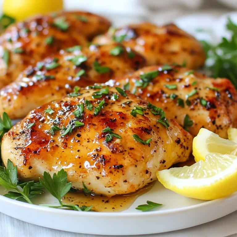 - 4 Hähnchenbrustfilets, ohne Haut und Knochen - 60 ml Dijon-Senf - 60 ml Honig - 30 ml Olivenöl - 2 Knoblauchzehen, fein gehackt - 1 Teelöffel frischer Rosmarin, gehackt - 1 Teelöffel frische Thymianblätter, gehackt - Salz und Pfeffer nach Geschmack - Zitronenschnitze - Gedünstetes oder geröstetes Gemüse Um ein köstliches Honig-Dijon-Hähnchen zuzubereiten, benötigen Sie frische und einfache Zutaten. Die Hähnchenbrustfilets sind die Hauptakteure in diesem Gericht. Sie sind zart und nehmen die Marinade gut auf. Für die Marinade mischen Sie Dijon-Senf, Honig und Olivenöl. Diese Mischung gibt dem Hähnchen einen süß-würzigen Geschmack. Fügen Sie gehackten Knoblauch, Rosmarin und Thymian hinzu. Diese Kräuter bringen Frische und Tiefe in das Gericht. Vergessen Sie nicht, das Hähnchen mit Salz und Pfeffer zu würzen. Servieren Sie das Hähnchen mit Zitronenschnitzen. Der frische Zitronensaft bringt eine schöne Säure ins Spiel. Gedünstetes oder geröstetes Gemüse passt perfekt dazu. So haben Sie eine ausgewogene und leckere Mahlzeit. {{ingredient_image_2}} Heize den Ofen auf 190°C (375°F) vor. Das ist wichtig, damit das Hühnchen gleichmäßig gart. In einer kleinen Schüssel vermische 60 ml Dijon-Senf, 60 ml Honig und 30 ml Olivenöl. Füge 2 fein gehackte Knoblauchzehen, 1 Teelöffel frischen Rosmarin, 1 Teelöffel frische Thymianblätter, Salz und Pfeffer hinzu. Rühre alles gut um, bis die Marinade schön glatt ist. Lege die 4 Hähnchenbrustfilets in eine Auflaufform. Gieße die Honig-Dijon-Mischung gleichmäßig darüber. Achte darauf, dass jedes Filet gut bedeckt ist. Lasse das Hühnchen mindestens 15 Minuten bei Raumtemperatur marinieren. Wenn du mehr Zeit hast, kannst du es auch bis zu 2 Stunden im Kühlschrank marinieren. Backe das Hühnchen dann für 25-30 Minuten. Das Hühnchen ist fertig, wenn die Innentemperatur 75°C (165°F) erreicht. Lasse das Hühnchen nach dem Backen 5 Minuten ruhen. Schneide es dann in Scheiben. Serviere das Honig-Dijon-Hühnchen mit Zitronenschnitzen. Du kannst frischen Zitronensaft darüber drücken, um den Geschmack zu verstärken. Anrichten kannst du das Hühnchen auf einem Bett aus gedünstetem Gemüse oder mit geröstetem Gemüse. Träufle etwas von der übriggebliebenen Honig-Dijon-Sauce darüber und garnieren das Gericht mit frischen Kräutern. Die Marinade ist der Schlüssel zu leckerem Hühnchen. Ich empfehle, das Hühnchen mindestens 15 Minuten lang zu marinieren. So können die Aromen gut einziehen. Du kannst es auch bis zu 2 Stunden im Kühlschrank lassen. Wenn du mehr Geschmack willst, probiere, das Hühnchen über Nacht zu marinieren. So wird das Fleisch noch zarter. Für die Marinade vermischst du Dijon-Senf, Honig, Olivenöl, Knoblauch, Rosmarin und Thymian. Achte darauf, alles gut zu verrühren. Das sorgt für eine gleichmäßige Verteilung der Aromen. Du kannst auch andere Kräuter nutzen, die dir gefallen. Um sicherzustellen, dass dein Hühnchen saftig bleibt, überprüfe die Innentemperatur. Diese sollte 75°C (165°F) erreichen. Du kannst dafür ein Fleischthermometer verwenden. Das gibt dir Sicherheit, dass das Hühnchen durchgegart ist, ohne trocken zu werden. Lass das Hühnchen nach dem Backen fünf Minuten ruhen. So verteilt sich der Saft im Fleisch. Wenn du es sofort anschneidest, geht der Saft verloren. Das sorgt für eine perfekte Textur. Die Präsentation ist wichtig. Du kannst das Hühnchen auf einem Bett aus gedünstetem Gemüse anrichten. Das sieht nicht nur gut aus, sondern schmeckt auch lecker. Träufle etwas von der Honig-Dijon-Sauce darüber, um den Geschmack zu intensivieren. Frische Kräuter wie Rosmarin oder Thymian machen dein Gericht noch schöner. Ein paar Zitronenschnitze auf dem Teller geben einen frischen Akzent. So wird dein Honig-Dijon-Hühnchen zum echten Hingucker! Pro Tipps Marinade für mehr Geschmack: Lassen Sie das Hühnchen mindestens 15 Minuten marinieren, um den vollen Geschmack der Honig-Dijon-Mischung zu entfalten. Für ein intensiveres Aroma können Sie es auch bis zu 2 Stunden im Kühlschrank ziehen lassen. Die richtige Temperatur: Achten Sie darauf, dass das Hühnchen eine Innentemperatur von 75°C (165°F) erreicht, um sicherzustellen, dass es durchgegart und saftig ist. Ruhen lassen: Lassen Sie das Hühnchen nach dem Backen 5 Minuten ruhen, bevor Sie es schneiden. So bleiben die Säfte im Fleisch und es bleibt zart und saftig. Präsentation ist alles: Servieren Sie das Hühnchen auf einem Bett aus gedünstetem Gemüse oder mit gerösteten Gemüsesorten für eine farbenfrohe und ansprechende Präsentation. {{image_4}} - Für eine vegane Option können Sie Tofu oder Tempeh verwenden. Diese sind tolle pflanzliche Proteinquellen. - Marinieren Sie den Tofu in der gleichen Honig-Dijon-Sauce, aber nutzen Sie Agavendicksaft statt Honig. - Fügen Sie Gewürze wie Paprika oder Kreuzkümmel hinzu. Diese geben dem Gericht eine neue Note. - Experimentieren Sie mit verschiedenen Marinaden. Mischen Sie zum Beispiel Sojasauce und Ingwer für asiatischen Flair. - Servieren Sie das Hähnchen mit gedünstetem Brokkoli oder gerösteten Karotten. Diese Beilagen passen gut dazu. - Für ein komplettes Menü können Sie auch Reis oder Quinoa anbieten. Diese Beilagen ergänzen das Gericht perfekt. Um das Honig Dijon Hähnchen im Kühlschrank gut zu lagern, packe es in einen luftdichten Behälter. So bleibt es frisch und saftig. Die beste Temperatur liegt zwischen 0 und 4 Grad Celsius. Wenn du das Hühnchen gut aufbewahrst, bleibt es bis zu drei Tage frisch. Achte darauf, die Reste schnell zu essen, um die beste Qualität zu genießen. Für das Einfrieren lege das Hähnchen in einen gefrierfesten Beutel. Drücke die Luft heraus, bevor du ihn verschließt. So bleibt das Hühnchen bis zu drei Monate haltbar. Wenn du das Hühnchen später aufwärmen möchtest, tau es im Kühlschrank über Nacht auf. Zum Aufwärmen lege das Hühnchen in den Ofen bei 180 Grad Celsius. Backe es für etwa 15 bis 20 Minuten, bis es heiß ist. Hast du Reste? Mach etwas Leckeres daraus! Du kannst die Hähnchenreste in Salate oder Wraps geben. Eine andere Idee ist, das Hühnchen klein zu schneiden und in einer Pasta zu verwenden. Die übrig gebliebene Marinade kannst du in einem Dressing für einen Salat verwenden. Sie gibt den Gerichten einen tollen Geschmack. Das marinierte Hühnchen kann bis zu zwei Tage im Kühlschrank aufbewahrt werden. Achte darauf, das Hühnchen in einem luftdichten Behälter zu lagern. So bleibt es frisch und sicher. Du kannst die Marinierzeit auch anpassen. Lass es mindestens 15 Minuten marinieren, um den Geschmack zu verbessern. Eine längere Marinierzeit, bis zu zwei Stunden, bringt noch mehr Aroma. Ja, du kannst die Marinade nach deinem Geschmack anpassen. Probiere verschiedene Senfsorten oder füge frische Kräuter hinzu. Du kannst auch etwas Zitronensaft für zusätzliche Frische einmischen. Wenn du es süßer magst, erhöhe die Honigmenge. Für einen scharfen Kick füge etwas Chili oder Paprika hinzu. Sei kreativ und finde deine perfekte Mischung! Dieses Rezept ist eine gesunde Wahl. Hähnchenbrust ist mager und reich an Protein. Die Marinade enthält gesunde Fette aus Olivenöl. Dijon-Senf und Honig bieten Geschmack mit weniger Zucker als viele Saucen. Du kannst die Marinade leicht anpassen, um den Zuckergehalt zu reduzieren. Serviere das Hühnchen mit Gemüse, um die Nährstoffe zu erhöhen. So wird deine Mahlzeit nicht nur lecker, sondern auch nahrhaft! In diesem Artikel haben wir die Zutaten und Schritte für ein herzhaftes Hähnchengericht besprochen. Wir haben die Hauptzutaten gesehen, die für einen vollen Geschmack sorgen. Deine Marinade kann variieren, um neue Aromen zu entdecken. Denke daran, die Garzeit zu beachten und die Tipps zur Präsentation zu nutzen. Mit diesen einfachen Anleitungen bereitest du ein gesundes und leckeres Gericht zu. Probiere es aus und entdecke, wie vielseitig das Hähnchen sein kann!