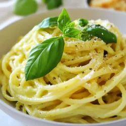 Um cremige Avocado Pasta zu machen, benötigen Sie: - 340 g Pasta (z. B. Spaghetti oder Fettuccine) - 2 reife Avocados, halbiert und entkernt - 2 Knoblauchzehen, fein gehackt - 60 ml frische Basilikumblätter, plus mehr zum Garnieren - 30 ml Zitronensaft - 60 ml Olivenöl - Salz und Pfeffer nach Geschmack - 1/4 Teelöffel rote Pfefferflocken (optional) - Geriebener Parmesan für das Servieren (optional) Verwenden Sie reife Avocados für eine cremige Sauce. Sie sollten leicht drücken, wenn Sie sie anpacken. Frischer Knoblauch gibt der Sauce einen starken Geschmack. Basilikum sollte grün und frisch sein. Olivenöl sollte kalt gepresst sein. Wenn Sie keine Avocados haben, probieren Sie Erbsen oder Cashewkerne. Für eine glutenfreie Option wählen Sie glutenfreie Pasta. Verwenden Sie Limettensaft statt Zitronensaft für einen anderen Geschmack. Wenn Sie keinen Parmesan mögen, ersetzen Sie ihn durch Hefeflocken für einen ähnlichen Effekt. {{ingredient_image_2}} Zuerst koche ich die Pasta. Ich bringe in einem großen Topf gesalzenes Wasser zum Kochen. Dann gebe ich 340 g Pasta hinein. Ich koche sie etwa 8 bis 10 Minuten, bis sie al dente ist. Vor dem Abgießen hebe ich 240 ml vom Nudelwasser auf. Danach lasse ich die Pasta abtropfen und stelle sie zur Seite. Jetzt bereite ich die Avocado-Sauce zu. Ich nehme 2 reife Avocados und halbiere sie. Dann entferne ich den Kern und löffle das Fruchtfleisch in eine Küchenmaschine. Ich füge 2 fein gehackte Knoblauchzehen, 60 ml frische Basilikumblätter, 30 ml Zitronensaft und 60 ml Olivenöl hinzu. Ich mixe alles, bis die Mischung glatt ist. Wenn die Sauce zu dick ist, gebe ich nach und nach etwas vom Nudelwasser dazu. Am Ende schmecke ich die Sauce mit Salz, Pfeffer und roten Pfefferflocken ab. Jetzt kombiniere ich die Pasta mit der Sauce. Ich gebe die abgetropfte Pasta zurück in den Topf. Dann füge ich die cremige Avocado-Sauce hinzu. Ich vermenge alles vorsichtig, damit die Pasta gleichmäßig bedeckt wird. Wenn nötig, gebe ich noch mehr Nudelwasser dazu. Schließlich serviere ich die Pasta. Ich teile sie auf Teller oder Schalen auf. Ich garnieren das Gericht mit frischen Basilikumblättern. Wenn ich mag, streue ich auch etwas geriebenen Parmesan darüber. Um die Sauce extra cremig zu machen, wähle reife Avocados. Sie sind weich und leicht zu pürieren. Mixe die Avocados mit Olivenöl und Zitronensaft. Das hilft, die richtige Konsistenz zu erreichen. Wenn die Sauce zu dick ist, füge nach und nach etwas Nudelwasser hinzu. Dieses Wasser gibt der Sauce mehr Glanz und hilft, sie zu binden. Ein häufiger Fehler ist, die Pasta zu lange zu kochen. Achte darauf, dass sie al dente bleibt. Das ist wichtig, damit sie nicht matschig wird. Ein weiterer Fehler ist, die Sauce nicht gut zu würzen. Salz und Pfeffer sind wichtig, um den Geschmack zu heben. Probiere die Sauce immer, bevor du sie mit der Pasta vermischst. So kannst du sicherstellen, dass sie perfekt ist. Um das Gericht schön zu präsentieren, benutze frische Basilikumblätter als Garnitur. Das gibt Farbe und Aroma. Du kannst auch geriebenen Parmesan darüber streuen. Ein Spritzer Zitronensaft auf dem Teller macht das Gericht frisch und einladend. Serviere die Pasta in tiefen Tellern oder Schalen für einen eleganten Look. Pro Tipps Reife Avocados wählen: Achten Sie darauf, dass die Avocados reif sind, um eine besonders cremige Sauce zu erzielen. Drücken Sie sanft auf die Schale - sie sollte leicht nachgeben. Nudelwasser aufbewahren: Das Aufbewahren von Nudelwasser ist entscheidend, um die Sauce zu verdünnen und eine bessere Textur zu erreichen. Fügen Sie es nach Bedarf hinzu. Basilikum frisch verwenden: Verwenden Sie frische Basilikumblätter für einen intensiveren Geschmack. Getrockneter Basilikum kann den frischen Geschmack nicht ersetzen. Parmesan optional: Wenn Sie Käse hinzufügen möchten, verwenden Sie frisch geriebenen Parmesan für das beste Aroma. Er kann auch weggelassen werden, um das Gericht vegan zu halten. {{image_4}} Die cremige Avocado-Pasta ist von Natur aus vegan. Du musst nur den Parmesan weglassen. Stattdessen kannst du Nährhefe verwenden. Sie gibt einen würzigen Geschmack und ist eine tolle Käse-Alternative. Du kannst auch geröstete Pinienkerne darüber streuen. Sie sind knackig und lecker. Um die Aromen zu variieren, füge frischen Spinat hinzu. Er gibt Farbe und Nährstoffe. Du kannst auch Kirschtomaten halbieren und sie vor dem Servieren darüber streuen. Sie bringen Süße und Frische ins Gericht. Für mehr Schärfe sind rote Pfefferflocken perfekt. Sie geben der Pasta einen kleinen Kick. Wenn du glutenfrei essen möchtest, wähle glutenfreie Pasta. Es gibt viele Sorten aus Linsen oder Reis. Diese schmecken genauso gut. Achte darauf, die Kochzeit an die jeweilige Pasta anzupassen. So bleibt deine cremige Avocado-Pasta für alle genießbar. Um die Reste von cremiger Avocado Pasta gut zu lagern, lege sie in einen luftdichten Behälter. Stelle sicher, dass die Sauce die Pasta gut bedeckt. So bleibt sie frisch und feucht. Lagere den Behälter im Kühlschrank. Die Reste halten sich etwa 2 bis 3 Tage im Kühlschrank. Avocados neigen dazu, schnell braun zu werden. Daher ist es wichtig, sie gut abzudecken. Wenn du die Pasta länger aufbewahren möchtest, kannst du sie auch einfrieren. Um die Reste aufzuwärmen, verwende eine Pfanne bei mittlerer Hitze. Füge einen Schuss Olivenöl oder etwas Nudelwasser hinzu. So bleibt die Pasta cremig und lecker. Du kannst auch die Mikrowelle nutzen, aber achte darauf, die Pasta nicht zu überhitzen. Die Zubereitung dauert etwa 20 Minuten. Sie brauchen 10 Minuten für die Vorbereitung. Das Kochen der Pasta benötigt etwa 10 Minuten. Es ist wirklich schnell und einfach, perfekt für ein schnelles Abendessen. Ja, die Sauce kann im Voraus zubereitet werden. Sie können die Avocado-Sauce bis zu zwei Tage im Kühlschrank aufbewahren. Lagern Sie sie in einem luftdichten Behälter. Um die grüne Farbe zu erhalten, decken Sie die Sauce gut ab. Cremige Avocado-Pasta ist gesund. Avocados sind reich an gesunden Fetten und Vitaminen. Sie enthalten viele Ballaststoffe. Diese Pasta ist eine gute Option für eine ausgewogene Ernährung. Sie ist auch glutenfrei, wenn Sie glutenfreie Pasta verwenden. In diesem Artikel haben wir die Zutaten, die Schritt-für-Schritt-Anleitung und viele nützliche Tipps besprochen. Du lernst, wie du eine leckere cremige Avocado-Pasta zauberst. Es gibt auch tolle Variationen und Tipps zur Aufbewahrung. Denke daran, beim Kochen auf frische Zutaten zu achten. Mit diesen Tricks wird dein Gericht noch besser. Probiere verschiedene Optionen aus und finde deinen eigenen Lieblingsgeschmack. Viel Spaß beim Kochen und Genießen!
