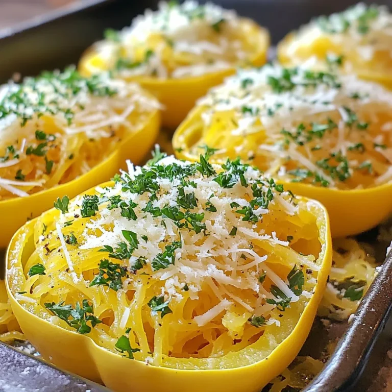 - 1 mittelgroßer Spaghetti-Kürbis - 4 Knoblauchzehen, fein gehackt - 1 Tasse Sahne - 1 Tasse frisch geriebener Parmesan - 2 Esslöffel Olivenöl - 1 Teelöffel getrocknete italienische Kräuter (Basilikum, Oregano, Thymian) - Salz und Pfeffer nach Geschmack - Frische Petersilie, gehackt (zum Garnieren) Der Spaghetti-Kürbis bildet die Basis des Gerichts. Sein Fruchtfleisch hat eine faserige Struktur, die wie Spaghetti aussieht. Knoblauch bringt viel Geschmack. Er verleiht der Sauce einen starken, aromatischen Kick. Sahne macht die Sauce reichhaltig und cremig. Parmesan fügt eine salzige, nussige Note hinzu, die alles abrundet. Olivenöl sorgt für eine schöne Röstung des Kürbisses. Die italienischen Kräuter bringen frische Aromen in die Mischung. Petersilie dient als Garnierung und fügt einen Farbkontrast hinzu. Falls Sie keinen Spaghetti-Kürbis finden, probieren Sie Zucchini. Sie hat eine ähnliche Textur. Für eine vegane Option ersetzen Sie Sahne mit Kokosmilch oder einer Cashew-Sahne. Parmesan kann durch Hefeflocken ersetzt werden, um einen käsigen Geschmack zu erreichen. Wenn Sie frische Kräuter haben, verwenden Sie diese anstelle von getrockneten. So können Sie das Gericht anpassen und trotzdem lecker genießen. {{ingredient_image_2}} Zuerst heizen Sie den Ofen auf 200°C vor. Nehmen Sie den mittelgroßen Spaghetti-Kürbis und schneiden Sie ihn der Länge nach in zwei Hälften. Achten Sie darauf, die Kerne gut zu entfernen. Jetzt bestreichen Sie die Innenseiten mit Olivenöl. Würzen Sie mit etwas Salz und Pfeffer für extra Geschmack. Legen Sie die Kürbishälften mit der Schnittfläche nach unten auf ein Backblech. Rösten Sie sie im Ofen für 30 bis 40 Minuten. Der Kürbis ist fertig, wenn das Fruchtfleisch zart ist und sich leicht mit einer Gabel abkratzen lässt. Während der Kürbis röstet, nehmen Sie eine Pfanne und erhitzen Sie sie bei mittlerer Hitze. Fügen Sie die vier fein gehackten Knoblauchzehen hinzu. Braten Sie sie 1-2 Minuten lang an, bis sie duften. Gießen Sie dann die Sahne in die Pfanne. Fügen Sie die getrockneten italienischen Kräuter hinzu und rühren Sie vorsichtig um. Lassen Sie die Mischung etwa fünf Minuten lang simmern, bis sie leicht eingedickt ist. Nehmen Sie die Pfanne vom Herd und mischen Sie den frisch geriebenen Parmesan unter. Rühren Sie, bis der Käse geschmolzen ist und die Sauce schön glatt ist. Vergessen Sie nicht, mit Salz und Pfeffer abzuschmecken. Sobald der Spaghetti-Kürbis geröstet ist, verwenden Sie eine Gabel, um das Fruchtfleisch herauszukratzen. Sie sollten spaghettiartige Stränge erhalten. Geben Sie diese in eine große Schüssel. Vermengen Sie die Spaghetti-Kürbis-Stränge gut mit der cremigen Knoblauch-Parmesan-Sauce. Achten Sie darauf, dass alle Stränge gleichmäßig bedeckt sind. Servieren Sie das Gericht warm. Ein schöner Tipp: Garnieren Sie es mit frischer, gehackter Petersilie für einen tollen Farbtupfer. Um die Sauce perfekt cremig zu machen, benutze frische Sahne. Sie gibt der Sauce einen reichen Geschmack. Mische den geriebenen Parmesan am Ende ein. So bleibt die Sauce glatt. Achte darauf, die Sauce nicht zu lange zu kochen. Sie wird sonst zu dick. Wenn die Sauce zu dick wird, füge einen Spritzer Sahne hinzu, bis die gewünschte Konsistenz erreicht ist. Röste den Spaghetti-Kürbis bei 200°C. Diese Temperatur sorgt für zarte und süße Aromen. Schneide ihn der Länge nach auf und entferne die Kerne. Das ist wichtig, damit der Kürbis gleichmäßig gart. Lege die Hälften mit der Schnittfläche nach unten auf das Backblech. Das hilft, die Feuchtigkeit im Kürbis zu halten. Röste ihn für 30 bis 40 Minuten. Prüfe mit einer Gabel, ob das Fruchtfleisch weich ist. Präsentiere das Gericht in den halben Kürbissen. Das sieht rustikal und einladend aus. Streue geriebenen Parmesan und frische Petersilie darüber. Diese Farben machen das Gericht ansprechend. Du kannst auch etwas Pfeffer für einen kleinen Kick hinzufügen. Serviere es warm, damit die Aromen frisch und voll zur Geltung kommen. Pro Tipps Richtige Kürbiswahl: Achten Sie darauf, einen Spaghetti-Kürbis auszuwählen, der fest und schwer für seine Größe ist, um die beste Textur zu erzielen. Knoblauch richtig anbraten: Braten Sie den Knoblauch nur kurz an, um zu vermeiden, dass er bitter wird. Ein sanftes Braten bei mittlerer Hitze reicht aus, um das Aroma freizusetzen. Parmesan frisch reiben: Verwenden Sie frisch geriebenen Parmesan für ein intensiveres Aroma und eine bessere Schmelze in der Sauce. Garnieren für den letzten Schliff: Frische Kräuter wie Petersilie oder Basilikum sorgen nicht nur für einen Farbtupfer, sondern auch für zusätzlichen Geschmack. {{image_4}} Wenn du eine vegane Option suchst, kannst du die Sahne durch Kokosmilch oder Cashewcreme ersetzen. Beide bieten eine cremige Textur und einen milden Geschmack. Für den Käse kannst du Hefeflocken verwenden. Sie geben einen käsigen Geschmack ohne Milchprodukte. Du kannst auch veganen Parmesan kaufen. Achte darauf, die Menge nach deinem Geschmack anzupassen. Um das Gericht zu bereichern, füge gebratene Pilze oder frischen Spinat hinzu. Brate die Pilze in Olivenöl an, bis sie goldbraun sind. Den Spinat kannst du einfach in der Sauce mitgaren. Beide Zutaten bringen mehr Tiefe und Nährstoffe in dein Gericht. Auch getrocknete Tomaten oder frische Kräuter wie Basilikum passen gut dazu. Spaghetti-Kürbis selbst ist von Natur aus glutenfrei. Wenn du eine Beilage suchst, sind Quinoa oder brauner Reis tolle Optionen. Sie sind ebenfalls gesund und passen gut zu der cremigen Sauce. Achte darauf, dass die Beilagen gut gewürzt sind, um den Geschmack des Hauptgerichts zu ergänzen. Um die übrig gebliebenen Portionen von cremigem Knoblauch-Parmesan-Spaghetti-Kürbis richtig zu lagern, verwenden Sie einen luftdichten Behälter. Lassen Sie das Gericht zuerst auf Raumtemperatur abkühlen. Dann bewahren Sie es im Kühlschrank auf. Es bleibt bis zu drei Tage frisch. Achten Sie darauf, den Behälter gut zu verschließen. So bleibt der Geschmack erhalten. Um das Gericht wieder aufzuwärmen, nutzen Sie eine Pfanne oder die Mikrowelle. In der Pfanne erhitzen Sie bei mittlerer Hitze. Fügen Sie einen kleinen Spritzer Sahne hinzu, um die Cremigkeit zu bewahren. In der Mikrowelle erwärmen Sie das Gericht in Intervallen von 30 Sekunden. Rühren Sie nach jedem Intervall um, damit es gleichmäßig warm wird. So bleibt der Geschmack frisch und lecker. Im Kühlschrank hält sich der Spaghetti-Kürbis bis zu drei Tage. Wenn Sie ihn länger aufbewahren möchten, können Sie ihn einfrieren. Füllen Sie ihn in einen gefriergeeigneten Behälter. Der Kürbis bleibt bis zu drei Monate im Gefrierfach gut. Um die beste Qualität zu erhalten, beschriften Sie den Behälter mit Datum und Inhalt. So wissen Sie immer, was drin ist. Das Rösten des Spaghetti-Kürbis dauert 30 bis 40 Minuten. Du solltest den Ofen auf 200°C (400°F) vorheizen. Halbiere den Kürbis, entferne die Kerne und würze ihn mit Olivenöl, Salz und Pfeffer. Lege ihn mit der Schnittfläche nach unten auf ein Backblech. Wenn das Fruchtfleisch zart ist, ist der Kürbis fertig. Ja, du kannst Spaghetti-Kürbis im Voraus vorbereiten. Röste ihn und lasse ihn dann abkühlen. Bewahre ihn in einem luftdichten Behälter im Kühlschrank auf. Du kannst ihn bis zu drei Tage aufbewahren. Wenn du bereit bist zu essen, erwärme ihn einfach und mische ihn mit deiner Sauce. Zu diesem Gericht passen viele Beilagen gut. Gegrilltes Gemüse ergänzt den Geschmack. Auch ein frischer Salat ist eine tolle Wahl. Du kannst zudem gebratene Hähnchenbrust oder Garnelen dazu servieren. Diese Optionen bringen Proteine ins Spiel und runden dein Essen ab. Cremiger Knoblauch-Parmesan-Spaghetti-Kürbis ist ein einfaches und schmackhaftes Gericht. Wir haben die Zutaten, Zubereitung und wertvolle Tipps behandelt. Die Variationen bieten jedem etwas. Die richtige Lagerung sichert die Frische. Es macht Spaß, dieses Gericht neu zu gestalten und zu genießen. Sei kreativ und probiere verschiedene Zutaten aus. So wird dein Essen immer spannend!