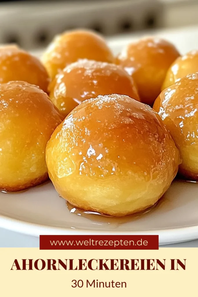 Entdecken Sie unser einfaches Rezept für Ahornsirup Donutlöcher! Diese frittierte Donutlöcher sind perfekt für jede Kaffeepause. Mit einer köstlichen Ahornsirup Glasur werden sie zum Highlight. In nur 30 Minuten können Sie diese glasierten Donuts zubereiten und genießen. Ideal für jeden, der ein simples Donut Rezept sucht! Sparen Sie dieses Rezept und probieren Sie es aus! #AhornsirupDonutlöcher #glasierteDonutsRezept #frittierteDonutlöcher #einfachesDonutRezept