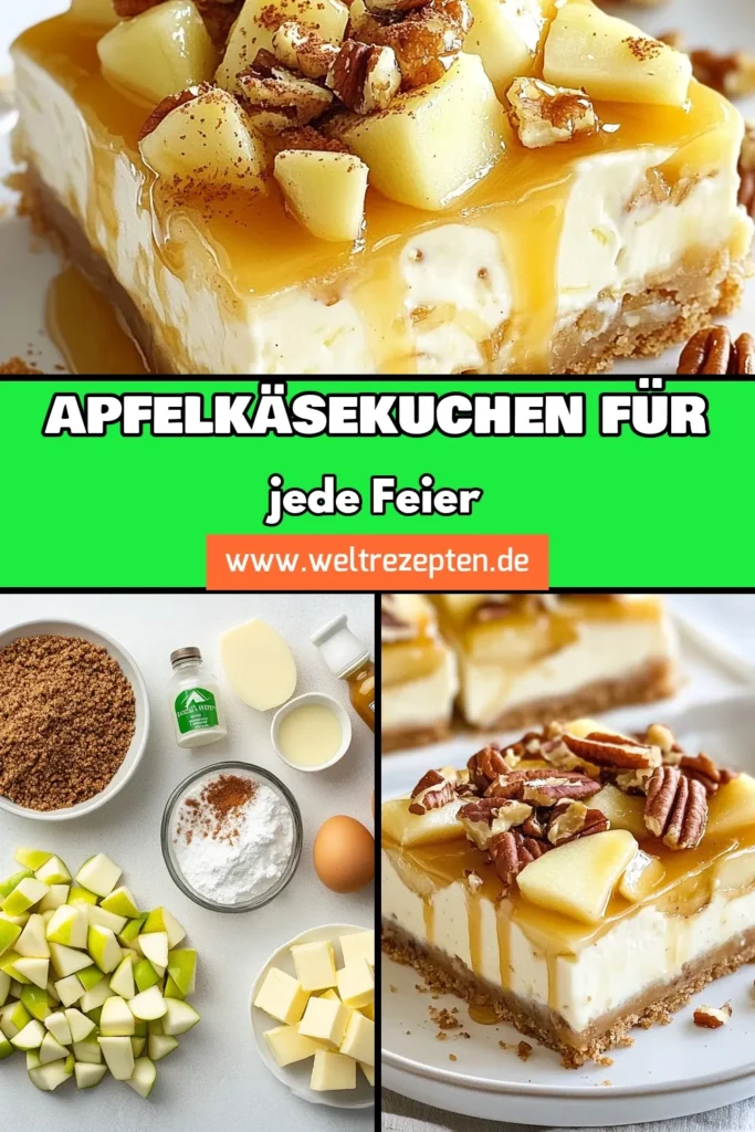 Entdecke das leckere Rezept für Apfel Käsekuchen Riegel, die perfekte Kombination aus Frischkäse und Äpfeln! Unser Pekan Käsekuchen Rezept überzeugt mit einer knusprigen Graham Cracker Kruste und einem köstlichen Topping aus Karamellsoße. Diese Frischkäse Apfel Dessert Riegel sind ideal für jeden Anlass. Probiere es aus und genieße den himmlischen Geschmack! Speichere das Rezept für dein nächstes Dessert! #Käsekuchen #Dessert #ApfelRezepte #Pekanüsse