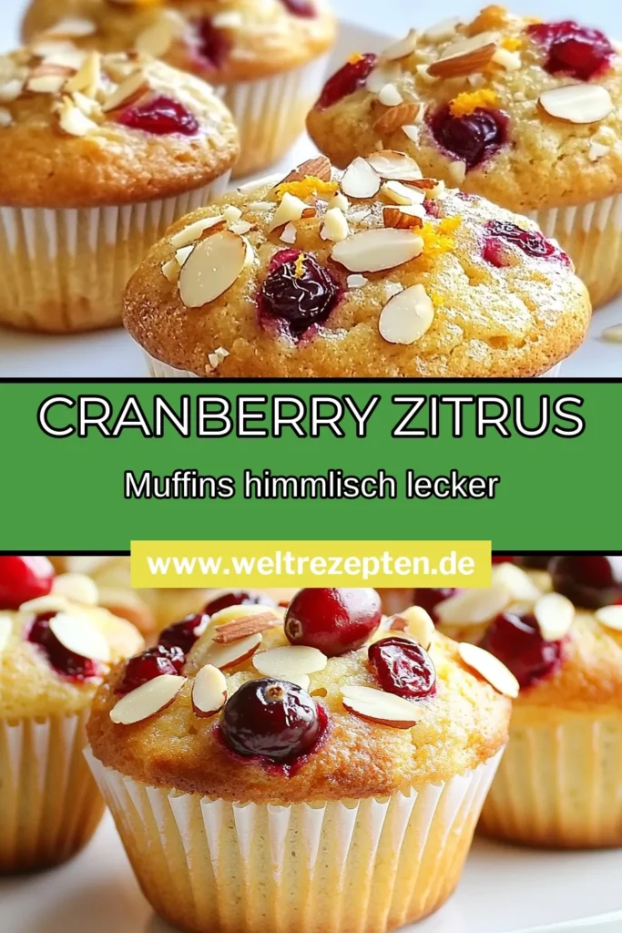 Entdecken Sie unser einfaches Cranberry Muffins Rezept! Diese gesunden Muffins mit Cranberries und frischer Orange sind perfekt zum Frühstück oder als Snack. Das Rezept kombiniert den frischen Geschmack von Zitrusfrüchten mit der Knusprigkeit von Mandeln. Backen Sie jetzt diese köstlichen Orange Muffins einfach und erfreuen Sie sich an einem gesunden Genuss. Teilen Sie das Rezept mit Freunden! #CranberryMuffins #ZitronenMuffins #GesundeMuffins #MuffinRezept