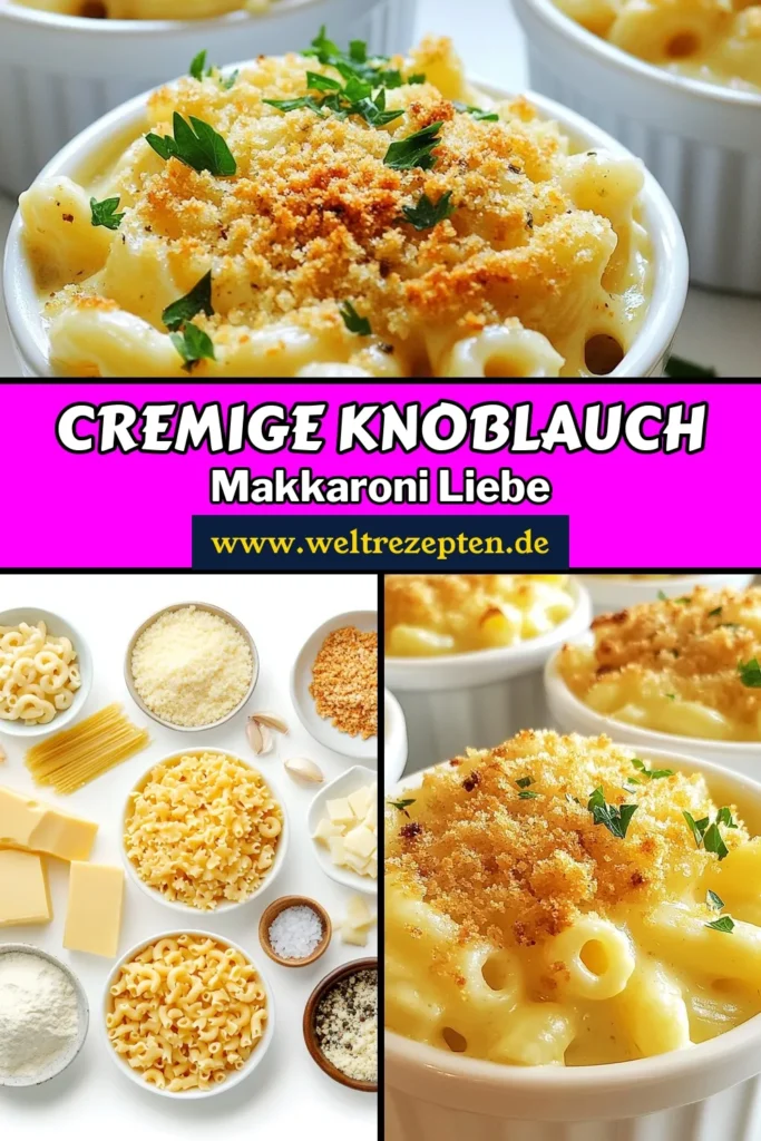 Entdecke unser leckeres Knoblauch Parmesan Makkaroni Rezept! Dieses cremige Käsesoße Makkaroni Gericht ist perfekt für ein schnelles Abendessen. Mit zarten Ellbogen-Makkaroni, aromatischem Knoblauch und einer unwiderstehlichen Käsemischung ist dieser Makkaroni Auflauf ein Genuss für die ganze Familie. Speichere dir das Rezept für deine nächste Kochsession! #KnoblauchParmesanMakkaroni #KäsePastaRezept #SchnelleMakkaroni #MakkaroniAuflaufRezept