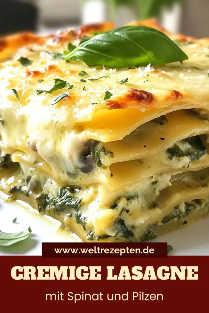 Entdecke das perfekte Rezept für eine cremige Spinat-Pilz-Lasagne! Diese vegetarische Lasagne kombiniert frischen Spinat und zarte Pilze mit Ricotta und Quark für ein unvergleichliches Geschmackserlebnis. Mit einfacher Lasagne Zubereitung gelingt dir dieses köstliche Gericht im Handumdrehen. Probiere es aus und bereite deine eigene Spinat-Pilz-Lasagne zu. Teile deine Ergebnisse! #Lasagne #CremigeLasagneRezept #VegetarischeLasagne #EinfacheLasagneZubereitung