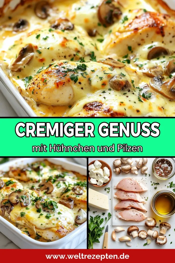 Entdecken Sie unser köstliches Rezept für einen Cremigen Pilz-Hühnchen Auflauf! Dieser Hähnchenbrust Auflauf Rezept ist einfach zuzubereiten und kombiniert zarte Hähnchenbrust mit saftigen Champignons und geschmolzenem Käse. Perfekt für gesunde Pilzgerichte und einfache Hühnchenrezepte, die die ganze Familie lieben wird. Ideal für ein schnelles Abendessen! Jetzt ausprobieren und speichern! #CremigerPilzHühnchenAuflauf #HähnchenbrustAuflaufRezept #PilzauflaufMitKäse #EinfacheHühnchenrezepte