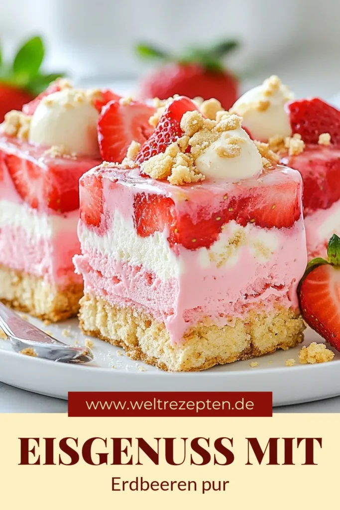 Entdecken Sie die perfekte fruchtige Nachspeise für den Sommer mit unseren Erdbeer-Shortcake-Eisriegel! Dieses einfaches Eisrezept verbindet cremige Erdbeer-Sahne-Mischung mit zarten Shortcake-Keksen für ein köstliches Dessert. Ideal für Gartenpartys oder einen süßen Genuss an heißen Tagen. Lassen Sie sich dieses sommerliche Erdbeerrezept nicht entgehen und probieren Sie es jetzt aus! #ErdbeerShortcakeEisriegel #einfachesEisrezept #fruchtigeNachspeise #Sommerdessert