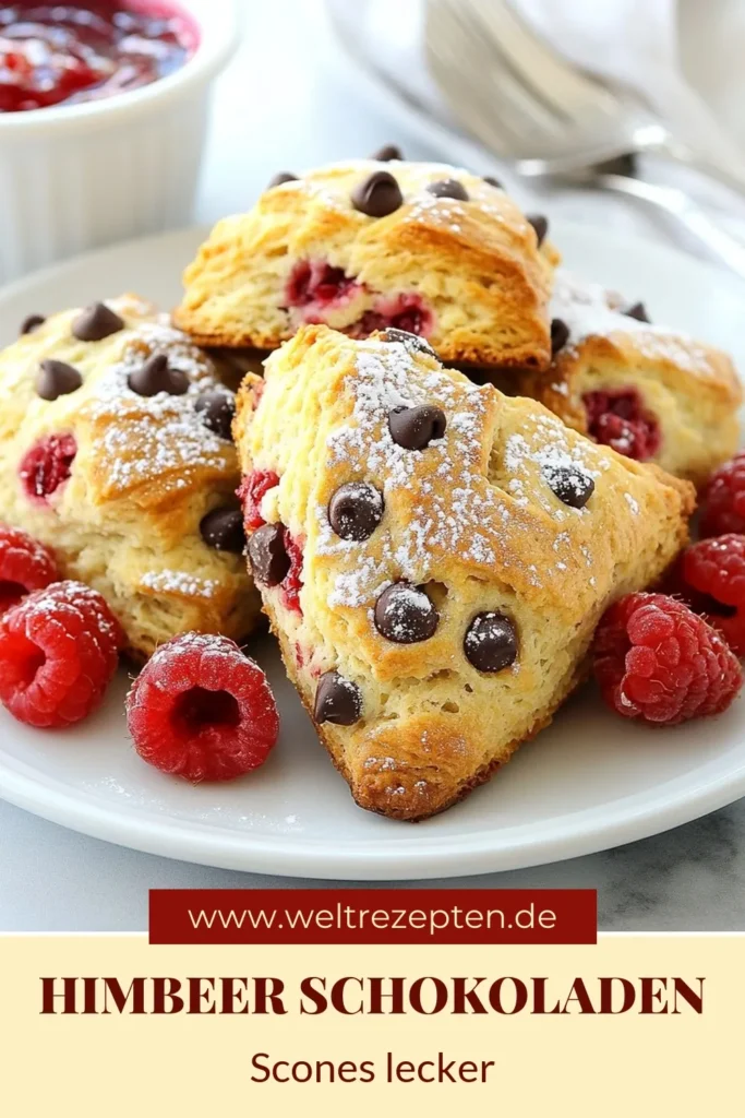 Entdecke unser einfaches Scones Rezept für Himbeer-Schokoladenstückchen Scones! Diese köstlichen Scones mit frischen Himbeeren und Schokoladenstückchen sind ideal für ein sättigendes Himbeergebäck Frühstück. Perfekt zum Servieren zu Kaffee oder Tee. Backe sie in nur 30 Minuten und genieße den unwiderstehlichen Geschmack! Probiere es jetzt aus und teile deine Kreationen! #SconesRezeptEinfach #Himbeergebäck #SchokoladenScones #SconesBacken
