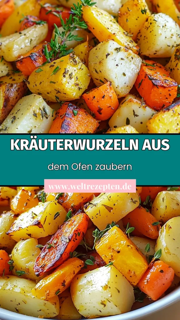 Entdecke dieses köstliche Rezept für Kräutergeröstetes Wurzelgemüse, das sich perfekt als veganes Ofengericht und gesunde Beilage eignet. Mit Karotten, Pastinaken und Süßkartoffeln, aromatisiert mit frischen Kräutern, wird das Wurzelgemüse rösten zum einfachen Gemüse Rezept, das jeder lieben wird. Probiere es aus und teile das Ergebnis! #Wurzelgemüse #VeganesRezept #GesundeBeilage #Ofengerichte