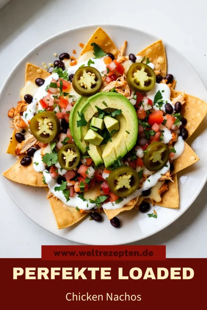 Entdecken Sie dieses köstliche Rezept für beladene Hähnchen-Nachos, perfekt für jedes Fest! Unsere einfachen Nachos Rezept kombiniert zartes Hähnchen, würzige Nachos mit Käse und Bohnen sowie frische Avocado für den ultimativen Snack. Ideal für Partys oder einfach zum Genießen! Bereiten Sie jetzt Ihre eigenen nachos für Partys zu und beeindrucken Sie Ihre Gäste mit diesem herzhaften Gericht! #Nachos #EssenFürFeste #PartySnack #HähnchenNachos