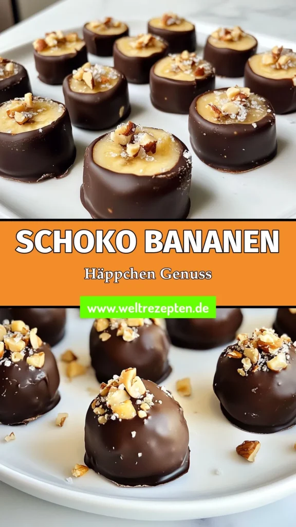 Entdecken Sie das Rezept für schokoladenüberzogene Bananenhäppchen! Diese einfachen und gesunden Snacks mit Bananen sind perfekt für Kinder und Erwachsene. Mit nur wenigen Zutaten zaubern Sie ein leckeres Dessert, das schnell zubereitet ist. Ideal als leichter Snack oder süße Leckerei. Probieren Sie es aus und lassen Sie sich von diesem Banane Schokolade Rezept verzaubern. Jetzt nachmachen und pinnen! #DessertRezepte #GesundeSnacks #Schokolade #EinfacheRezepte