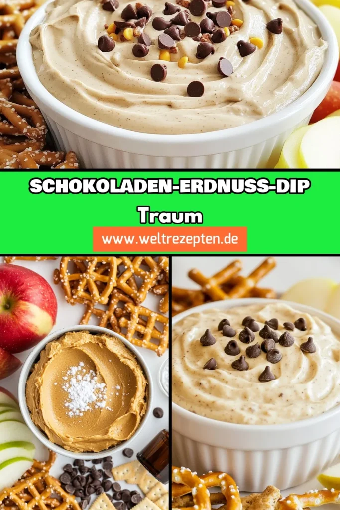 Entdecken Sie dieses köstliche Erdnussbutter Dip Rezept mit Schokoladenstückchen! Perfekt als cremiger Dip für Obst oder als süßer Erdnussbutter Snack für jede Gelegenheit. Mit nur wenigen Zutaten wie cremiger Erdnussbutter, Frischkäse und Mini-Schokoladenstückchen ist es ein einfaches Rezept mit Schokolade, das Ihre Gäste lieben werden. Probieren Sie es aus und teilen Sie Ihre Kreation! #Erdnussbutter #SchokoladenstückchenDip #Snackideen #Dessertrezepte