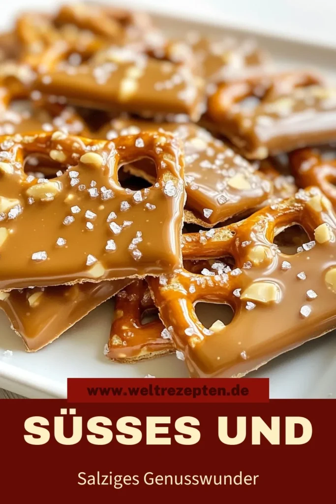 Verleihen Sie Ihren süß-salzigen Snacks einen neuen Twist mit unserer gesalzenen Karamell-Pretzel-Bark. Dieses einfache Schokoladen-Pretzel-Rezept kombiniert knusprige Mini-Pretzeln, köstliches Karamell und zarte Schokolade zu einer himmlischen Nascherei. Perfekt für jede Gelegenheit! Probieren Sie unser Karamell-Bark Rezept noch heute aus und genießen Sie diese selbstgemachten Süßigkeiten. #SüßSalzig #EinfachesBacken #KaramellBark #SnacksSelbstgemacht