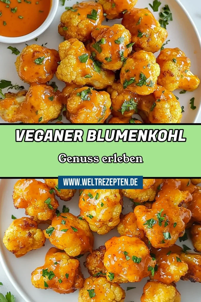 Entdecke das Rezept für köstliche Vegan Blumenkohl Buffalo Wings, die perfekte pflanzliche Buffalo Wings für jeden Snackliebhaber! Diese glutenfreien Blumenkohl Snacks sind nicht nur gesund, sondern auch einfach zuzubereiten. Probiere dieses gesunde Blumenkohl Rezept und beeindrucke deine Gäste mit einer einfachen veganen Vorspeise. Speichere das Rezept für dein nächstes Dinner! #VeganWings #BlumenkohlSnacks #Glutenfrei #EinfacheRezepte