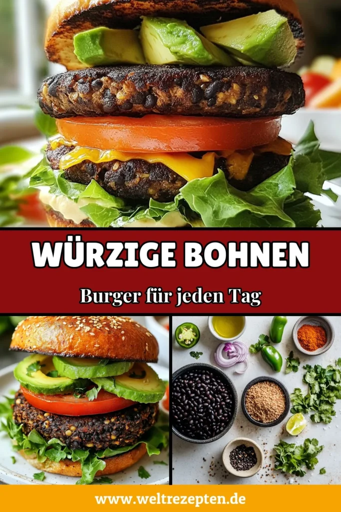 Entdecke dieses köstliche vegane Burger Rezept für würzige schwarze Bohnen Burger! Diese glutenfreien Burger sind perfekt für leichte Abendessen und überzeugen mit ihrem intensiven Geschmack. Mit einfachen Zutaten zauberst du schnell die besten schwarzen Bohnen Burger, die deine Geschmacksknospen begeistern. Probiere es aus und teile deine Kreation! #VeganeBurger #GlutenfreieBurger #WürzigeBurger #LeichteAbendessen
