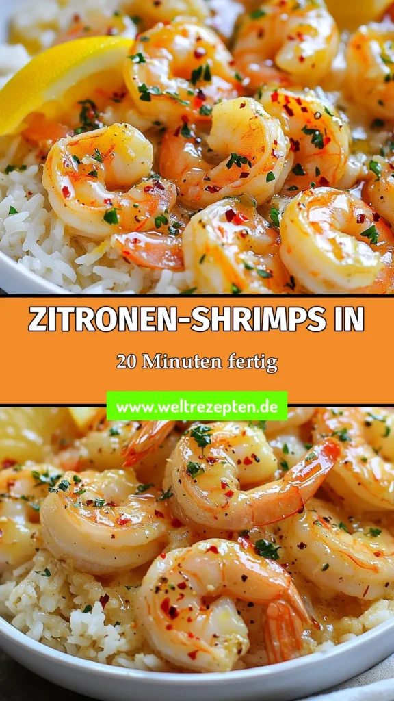 Entdecken Sie dieses köstliche Zitronen-Knoblauch-Shrimps Rezept! Diese einfache Shrimps Zubereitung in einer Pfanne ist nicht nur schnell, sondern auch voller Geschmack. Butter-Shrimps mit Knoblauch, frischer Zitrone und einer Prise Pfeffer sorgen für ein unvergleichliches Meeresfrüchte Erlebnis. Perfekt serviert mit Reis oder Pasta. Lassen Sie sich inspirieren und speichern Sie dieses schnelle Meeresfrüchte Rezept! #ShrimpsPfanneRezept #ZitronenKnoblauchShrimps #EinfacheShrimpsZubereitung #SchnelleMeeresfrüchteRezepte