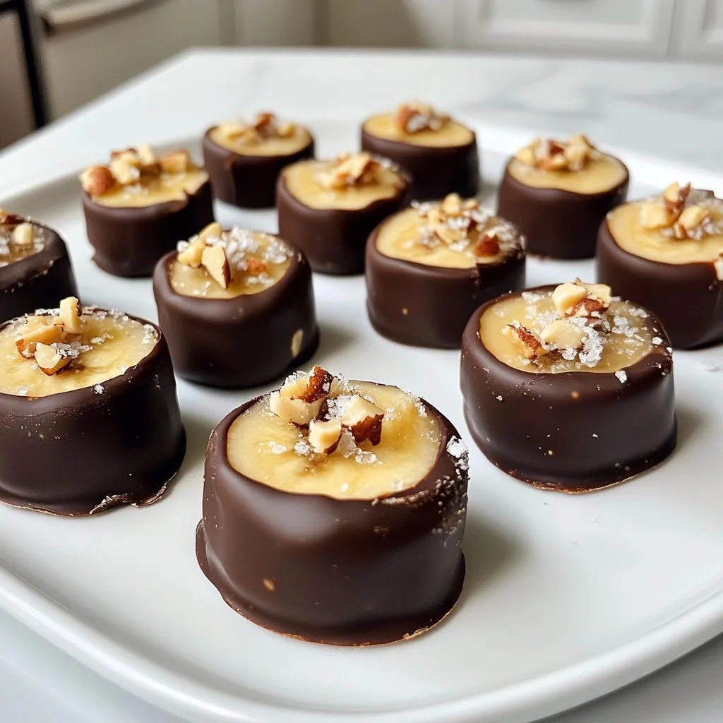 Für die schokoladenüberzogenen Bananenhäppchen brauchst du folgende Hauptzutaten: - 2 reife Bananen, in 2,5 cm dicke Scheiben geschnitten - 1 Tasse Zartbitter-Schokoladenstückchen (oder Milchschokolade, je nach Vorliebe) - 1 Esslöffel Kokosöl (optional, für eine cremigere Schmelze) Diese Zutaten bilden die Basis für dein Rezept. Die Bananen geben dir eine süße und fruchtige Note. Die Schokolade sorgt für den leckeren, schokoladigen Geschmack. Um deine Bananenhäppchen noch besser zu machen, kannst du folgende Zutaten hinzufügen: - 1/4 Tasse gehackte Nüsse (z.B. Mandeln, Walnüsse oder Erdnüsse) - Meersalz, zum Bestreuen (optional) - Zahnstochern oder Eisstielen Diese Zutaten bringen mehr Textur und Geschmack. Die Nüsse sorgen für einen knackigen Biss. Ein Hauch von Meersalz hebt die Süße der Schokolade hervor. Wenn du andere Geschmäcker ausprobieren willst, gibt es viele Optionen: - Weiße Schokolade für eine süßere Variante - Milchschokolade für eine cremigere Textur - Vegane Schokolade für eine pflanzliche Option Jede Schokoladenart bringt ihren eigenen Charakter in die Bananenhäppchen. Probiere verschiedene Sorten aus und finde deinen Favoriten! {{ingredient_image_2}} Beginne mit der Vorbereitung des Backblechs. Lege ein Backblech mit Backpapier aus. Dieses Papier verhindert das Ankleben der Bananenhäppchen. So bleibt der Genuss ganz einfach. Stelle das Blech an einen Ort, wo du gut arbeiten kannst. Jetzt ist es Zeit für die Bananen. Schneide zwei reife Bananen in 2,5 cm dicke Scheiben. Achte darauf, dass die Scheiben gleichmäßig sind. So sehen die Häppchen schön aus. Wenn du es magst, stecke einen Zahnstocher oder Eisstiel in die Mitte jeder Scheibe. Das macht das Eintauchen leichter und weniger schmutzig. Für die Schokolade brauchst du Zartbitter-Schokoladenstückchen. Du kannst auch Milchschokolade nehmen, wenn du das magst. Gib die Schokolade und das Kokosöl in eine mikrowellengeeignete Schüssel. Erhitze die Mischung in der Mikrowelle in 30-Sekunden-Intervallen. Rühre nach jedem Intervall um. So wird die Schokolade glatt und gleichmäßig. Nimm eine Bananenscheibe und tauche sie in die geschmolzene Schokolade. Stelle sicher, dass sie gut überzogen ist. Halte den Zahnstocher oder Stiel während des Eintauchens fest. Leg die überzogenen Bananenhäppchen zurück auf das Backblech. Streue sofort die gehackten Nüsse darauf. Wenn du magst, füge auch eine Prise Meersalz hinzu. Sobald alle Scheiben fertig sind, stelle das Blech für etwa 30 Minuten in den Gefrierschrank. So wird die Schokolade fest. Nach dem Einfrieren kannst du die Bananenhäppchen genießen. Sie sind einfach köstlich und machen glücklich! Um die perfekte Schokoladenschicht zu erreichen, achte darauf, die Schokolade richtig zu schmelzen. Ich empfehle, die Schokoladenstückchen in einer mikrowellengeeigneten Schüssel zu erhitzen. Stelle die Mikrowelle auf 30 Sekunden ein. Rühre nach jeder Runde gut um. So wird die Schokolade gleichmäßig flüssig und glänzend. Vermeide hohe Temperaturen, sonst brennt die Schokolade an. Die Verwendung von Zahnstocher oder Eisstielen macht das Eintauchen einfacher. Stecke einen Zahnstocher oder einen Eisstiel in die Mitte jeder Bananenscheibe. So kannst du die Bananen sicher halten, während du sie in die Schokolade tauchst. Außerdem sieht es gut aus und macht das Essen einfacher. Um eine cremigere Schokolade zu bekommen, füge etwas Kokosöl hinzu. Ein Esslöffel reicht aus. Das Öl hilft, die Schokolade geschmeidiger zu machen. Du kannst auch andere Öle verwenden, aber Kokosöl passt gut zu den Bananen. Wenn du es noch cremiger magst, probiere Zartbitter- oder Milchschokolade. Beide Sorten schmelzen gut und haben einen tollen Geschmack. Pro Tipps Wählen Sie reife Bananen: Je reifer die Bananen, desto süßer und schmackhafter sind die Häppchen. Sie sollten leicht braune Flecken auf der Schale haben. Kokosöl für Cremigkeit: Das Hinzufügen von Kokosöl zur Schokolade sorgt für eine glattere Konsistenz und erleichtert das Eintauchen der Bananen. Experimentieren mit Toppings: Probieren Sie verschiedene Nüsse oder sogar Kokosraspeln oder Streusel als Topping für mehr Abwechslung und Geschmack! Aufbewahrungstipps: Lagern Sie die schokoladenüberzogenen Bananenhäppchen in einem luftdichten Behälter im Kühlschrank, um ihre Frische zu bewahren. {{image_4}} Nüsse bringen einen tollen Crunch. Sie geben den Bananenhäppchen einen neuen Geschmack. Ich empfehle dir, gehackte Mandeln, Walnüsse oder Erdnüsse zu verwenden. Streue die Nüsse sofort nach dem Eintauchen in die Schokolade auf die Bananen. So bleibt alles gut haften. Wenn du magst, kannst du die Nüsse vorher leicht rösten. Das hebt den Geschmack noch mehr hervor. Es gibt viele Möglichkeiten, deine Bananenhäppchen zu verfeinern. Du kannst Kokosraspeln, bunte Streusel oder sogar geschmolzene weiße Schokolade verwenden. Eine andere Idee ist, die Häppchen mit etwas Zimt oder Muskatnuss zu bestreuen. Für einen extra Kick kannst du auch eine Prise Meersalz hinzufügen. Das salzige Aroma passt perfekt zur süßen Schokolade. Bananen sind klasse, aber du kannst auch andere Früchte verwenden. Erdbeeren, Ananas oder Apfelstücke sind tolle Alternativen. Achte darauf, dass die Früchte nicht zu saftig sind. Sie sollten gut in die Schokolade eintauchen können. Du kannst auch gefrorene Früchte verwenden. So entstehen erfrischende Snacks an heißen Tagen. Um die Bananenhäppchen frisch zu halten, lege sie in einen luftdichten Behälter. Achte darauf, dass die Schokolade nicht zerkratzt wird. Du kannst auch Backpapier zwischen die Häppchen legen. So bleiben sie schön und sehen toll aus. Im Kühlschrank halten die schokoladenüberzogenen Bananenhäppchen bis zu einer Woche. Im Gefrierfach bleiben sie sogar bis zu zwei Monate frisch. Der Geschmack bleibt toll, auch nach dem Einfrieren. Wenn du sie also länger aufbewahren möchtest, ist das Gefrierfach eine gute Wahl. Um die Häppchen einzufrieren, lege sie einfach auf ein Backblech. Stelle sicher, dass sie nicht aneinander kleben. Wenn sie gefroren sind, kannst du sie in einen Behälter umfüllen. Zum Auftauen, lasse sie bei Raumtemperatur stehen. In wenigen Minuten sind sie bereit zum Genießen. Schokoladenüberzogene Bananenhäppchen sind im Kühlschrank etwa eine Woche haltbar. Lagern Sie sie in einem luftdichten Behälter. So bleiben sie frisch und lecker. Wenn Sie sie einfrieren, halten sie länger. Im Gefrierfach sind sie bis zu drei Monate gut. Achten Sie darauf, sie in einem geeigneten Behälter einzufrieren, um Gefrierbrand zu vermeiden. Ja, Sie können die Bananenhäppchen vegan machen. Verwenden Sie vegane Schokolade ohne Milchbestandteile. Diese ist in vielen Läden erhältlich. Die restlichen Zutaten sind bereits pflanzlich. Es gibt viele köstliche Optionen, die Sie ausprobieren können. Sie können auch Kokosöl verwenden, um die Schokolade cremiger zu machen. Zartbitter-Schokolade passt besonders gut. Sie hat einen kräftigen Geschmack und harmoniert mit der Süße der Banane. Wenn Sie es lieber süßer mögen, nutzen Sie Milchschokolade. Auch weiße Schokolade ist eine tolle Option. Sie geben der Kombination eine neue Note. Achten Sie auf gute Qualität, das macht einen großen Unterschied im Geschmack. Schokoladenüberzogene Bananenhäppchen sind einfach und lecker. Wir haben die besten Zutaten und Schritte erklärt. Du kannst auch kreativ werden mit Toppings und Aromen. Die Lagerung ist unkompliziert, so bleiben sie frisch. Denke daran, dass du die Bananenhäppchen nach deinem Geschmack anpassen kannst. Probier verschiedene Schokoladen und Früchte aus. Viel Spaß beim Zubereiten und Genießen!