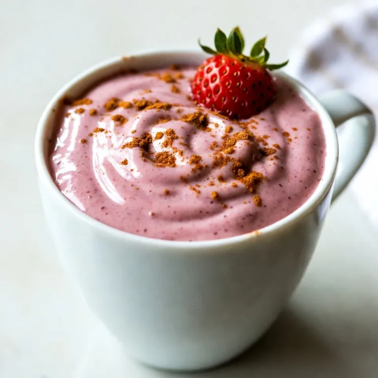Für einen leckeren Erdbeer-Käsekuchen-Smoothie brauchst du: - 1 Tasse frische oder gefrorene Erdbeeren - 1/2 Tasse Frischkäse, weich gemacht - 1 Tasse griechischer Joghurt - 1/2 Tasse Milch (Milch oder pflanzlich) - 2 Esslöffel Honig oder Ahornsirup (nach Geschmack anpassen) - 1 Teelöffel Vanilleextrakt - 1/4 Teelöffel gemahlener Zimt - Eine Handvoll Eiswürfel (optional) Diese Zutaten machen deinen Smoothie cremig und frisch. Es gibt viele Alternativen, die du benutzen kannst: - Statt Frischkäse kannst du auch Quark verwenden. - Für eine vegane Option nimm pflanzlichen Frischkäse. - Anstelle von griechischem Joghurt kannst du Kokosjoghurt probieren. - Verwende Hafermilch oder Mandelmilch, wenn du pflanzliche Milch bevorzugst. - Agavendicksaft ist eine gute Wahl anstelle von Honig. Diese Alternativen halten den Geschmack gut. Erdbeeren sind das Herzstück dieses Smoothies. Hier sind ein paar Tipps: - Wähle Erdbeeren, die leuchtend rot sind und keine grünen Stellen haben. - Achte auf eine feste Konsistenz, sie sollten nicht matschig sein. - Kaufe Erdbeeren, die angenehm riechen, das zeigt, dass sie frisch sind. - Wenn du gefrorene Erdbeeren nimmst, achte darauf, dass sie ohne Zusatzstoffe sind. Frische und gute Zutaten machen den Unterschied in deinem Smoothie! {{ingredient_image_2}} Um den Erdbeer-Käsekuchen-Smoothie zu starten, waschen Sie die Erdbeeren gut. Entfernen Sie die grünen Blätter. Wenn Sie gefrorene Erdbeeren verwenden, brauchen Sie sie nicht vorzubereiten. Sie können sie direkt in den Mixer geben. Frische Erdbeeren geben einen tollen Geschmack und sind einfach zu verarbeiten. Jetzt ist es Zeit, die Basis für den Smoothie zu erstellen. Geben Sie die vorbereiteten Erdbeeren, den weichen Frischkäse, den griechischen Joghurt und die Milch in den Mixer. Diese Zutaten sorgen für eine cremige und leckere Basis. Mischen Sie alles gut, bis es eine gleichmäßige Mischung ergibt. Um die richtige Konsistenz zu erreichen, fügen Sie Eiswürfel hinzu, wenn Sie es kühl und dick mögen. Mixen Sie weiter, bis alles schön glatt ist. Falls der Smoothie zu dick ist, geben Sie einfach mehr Milch hinzu. Probieren Sie die Mischung und passen Sie die Süße mit Honig oder Sirup an. Mixen Sie kurz weiter, um die Süßstoffe gut zu mischen. Gießen Sie den Smoothie in Gläser und genießen Sie ihn frisch! Um den perfekten Erdbeer-Käsekuchen-Smoothie zu machen, achte auf die Zutaten. Wähle frische oder gefrorene Erdbeeren. Die Erdbeeren sollten reif und süß sein. Der Frischkäse macht den Smoothie cremig, also verwende weichen Frischkäse. Griechischer Joghurt fügt einen tollen Geschmack und Protein hinzu. Mixe alles gut, bis keine Stücke mehr zu sehen sind. Wenn du eine dickere Konsistenz möchtest, füge mehr Eiswürfel hinzu. Du kannst den Geschmack des Smoothies leicht anpassen. Probiere verschiedene Süßungsmittel. Honig ist süß, während Ahornsirup einen anderen Geschmack bringt. Wenn du mehr Fruchtgeschmack wünschst, füge Bananen oder andere Beeren hinzu. Für einen würzigen Kick kannst du mehr Zimt oder sogar etwas Muskatnuss hinzufügen. Sei kreativ und finde deinen Lieblingsgeschmack. Die Zubereitung des Smoothies dauert nur zehn Minuten. Um Zeit zu sparen, bereite die Zutaten vor. Wasche die Erdbeeren und schneide sie, wenn nötig. Du kannst auch die anderen Zutaten bereitstellen. Wenn du gefrorene Erdbeeren verwendest, entfällt die Vorbereitung komplett. Mixe alles in einem Schritt. So bist du schnell fertig und kannst den Smoothie genießen. Pro Tipps Frische Zutaten verwenden: Verwenden Sie frische Erdbeeren, wenn möglich, um den besten Geschmack und die beste Textur in Ihrem Smoothie zu erzielen. Variationen ausprobieren: Experimentieren Sie mit anderen Beeren oder Früchten, wie Himbeeren oder Bananen, um verschiedene Geschmäcker zu kreieren. Für eine vegane Option: Ersetzen Sie den Frischkäse durch eine vegane Alternative und verwenden Sie pflanzliche Milch, um einen veganen Smoothie zu erhalten. Vorbereitung im Voraus: Bereiten Sie die Zutaten am Vorabend vor, indem Sie die Erdbeeren und andere Zutaten portionieren, um morgens Zeit zu sparen. {{image_4}} Für eine vegane Version kannst du den Frischkäse und die Milch ersetzen. Nutze stattdessen pflanzlichen Frischkäse und Mandel- oder Hafermilch. Diese Alternativen geben deinem Smoothie die gleiche Cremigkeit. Du wirst keinen großen Unterschied im Geschmack bemerken. Probiere auch Kokosjoghurt für einen tropischen Touch. Um deinem Smoothie mehr Nährstoffe hinzuzufügen, denke an Spinat oder Grünkohl. Diese grünen Blätter sind reich an Vitaminen. Eine Banane sorgt für eine natürliche Süße und macht den Smoothie noch cremiger. Du kannst auch Chiasamen oder Leinsamen hinzufügen. Diese kleinen Samen sind voller Ballaststoffe und gesunder Fette. Nutze saisonale Früchte, um deinen Smoothie zu variieren. Im Sommer passen Pfirsiche oder Himbeeren gut dazu. Im Herbst kannst du Zimt und Kürbispüree hinzufügen. Diese Geschmäcker geben dir ein warmes Gefühl. Denke auch an einen Spritzer Zitronensaft für mehr Frische. Das macht deinen Erdbeer-Käsekuchen-Smoothie spannend und neu. Um den Erdbeer-Käsekuchen-Smoothie frisch zu halten, solltest du ihn in einem luftdichten Behälter aufbewahren. Ein Glasgefäß eignet sich gut für die Lagerung. Fülle den Behälter bis zum Rand, um Luft zu vermeiden. So bleibt der Geschmack länger erhalten. Stelle den Behälter sofort in den Kühlschrank. Wenn du deinen Smoothie wieder genießen möchtest, schüttle oder rühre ihn gut durch. Manchmal trennt sich die Mischung. Wenn der Smoothie zu dick geworden ist, füge etwas Milch hinzu. Mixe ihn erneut, bis er die gewünschte Konsistenz hat. So wird er wieder cremig und lecker. Im Kühlschrank hält sich der Erdbeer-Käsekuchen-Smoothie etwa zwei Tage. Nach dieser Zeit kann der Geschmack nachlassen. Für eine längere Haltbarkeit kannst du den Smoothie auch einfrieren. In einem gefrierfesten Behälter bleibt er bis zu einem Monat frisch. Um ihn aufzutauen, stelle ihn einfach über Nacht in den Kühlschrank. Für diesen Smoothie kannst du verschiedene Milchsorten verwenden. Ich empfehle normale Milch oder pflanzliche Alternativen. Mandelmilch, Sojamilch oder Hafermilch passen gut. Jede Milch bringt ihren eigenen Geschmack mit. Wähle die, die dir am besten gefällt. Ja, gefrorene Erdbeeren sind perfekt für diesen Smoothie. Sie sparen Zeit, da du sie nicht vorbereiten musst. Sie machen den Smoothie auch schön kühl und cremig. Wenn du gefrorene Erdbeeren nimmst, kannst du die Eiswürfel weglassen. Ja, der Erdbeer-Käsekuchen-Smoothie ist gesund. Er enthält frische Erdbeeren, die reich an Vitaminen sind. Griechischer Joghurt bringt Eiweiß und probiotische Vorteile. Frischkäse fügt einen cremigen Geschmack hinzu, ohne zu viele Kalorien zu haben. Honig oder Ahornsirup süßen natürlich, was ihn zu einem leckeren Snack macht. Um den perfekten Erdbeer-Käsekuchen-Smoothie zu zaubern, brauchst du die besten Zutaten, die wir besprochen haben. Ich habe dir auch Tipps gegeben, wie du die richtigen Erdbeeren auswählst und Alternativen findest. Schritt für Schritt zeigen wir, wie du die Konsistenz optimierst. Denk an die Variationen und Lagerung, um deinen Smoothie lange frisch zu halten. Dieser Smoothie ist nicht nur lecker, sondern auch gesund. Probiere die verschiedenen Möglichkeiten aus und finde deinen Favoriten!