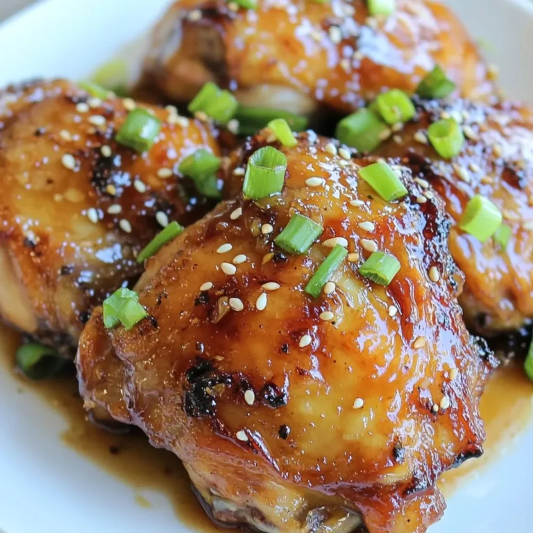 Um diese köstlichen Hähnchenkeulen zu machen, brauchen Sie: - 6 Hähnchenkeulen mit Knochen und Haut - 120 ml Honig - 4 Knoblauchzehen, fein gehackt - 2 Esslöffel Sojasauce - 1 Esslöffel frischer Ingwer, gerieben - 1 Teelöffel Sesamöl - 1 Esslöffel Apfelessig - Salz und Pfeffer nach Geschmack - 2 Frühlingszwiebeln, fein geschnitten (zum Garnieren) - Sesamsamen (zum Garnieren) Frische Zutaten machen einen großen Unterschied. Wählen Sie knackige Frühlingszwiebeln und frischen Ingwer. Achten Sie auch auf hochwertigen Honig. Lokaler Honig hat oft mehr Geschmack. Frische Knoblauchzehen sind besser als getrockneter. Sojasauce sollte gut ausgewählt sein. Sie können die Aromen leicht ändern. Probieren Sie geräucherten Paprika für einen rauchigen Geschmack. Für eine scharfe Note fügen Sie etwas Chili hinzu. Tamari ist eine gute glutenfreie Option. Sie können auch Hähnchenbrust verwenden, aber die Keulen bleiben saftiger. Experimentieren Sie mit den Zutaten, um Ihre eigene Note zu finden. {{ingredient_image_2}} Heize deinen Ofen auf 200 °C vor. Dies sorgt dafür, dass die Hähnchenkeulen gleichmäßig garen. In einer mittleren Schüssel vermische jetzt die folgenden Zutaten: - 120 ml Honig - 4 Knoblauchzehen, fein gehackt - 2 Esslöffel Sojasauce - 1 Esslöffel frischer Ingwer, gerieben - 1 Teelöffel Sesamöl - 1 Esslöffel Apfelessig - Salz und Pfeffer nach Geschmack Rühre alles gut um, bis die Marinade gleichmäßig aussieht. Diese Mischung gibt den Hähnchenkeulen einen süßen und würzigen Geschmack. Nimm die Hähnchenkeulen und würze sie auf beiden Seiten mit Salz und Pfeffer. Nimm eine große, ofenfeste Pfanne und erhitze sie bei mittlerer bis hoher Hitze. Lege die Hähnchenkeulen mit der Hautseite nach unten in die Pfanne. Brate sie für etwa 5-7 Minuten, bis die Haut knusprig und goldbraun ist. Diese Technik sorgt dafür, dass die Haut schön knusprig wird. Wende die Hähnchenkeulen, sodass die Hautseite nach oben zeigt. Gieße die Honig-Knoblauch-Mischung gleichmäßig über die Keulen. Achte darauf, dass sie gut bedeckt sind. Stelle die Pfanne in den vorgeheizten Ofen und backe die Hähnchenkeulen für 25-30 Minuten. Gieße sie während des Backens einmal mit der Sauce über. Sie sollten eine Innentemperatur von 75 °C erreichen. Nach dem Backen nimm die Pfanne aus dem Ofen und lasse die Hähnchenkeulen 5 Minuten ruhen. Vor dem Servieren streue die geschnittenen Frühlingszwiebeln und Sesamsamen darüber. Um die Haut der Hähnchenkeulen knusprig zu machen, brate sie zuerst bei mittlerer Hitze an. Du solltest die Hautseite nach unten legen. Lass sie 5-7 Minuten braten, bis sie goldbraun ist. Die Hitze sorgt dafür, dass das Fett aus der Haut austritt. Das macht die Haut schön knusprig. Achte darauf, nicht zu viel Hitze zu verwenden, da die Haut sonst verbrennen kann. Die Marinade ist der Schlüssel zu diesem Gericht. Du kannst kreativ sein. Probiere, die Sojasauce mit Teriyaki-Sauce zu ersetzen. Das gibt einen süßen Geschmack. Für einen scharfen Kick füge etwas Chilipaste oder Paprika hinzu. Auch frische Kräuter wie Koriander oder Basilikum passen gut dazu. Experimentiere und finde deinen eigenen Lieblingsgeschmack. Die Hähnchenkeulen sind lecker und saftig. Du brauchst passende Beilagen. Reis ist eine großartige Wahl. Er nimmt die süße Sauce gut auf. Auch gebratenes Gemüse passt sehr gut. Brokkoli oder Karotten sind frisch und knackig. Für etwas mehr Fülle kannst du auch Kartoffeln dazu servieren. Egal, was du wählst, achte darauf, die Aromen gut abzustimmen. Pro Tipps Hähnchenkeulen marinieren: Lassen Sie die Hähnchenkeulen mindestens 30 Minuten in der Marinade ziehen, um den Geschmack zu intensivieren. Ideal ist es, sie über Nacht im Kühlschrank zu marinieren. Knusprige Haut: Um die Haut besonders knusprig zu bekommen, braten Sie die Hähnchenkeulen zunächst auf der Hautseite an, bevor Sie sie in den Ofen geben. Temperatur prüfen: Verwenden Sie ein Fleischthermometer, um sicherzustellen, dass die Hähnchenkeulen eine Innentemperatur von 75 °C erreichen, damit sie saftig und durchgegart sind. Garnierung: Frühlingszwiebeln und Sesamsamen erst kurz vor dem Servieren hinzufügen, um ihre Frische und Knusprigkeit zu bewahren. {{image_4}} Für glutenfreie Honig Knoblauch Hähnchenkeulen können Sie Tamari statt Sojasauce verwenden. Tamari hat einen ähnlichen Geschmack und ist glutenfrei. Achten Sie auch darauf, dass alle anderen Zutaten, die Sie verwenden, glutenfrei sind. So genießen Sie das Gericht ohne Bedenken. Wenn Sie kein Hähnchen mögen oder eine Abwechslung suchen, probieren Sie dieses Rezept mit Rind oder Schwein. Dünne Rindersteaks oder Schweinekoteletts passen gut zu dieser süßen Marinade. Lassen Sie die Marinade einige Stunden einziehen, um den Geschmack zu intensivieren. Alternativ können Sie auch Putenkeulen verwenden, die ebenfalls sehr saftig sind. Für eine vegetarische Option können Sie frittierte Tofuwürfel oder Tempeh nutzen. Diese nehmen die Marinade gut auf und bieten einen tollen Geschmack. Sie können die Tofustücke in der Pfanne anbraten, bis sie goldbraun sind. Dann gießen Sie die Marinade darüber und backen sie im Ofen. So bleibt die Textur schön und die Aromen ziehen gut ein. Bewahre die Hähnchenkeulen in einem luftdichten Behälter auf. So bleiben sie frisch. Du kannst sie bis zu drei Tage im Kühlschrank lagern. Stelle sicher, dass die Keulen abgekühlt sind, bevor du sie in den Kühlschrank stellst. So vermeidest du Kondensation, die die Haut weich macht. Wenn du mehr Hähnchenkeulen hast, friere sie ein. Lege sie in einen gefrierfesten Beutel. Drücke die Luft heraus, um Gefrierbrand zu vermeiden. Die Keulen halten bis zu drei Monate im Gefrierfach. Achte darauf, sie gut zu beschriften. Schreibe das Datum und den Inhalt auf den Beutel. Um die Hähnchenkeulen aufzuwärmen, heize den Ofen auf 180 °C vor. Lege die Keulen in eine Auflaufform und decke sie mit Folie ab. So bleiben sie saftig. Backe sie 15-20 Minuten lang. Überprüfe die Innentemperatur. Sie sollte mindestens 75 °C erreichen. Alternativ kannst du die Keulen in der Mikrowelle aufwärmen, aber die Haut wird nicht knusprig. Ich empfehle, die Hähnchenkeulen mindestens 30 Minuten zu marinieren. So nimmt das Fleisch den vollen Geschmack auf. Wenn du Zeit hast, lasse die Keulen bis zu 2 Stunden marinieren. Eine längere Marinierzeit macht das Hähnchen noch saftiger und würziger. Ja, du kannst dieses Rezept im Airfryer zubereiten! Stelle die Temperatur auf 180 °C ein. Lege die Hähnchenkeulen in den Korb und gare sie etwa 25 Minuten. Wende die Keulen nach der Hälfte der Zeit. So werden sie schön knusprig und lecker. Um sicherzustellen, dass das Hähnchen durchgegart ist, benutze ein Fleischthermometer. Die Innentemperatur sollte 75 °C betragen. Wenn du kein Thermometer hast, schneide in das Fleisch. Der Saft sollte klar und nicht rosa sein. Honig Knoblauch Hähnchenkeulen sind einfach zuzubereiten. Du benötigst frische Zutaten und klare Schritte. Mit den Tipps und Tricks gelingt die perfekte Haut. Variationen bieten dir viele Möglichkeiten, auch für Sonderdiäten. Denke an die richtigen Lagerhinweise für Reste. Damit bleibt dein Gericht immer frisch. Kochen macht Spaß, und diese Hähnchenkeulen bringen Geschmack auf den Tisch. Probiere die Tipps aus und genieße dein Gericht!