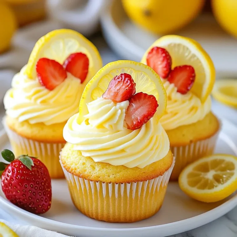 Für die Erdbeer-Zitronen Cupcakes brauchst du diese Zutaten: - 1 ½ Tassen Weizenmehl - 1 Tasse Zucker - ½ Tasse ungesalzene Butter, weich - 2 große Eier - ½ Tasse Buttermilch - 2 Esslöffel frischer Zitronensaft - Abrieb von 1 Zitrone - 1 Teelöffel Backpulver - ½ Teelöffel Natron - ¼ Teelöffel Salz - 1 Tasse frische Erdbeeren, gewürfelt Diese Zutaten bilden die Basis für den Teig. Die weiche Butter und der Zucker sorgen für eine luftige Textur. Die frischen Erdbeeren geben den Cupcakes eine saftige Note. Für das leckere Frosting benötigst du: - ½ Tasse Puderzucker - 2 Esslöffel Zitronensaft - 1 Esslöffel Butter, weich Das Frosting ist einfach, aber sehr lecker. Es bringt die Zitronennoten perfekt zur Geltung. Die Kombination aus Puderzucker und Zitronensaft ergibt eine zarte Creme. Um die besten Erdbeeren und Zitronen zu finden, beachte diese Tipps: - Erdbeeren: Wähle feste, rote Beeren ohne Druckstellen. Der Duft sollte süß sein. - Zitronen: Suche nach schweren Zitronen mit glatter Schale. Sie sind saftiger. Frische Zutaten machen den Unterschied. Sie bringen den Geschmack der Cupcakes zum Strahlen. Achte darauf, reife und saftige Früchte zu wählen. {{ingredient_image_2}} Heize deinen Ofen auf 175°C (350°F) vor. Nimm ein Muffinblech und lege es mit Papierförmchen aus. Dies hilft, die Cupcakes leicht zu entnehmen. Es ist wichtig, dass du die Förmchen gleichmäßig füllst. So backen die Cupcakes gut. In einer großen Schüssel mische die weiche Butter und den Zucker. Schlage die Mischung, bis sie hell und luftig ist. Das dauert etwa 3-5 Minuten. Füge nun die Eier einzeln hinzu und rühre gut nach jeder Zugabe. Dann gib die Buttermilch, den Zitronensaft und den Zitronenabrieb dazu. Rühre, bis alles gut vermischt ist. In einer separaten Schüssel vermische das Mehl, Backpulver, Natron und Salz. Mische die trockenen Zutaten mit der feuchten Mischung. Rühre nur bis alles gerade so vermengt ist. Jetzt hebe die gewürfelten Erdbeeren vorsichtig unter. Verteile den Teig gleichmäßig auf die Muffinförmchen. Fülle sie etwa zu zwei Dritteln. Backe die Cupcakes 18-20 Minuten. Sie sind fertig, wenn ein Zahnstocher sauber herauskommt. Lass die Cupcakes 5 Minuten im Blech abkühlen. Danach lege sie auf ein Kuchengitter zum vollständigen Abkühlen. Die Abkühlzeit ist wichtig. Wenn du das Frosting auf warme Cupcakes gibst, schmilzt es. Lass die Cupcakes also gut auskühlen. Um das Frosting zu machen, vermenge in einer Schüssel die weiche Butter mit dem Puderzucker. Füge nach und nach den Zitronensaft hinzu. Schlage die Mischung, bis sie leicht und luftig ist. Sobald die Cupcakes abgekühlt sind, dekoriere sie mit dem Frosting. Du kannst dafür einen Spritzbeutel oder ein Messer verwenden. Für den letzten Schliff garnierst du jeden Cupcake mit einer frischen Erdbeere und einer Zitronenscheibe. Um die ideale Konsistenz für Ihre Cupcakes zu erreichen, ist es wichtig, alle Zutaten bei Raumtemperatur zu verwenden. Das hilft, eine glatte und gleichmäßige Masse zu erzielen. Achten Sie darauf, die Butter und den Zucker gut zu mischen. Diese Mischung sollte hell und fluffig sein. Rühren Sie nicht zu lange, nachdem Sie das Mehl hinzugefügt haben. Ein paar Klumpen sind in Ordnung. Zu viel Rühren kann die Cupcakes hart machen. Ein häufiger Fehler ist, den Ofen nicht vorzuheizen. Dies kann die Backzeit und Textur der Cupcakes beeinträchtigen. Eine andere Falle ist, den Teig zu stark zu mischen, was zu dichten Cupcakes führt. Füllen Sie die Förmchen nicht zu voll; zwei Drittel sind perfekt. Überwachen Sie die Backzeit gut. Ein Zahnstocher hilft zu prüfen, ob die Cupcakes fertig sind. Für das Frosting verwenden Sie weiche Butter. Mischen Sie sie gut mit dem Puderzucker, damit es leicht wird. Fügen Sie den Zitronensaft langsam hinzu, um die richtige Konsistenz zu erreichen. Wenn das Frosting zu flüssig ist, geben Sie mehr Puderzucker dazu. Sie können das Frosting auch mit einem Spritzbeutel dekorieren. Garnieren Sie jeden Cupcake mit einer frischen Erdbeere oder einem Zitronenschnitz. So sehen sie noch schöner aus! Pro Tipps Frische Erdbeeren: Verwenden Sie frische, reife Erdbeeren für den besten Geschmack. Überprüfen Sie, ob sie fest und saftig sind, bevor Sie sie verwenden. Zitronenzeste: Der Abrieb von Bio-Zitronen sorgt für ein intensiveres Zitronenaroma in den Cupcakes. Vermeiden Sie den weißen Teil der Schale, da dieser bitter sein kann. Richtige Backzeit: Überprüfen Sie die Cupcakes einige Minuten vor Ablauf der Backzeit. Jeder Ofen kann unterschiedlich backen, und ein Zahnstocher sollte sauber herauskommen. Frosting kühl halten: Lassen Sie das Frosting vor dem Auftragen auf die Cupcakes etwas abkühlen, damit es die perfekte Konsistenz hat und leichter aufzutragen ist. {{image_4}} Um glutenfreie Erdbeer-Zitronen Cupcakes zu machen, ersetze das Weizenmehl. Nutze stattdessen eine glutenfreie Mehlmischung. Diese Mischungen enthalten oft Reis- oder Mandelmehl. Achte darauf, dass du auch Backpulver verwendest, das glutenfrei ist. Halte die restlichen Schritte gleich. Die Cupcakes bleiben saftig und lecker. Für vegane Erdbeer-Zitronen Cupcakes lasse die Eier weg. Ersetze sie durch Apfelmus oder Leinsamen. Du kannst 1 Esslöffel Leinsamen mit 3 Esslöffeln Wasser mischen. Lass es 5 Minuten ruhen, bis es dick wird. Tausche die Butter gegen vegane Margarine aus. Achte auch hier darauf, Sojamilch oder Hafermilch zu verwenden. Das Frosting kann auch variieren. Verwende Kokosnusscreme statt Butter für ein leichtes, cremiges Frosting. Für einen frischen Geschmack füge Limettensaft hinzu. Du kannst auch Frischkäse für ein reichhaltiges Frosting verwenden. Garnieren kannst du die Cupcakes mit Schokoladensplittern oder essbaren Blumen. Jede Alternative bringt neuen Spaß in deine Cupcakes. Um Ihre Erdbeer-Zitronen Cupcakes frisch zu halten, legen Sie sie in einen luftdichten Behälter. Stellen Sie sicher, dass sie vollständig abgekühlt sind, bevor Sie sie lagern. So verhindern Sie, dass sie matschig werden. Lagern Sie die Cupcakes bei Raumtemperatur, fern von direkter Sonneneinstrahlung. Vermeiden Sie den Kühlschrank, da er die Cupcakes austrocknen kann. Wenn Sie die Cupcakes länger aufbewahren möchten, können Sie sie einfrieren. Wickeln Sie jeden Cupcake einzeln in Frischhaltefolie. Legen Sie die eingewickelten Cupcakes in einen gefrierfesten Beutel. So bleibt der Geschmack erhalten. Zum Auftauen einfach die Cupcakes für einige Stunden bei Raumtemperatur stehen lassen. Frosting sollte erst nach dem Auftauen aufgetragen werden. Die Cupcakes halten sich bei richtiger Lagerung etwa 3 bis 4 Tage. Im Gefrierfach bleiben sie bis zu 3 Monate frisch. Achten Sie darauf, das Frosting nicht zu lange vorher aufzutragen. So bleiben die Cupcakes optimal im Geschmack. Ja, du kannst gefrorene Erdbeeren verwenden. Sie sind eine praktische Option. Achte darauf, sie vorher aufzutauen und gut abzutropfen. So vermeidest du zu viel Feuchtigkeit im Teig. Gefrorene Erdbeeren haben oft einen weicheren Geschmack. Frische Erdbeeren sind jedoch knackiger und süßer. Um den Zitronengeschmack zu verstärken, füge mehr Zitronenabrieb hinzu. Der Abrieb gibt viel Aroma. Du kannst auch etwas mehr Zitronensaft verwenden. Achte darauf, dass du die Balance zwischen Süße und Säure hältst. Eine Prise Zitronensäure kann ebenfalls helfen. Das bringt einen frischen Kick in die Cupcakes. Ja, die Cupcakes sind auch ohne Frosting sehr lecker. Der Geschmack von Erdbeeren und Zitrone kommt gut zur Geltung. Du kannst sie einfach so genießen oder mit Puderzucker bestäuben. Das gibt einen schönen, süßen Touch. Dennoch, das Frosting macht sie noch besonderer. Es bringt die Aromen zusammen und sieht toll aus. Erdbeer-Zitronen-Cupcakes sind leicht zu machen und schmecken frisch. Wir haben die Hauptzutaten, die Schritt-für-Schritt-Anleitung und nützliche Tipps besprochen. Es ist wichtig, die frischen Zutaten auszuwählen und häufige Fehler zu vermeiden. Variationen wie glutenfreie und vegane Optionen machen das Rezept für jeden zugänglich. Wenn Sie die Cupcakes richtig aufbewahren, bleiben sie lange frisch. Nutzen Sie die FAQs für weitere Fragen. Probieren Sie es aus und genießen Sie jeden Bissen dieser leckeren Cupcakes.