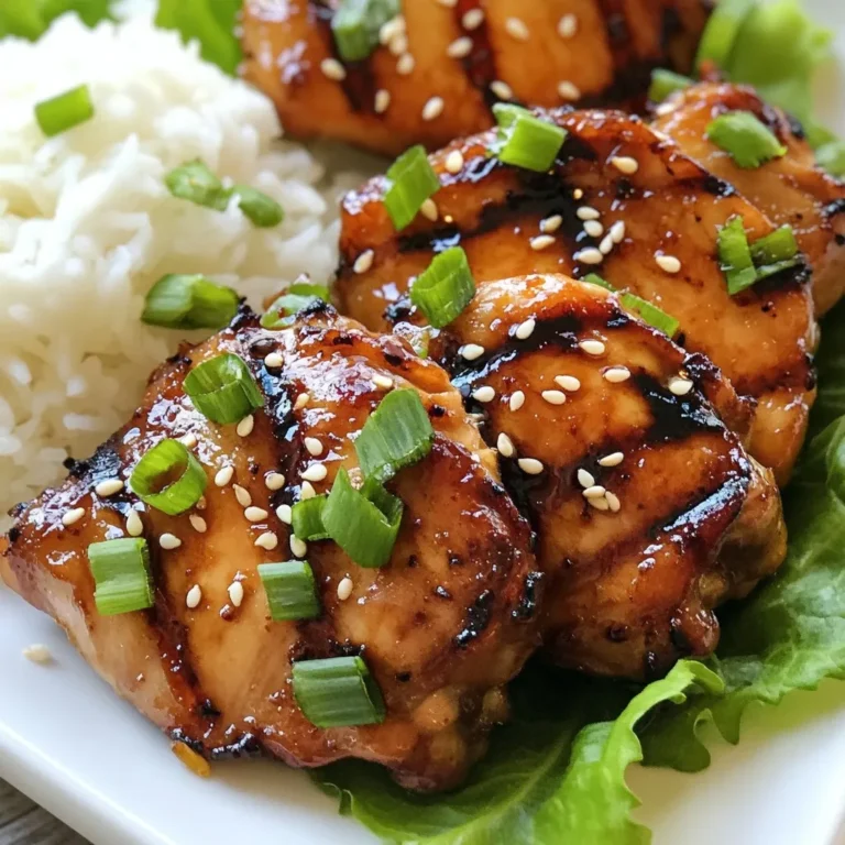 Für dieses leckere Gericht benötigst du: - 4 entbeinte, hautlose Hähnchenunterkeulen - 4 Esslöffel Sojasauce - 2 Esslöffel brauner Zucker - 1 Esslöffel Sesamöl - 4 Knoblauchzehen, fein gehackt - 1-zölliges Stück Ingwer, frisch gerieben - 1 Esslöffel Gochujang (koreanische rote Chilipaste) - 2 Frühlingszwiebeln, fein gehackt - 1 Esslöffel Reisessig - 1 Teelöffel schwarzer Pfeffer, gemahlen - Sesamkörner zum Garnieren Die Marinade ist der Schlüssel zu diesem Gericht. Sie sorgt für den vollen Geschmack. Du brauchst die Sojasauce, den braunen Zucker, das Sesamöl, Knoblauch, Ingwer, Gochujang, Reisessig und Pfeffer. Mische alles gut in einer großen Schüssel. So wird die Marinade gleichmäßig. Frische Zutaten machen einen großen Unterschied. Wähle saftige Hähnchenunterkeulen. Die Sojasauce sollte von guter Qualität sein. Achte darauf, dass der Ingwer frisch ist. Frische Frühlingszwiebeln verleihen deinem Gericht Farbe und Geschmack. Frische Zutaten bringen den besten Geschmack auf den Teller. {{ingredient_image_2}} Um die Marinade für die Korean BBQ Hähnchenunterkeulen zu machen, brauchst du eine große Schüssel. Gib 4 Esslöffel Sojasauce, 2 Esslöffel braunen Zucker und 1 Esslöffel Sesamöl hinein. Füge 4 fein gehackte Knoblauchzehen und 1 Zoll frisch geriebenen Ingwer hinzu. Jetzt kommt der besondere Kick: 1 Esslöffel Gochujang. Zum Schluss gib 1 Esslöffel Reisessig und 1 Teelöffel schwarzen Pfeffer dazu. Mische alles gut zusammen, bis der Zucker sich auflöst. Nimm die 4 entbeinten, hautlosen Hähnchenunterkeulen und lege sie in die Marinade. Achte darauf, dass sie gut bedeckt sind. Decke die Schüssel ab und stelle sie in den Kühlschrank. Lass die Hähnchen mindestens 1 Stunde marinieren. Wenn du Zeit hast, lasse sie über Nacht. So wird der Geschmack besser. Heize deinen Grill oder eine Grillpfanne auf mittelhohe Hitze. Nimm die Hähnchenunterkeulen aus der Marinade und lasse die überschüssige Marinade abtropfen. Bewahre die Marinade für später auf. Lege die Hähnchenstücke auf den Grill und grille sie 6-7 Minuten auf jeder Seite. Nach der Hälfte der Zeit kannst du sie mit der aufbewahrten Marinade bestreichen. Das Hähnchen sollte eine Innentemperatur von 75°C erreichen. Nachdem du die Hähnchenunterkeulen gegrillt hast, nimm sie vom Grill und lasse sie einige Minuten ruhen. Das hilft, die Säfte zu bewahren. Schneide die Hähnchenunterkeulen in Scheiben und garniere sie mit gehackten Frühlingszwiebeln und Sesamkörnern. Serviere sie auf einer großen Platte mit gedünstetem Reis und frischen Salatblättern. Die richtige Grilltemperatur ist wichtig für leckeres Hähnchen. Du solltest den Grill auf mittelhohe Hitze vorheizen. Das bedeutet etwa 180 bis 200 Grad Celsius. So wird das Hähnchen gleichmäßig gar. Wenn es zu heiß ist, kann die Haut verbrennen, bevor das Fleisch durch ist. Um den Geschmack zu steigern, marinierst du die Hähnchenunterkeulen mindestens eine Stunde. Besser ist, sie über Nacht im Kühlschrank zu lassen. Dadurch zieht die Marinade tief ins Fleisch ein. Ein weiterer Trick ist, während des Grillens die Hähnchen mit der Marinade zu bestreichen. Das gibt mehr Geschmack und hält das Hähnchen saftig. Die Marinade ist nicht nur zum Marinieren da. Du kannst sie auch beim Grillen verwenden. Nimm etwas von der Marinade, bevor du das Hähnchen grillst, und behalte sie auf Seite. Während des Grillens kannst du das Hähnchen damit bestreichen. So wird es noch geschmackvoller. Achte darauf, dass du die Marinade nicht mit rohem Hähnchen in Berührung bringst, um die Sicherheit zu gewährleisten. Pro Tipps Marinieren für mehr Geschmack: Lassen Sie die Hähnchenunterkeulen idealerweise über Nacht in der Marinade, um das Aroma zu intensivieren. Grillen bei der richtigen Temperatur: Stellen Sie sicher, dass der Grill die richtige Temperatur hat, um ein gleichmäßiges Garen zu gewährleisten und das Hähnchen saftig zu halten. Überwachung der Innentemperatur: Verwenden Sie ein Fleischthermometer, um sicherzustellen, dass das Hähnchen eine Innentemperatur von 75°C (165°F) erreicht hat. Ruhen lassen: Lassen Sie das Hähnchen nach dem Grillen einige Minuten ruhen, damit sich die Säfte setzen können und das Fleisch zarter wird. {{image_4}} Wenn du keinen Gochujang hast, keine Sorge! Du kannst auch andere Zutaten nutzen. Verwende Sriracha für Schärfe. Diese Sauce hat ebenfalls einen guten Geschmack. Eine Mischung aus roter Paprikapaste und Honig kann auch funktionieren. So erhältst du eine süße und würzige Note. Beilagen können dein Gericht aufpeppen. Gedämpfter Reis passt gut dazu. Er nimmt die Aromen auf und macht das Essen reichhaltiger. Frische Salatblätter sind auch eine tolle Wahl. Du kannst die Hähnchenstücke darin einwickeln. Außerdem sind eingelegte Gurken eine erfrischende Ergänzung. Sie bringen eine knackige Textur ins Spiel. Um Abwechslung zu bieten, kannst du verschiedene Marinaden ausprobieren. Eine Teriyaki-Marinade bringt süße und salzige Aromen. Mische Sojasauce, Honig und Knoblauch für eine schnelle Marinade. Für einen italienischen Touch probiere eine Mischung aus Olivenöl, Zitrone und Kräutern. Jede Marinade gibt dem Hähnchen einen neuen Geschmack. Experimentiere und finde deinen Favoriten! Um übrig gebliebenes Hähnchen sicher zu lagern, lasse es zuerst abkühlen. Lege die Stücke dann in einen luftdichten Behälter. Du kannst das Hähnchen im Kühlschrank bis zu drei Tage aufbewahren. Achte darauf, dass die Temperatur unter 4°C bleibt. So bleibt das Hähnchen frisch und lecker. Wenn du das Hähnchen länger aufbewahren möchtest, friere es ein. Verwende gefriergeeignete Beutel oder Behälter. Stelle sicher, dass du die Luft so gut wie möglich herausdrückst. Somit vermeidest du Gefrierbrand. Das Hähnchen hält sich im Gefrierfach bis zu drei Monate. Beschrifte die Beutel mit dem Datum. So weißt du immer, wie lange es schon drin ist. Zum Aufwärmen nimm das Hähnchen aus dem Kühlschrank oder Gefrierfach. Wenn es gefroren ist, tau es zuerst im Kühlschrank auf. Du kannst das Hähnchen in der Mikrowelle aufwärmen. Achte darauf, es gleichmäßig zu erhitzen. Eine andere Methode ist das Erwärmen im Ofen. Stelle den Ofen auf 180°C und lege das Hähnchen in eine Auflaufform. Decke es mit Alufolie ab, um es saftig zu halten. Erwärme es für etwa 15-20 Minuten. So bleibt es zart und lecker. Hähnchenunterkeulen sollten mindestens 1 Stunde marinieren. Ich empfehle, sie über Nacht im Kühlschrank zu lassen. So ziehen die Aromen besser ein. Die Marinade enthält Sojasauce, braunen Zucker und Gochujang. Das sorgt für viel Geschmack. Wenn du die Hähnchenunterkeulen länger marinierst, wird das Fleisch noch zarter. Ja, du kannst die Hähnchenunterkeulen auch im Ofen zubereiten. Heize den Ofen auf 200 Grad Celsius vor. Lege die marinierten Hähnchenunterkeulen auf ein Backblech. Backe sie für 25 bis 30 Minuten. Stelle sicher, dass das Hähnchen eine Innentemperatur von 75 Grad Celsius erreicht. So bleiben sie saftig und lecker. Gochujang ist nicht zwingend notwendig, aber es bringt tollen Geschmack. Diese koreanische Chilipaste gibt eine süße und scharfe Note. Wenn du keinen Gochujang hast, kannst du eine andere Chilipaste verwenden. Du kannst auch etwas mehr braunen Zucker für die Süße hinzufügen. Das Ergebnis wird trotzdem lecker sein! Korean BBQ Hähnchenunterkeulen sind einfach zuzubereiten und voller Geschmack. Du hast gelernt, welche Zutaten wichtig sind und wie du sie richtig marinierst. Unsere Schritt-für-Schritt-Anleitung hat dir gezeigt, wie du am besten grillst. Mit Tipps und Tricks kannst du sicherstellen, dass dein Hähnchen saftig wird. Variationen halten das Rezept spannend. Schließlich weißt du nun, wie du Reste sicher aufbewahrst. Nutze dieses Wissen, um deine Grillkünste zu verbessern und den Leuten ein leckeres Gericht zu bieten. Probiere es aus!