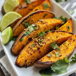 - 2 große Süßkartoffeln, in Wedges geschnitten - 3 Esslöffel Olivenöl Süßkartoffeln sind die Hauptzutaten in diesem Rezept. Sie sind süß und nahrhaft. Ich schneide sie in Wedges, damit sie gleichmäßig garen. Olivenöl sorgt dafür, dass die Wedges knusprig werden. Es hilft auch, die Gewürze gut zu halten. - 1 Teelöffel Knoblauchpulver - 1 Teelöffel geräuchertes Paprikapulver - 1 Teelöffel Kreuzkümmel - 1/2 Teelöffel Cayennepfeffer (je nach gewünschtem Schärfegrad anpassen) - Salz und Pfeffer nach Geschmack Diese Gewürze bringen viel Geschmack. Knoblauchpulver gibt ein tolles Aroma. Geräuchertes Paprikapulver fügt einen rauchigen Geschmack hinzu. Kreuzkümmel sorgt für eine warme Note. Cayennepfeffer kann die Wedges schärfer machen, je nach Vorliebe. Salz und Pfeffer runden alles ab. - Frische Koriander- oder Petersilienblätter - Limettenschnitze Frische Kräuter wie Koriander oder Petersilie machen die Wedges noch leckerer. Sie bringen Farbe und Frische. Limettenschnitze sind ideal zum Servieren. Ein Spritzer Limette gibt den Wedges einen frischen Kick. {{ingredient_image_2}} Heize deinen Ofen auf 220°C (425°F) vor. Das sorgt für eine gleichmäßige Hitze. So werden die Wedges schön knusprig. Schneide die Süßkartoffeln in Wedges. Nimm eine große Schüssel und vermenge die Wedges mit 3 Esslöffeln Olivenöl. Stelle sicher, dass jede Wedge gut mit Öl bedeckt ist. Das hilft, die Gewürze festzuhalten und die Süßkartoffeln knusprig zu machen. In einer kleinen Schüssel mische 1 Teelöffel Knoblauchpulver, 1 Teelöffel geräuchertes Paprikapulver, 1 Teelöffel Kreuzkümmel und 1/2 Teelöffel Cayennepfeffer. Füge Salz und Pfeffer nach Geschmack hinzu. Streue die Mischung gleichmäßig über die Wedges. Mische alles gut durch, bis die Wedges gleichmäßig gewürzt sind. Lege die gewürzten Wedges in einer einzigen Schicht auf ein mit Backpapier ausgelegtes Backblech. Schiebe das Blech in den vorgeheizten Ofen und röste die Wedges 25-30 Minuten. Wende die Wedges nach der Hälfte der Zeit. So werden sie goldbraun und außen knusprig. Nach dem Rösten lass sie kurz abkühlen. Serviere die Wedges mit frischem Koriander oder Petersilie und Limettenschnitzen für eine frische Note! Um besonders knusprige Wedges zu erhalten, gibt es einige einfache Tipps. Verwende frische Süßkartoffeln. Sie haben mehr Feuchtigkeit und Geschmack. Schneide die Wedges gleichmäßig. So garen sie gleichmäßig und werden knusprig. Ein weiterer wichtiger Punkt ist die Ölmenge. Nutze genügend Olivenöl, um jede Wedge gut zu bedecken. Dies hilft, eine schöne goldene Farbe zu erreichen. Lege die Wedges in einer einzigen Schicht auf das Backblech. Überlappung kann die Knusprigkeit reduzieren. Wende die Wedges nach der Hälfte der Backzeit. So werden sie von allen Seiten gleichmäßig braun. Cayennepfeffer ist ein toller Weg, um deinen Wedges Schärfe zu verleihen. Du kannst die Menge nach deinem Geschmack anpassen. Wenn du es mild magst, nimm weniger. Für mehr Schärfe, füge mehr hinzu. Probiere es einfach aus! Du kannst auch verschiedene Paprikaarten verwenden. So findest du die perfekte Balance für deine Wedges. Es gibt viele Möglichkeiten, die Gewürze zu variieren. Du kannst italienische Kräuter wie Oregano und Basilikum verwenden. Diese geben einen anderen Geschmack. Auch ein Hauch von Zimt kann die Süße der Süßkartoffeln betonen. Wenn du es herzhaft magst, probiere Thymian oder Rosmarin. Die Möglichkeiten sind endlos! Mixe die Gewürze, um deine perfekte Mischung zu finden. Pro Tipps Die richtige Süßkartoffel wählen: Achten Sie darauf, fest und ohne dunkle Flecken zu sein. Die Orangefarbene Sorte ist ideal für Rösten, da sie süß und cremig wird. Für extra Knusprigkeit sorgen: Lassen Sie die Wedges nach dem Schneiden etwa 30 Minuten in kaltem Wasser einweichen. Dies entfernt überschüssige Stärke und führt zu einer knusprigeren Textur. Variationen der Gewürze: Experimentieren Sie mit verschiedenen Gewürzen wie Zimt oder Curry, um neue Geschmackskombinationen zu entdecken, die gut zu Süßkartoffeln passen. Servieren mit Dip: Kombinieren Sie die Wedges mit einem Joghurt- oder Avocado-Dip für einen zusätzlichen Geschmack und eine cremige Textur, die die Würze ausgleicht. {{image_4}} Du kannst die Süßkartoffel-Wedges leicht ändern. Eine tolle Idee ist, Mietersonlen und italienische Kräuter hinzuzufügen. Diese Kräuter geben den Wedges einen neuen Geschmack. Mische einfach getrocknete Kräuter wie Oregano oder Basilikum in die Gewürzmischung. Für spezielle Diäten kannst du die Wedges anpassen. Diese Rezeptur ist bereits vegan und glutenfrei. Verwende einfach alle Zutaten, die du hast. Das macht die Wedges gesund und lecker. Wenn du willst, kannst du auch andere Öle benutzen. Kokosöl oder Avocadoöl sind gute Alternativen. Die Wedges schmecken noch besser mit Dips. Guacamole oder Joghurt-Dip sind großartige Optionen. Du kannst auch einen scharfen Salsa-Dip probieren. Diese Dips bringen neue Aromen. Serviere sie immer frisch, um den besten Geschmack zu genießen. Um die Reste Ihrer knusprigen Süßkartoffel-Wedges richtig zu lagern, legen Sie sie in einen luftdichten Behälter. Stellen Sie sicher, dass die Wedges vollständig abgekühlt sind, bevor Sie sie verpacken. So bleiben sie frisch und lecker. Lagern Sie die Wedges im Kühlschrank. Sie sollten innerhalb von drei bis vier Tagen verzehrt werden, um die beste Qualität zu gewährleisten. Wenn Sie die Wedges wieder aufwärmen, möchten Sie die Knusprigkeit bewahren. Heizen Sie Ihren Ofen auf 200°C (400°F) vor. Legen Sie die Wedges auf ein Backblech und rösten Sie sie für etwa 10 Minuten. So werden sie wieder heiß und knusprig. Vermeiden Sie die Mikrowelle, da diese die Wedges weich macht. Die Haltbarkeit der Süßkartoffel-Wedges beträgt drei bis vier Tage im Kühlschrank. Nach dieser Zeit können sie an Geschmack und Textur verlieren. Wenn Sie die Wedges länger aufbewahren möchten, können Sie sie auch einfrieren. In einem luftdichten Behälter halten sie sich bis zu drei Monate im Gefrierschrank. Die Zubereitung der Süßkartoffel-Wedges dauert insgesamt etwa 40 Minuten. Die Vorbereitungszeit beträgt etwa 10 Minuten. Diese Zeit benötigt man, um die Süßkartoffeln zu schneiden und die Gewürze zu mischen. Danach kommen die Wedges für 25-30 Minuten in den Ofen. So bekommst du knusprige und köstliche Wedges. Ja, du kannst auch andere Kartoffelsorten verwenden. Normale Kartoffeln sind eine gute Wahl. Sie haben jedoch eine andere Textur und einen anderen Geschmack. Süßkartoffeln sind süßer und cremiger. Normale Kartoffeln sind neutraler im Geschmack. Der Hauptunterschied liegt in den Nährstoffen. Süßkartoffeln sind reich an Vitaminen und Antioxidantien, was sie gesünder macht. Ja, Süßkartoffel-Wedges sind gesund. Sie bieten viele Nährstoffe. Süßkartoffeln sind reich an Ballaststoffen, Vitaminen und Mineralstoffen. Sie enthalten Vitamin A, das gut für das Sehen ist. Süßkartoffeln haben auch weniger Kalorien als normale Kartoffeln. Sie sind eine gute Wahl für eine gesunde Ernährung. Süßkartoffel-Wedges sind einfach zuzubereiten und lecker. Wir haben die Hauptzutaten, wie Süßkartoffeln und Olivenöl, sowie wichtige Gewürze besprochen. Ich habe dir eine Schritt-für-Schritt-Anleitung gegeben, um perfekte Wedges zu kochen. Außerdem findest du Tipps zur Zubereitung und Lagerung, damit deine Wedges knusprig bleiben. Experimentiere mit verschiedenen Gewürzen und Dips, um eigene Varianten zu kreieren. Genieße die Mischung aus Geschmack und Gesundheit, die diese Wedges bieten!