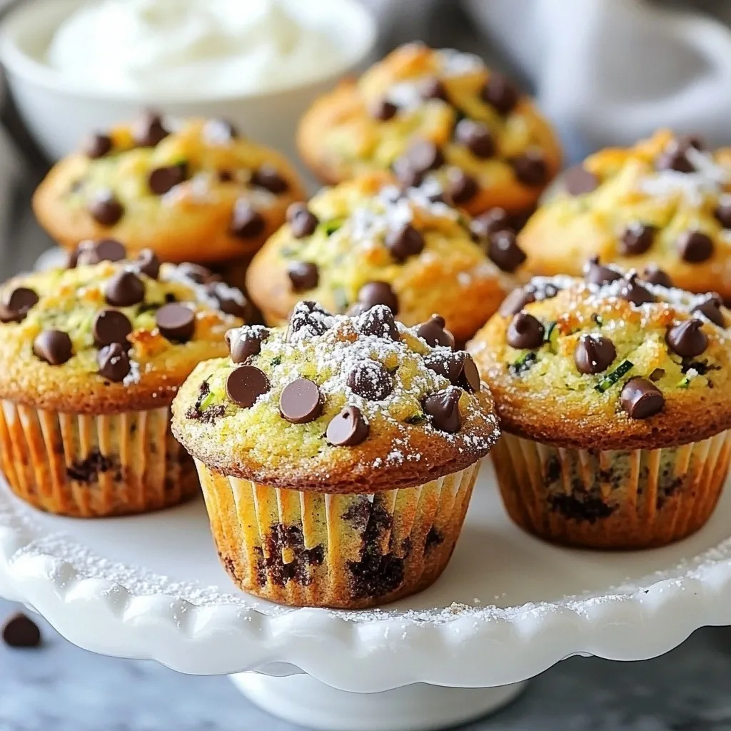 Für diese leckeren Muffins brauchen wir einfache, frische Zutaten. Die Kombination von Zucchini und Schokolade macht sie besonders. Hier sind die Hauptzutaten: - 2 Tassen geriebene Zucchini (ca. 2 mittelgroße Zucchinis) - 1 ½ Tassen Weizenmehl - 1 Teelöffel Natron - 1 Teelöffel Backpulver - ½ Teelöffel Salz - 1 Teelöffel Zimt - ½ Tasse weißer Zucker - ½ Tasse brauner Zucker, gepackt - 2 große Eier - ½ Tasse Pflanzenöl - 1 Teelöffel Vanilleextrakt - 1 Tasse halbierte Schokoladenstückchen - Optional: ½ Tasse gehackte Walnüsse oder Pekannüsse Jede Zutat hat ihren eigenen Zweck. Hier ist, was jede Zutat macht: - Zucchini: Sie macht die Muffins saftig. Sie gibt auch Nährstoffe. - Mehl: Es gibt Struktur. Wir verwenden Weizenmehl für die beste Textur. - Natron und Backpulver: Diese sorgen für das Aufgehen der Muffins. - Salz: Es hebt den Geschmack der anderen Zutaten. - Zimt: Er bringt Wärme und ein wunderbares Aroma. - Zucker: Beide Zuckerarten sorgen für Süße. Brauner Zucker gibt mehr Tiefe. - Eier: Sie binden die Zutaten und geben Feuchtigkeit. - Pflanzenöl: Es hält die Muffins zart und feucht. - Vanilleextrakt: Er verleiht einen schönen, süßen Geschmack. - Schokoladenstückchen: Sie sind das Highlight! - Nüsse: Optional, aber sie geben einen tollen Crunch. Frische Zucchini sind der Schlüssel zu guten Muffins. Achte auf diese Punkte: - Farbe: Die Zucchini sollte eine gleichmäßige, leuchtende grüne Farbe haben. - Haut: Sie muss fest und glatt sein. Vermeide Zucchini mit dunklen Flecken oder Druckstellen. - Größe: Wähle mittelgroße Zucchini. Zu große haben oft viele Samen und sind wässrig. - Frische: Kaufe Zucchini, die du bald verwendest. Sie hält sich nicht lange. Mit diesen Zutaten und Tipps bist du bereit, die besten Schokoladenstückchen-Zucchini-Muffins zu backen! {{ingredient_image_2}} Heize deinen Ofen auf 180 °C vor. Bereite ein Muffinblech vor, indem du es mit Papierförmchen auslegst oder mit Kochspray besprühst. So lösen sich die Muffins später leicht. Nimm zwei mittelgroße Zucchinis und reibe sie grob. In einer Schüssel vermische die geriebene Zucchini mit einer Prise Salz. Lass sie etwa 10 Minuten ruhen. Das Salz hilft, die überschüssige Feuchtigkeit zu ziehen. Danach drücke die Zucchini vorsichtig mit einem Küchentuch aus. So werden deine Muffins nicht zu nass. In einer großen Schüssel vermische das Weizenmehl, Natron, Backpulver, Salz und Zimt. Rühre gut um, bis alles gleichmäßig verteilt ist. In einer separaten Schüssel vermische den weißen und braunen Zucker mit den Eiern, dem Pflanzenöl und dem Vanilleextrakt. Schlage die Mischung glatt. Füge die trockenen Zutaten nach und nach hinzu. Rühre sanft, bis ein Teig entsteht. Übermixen führt zu harten Muffins. Zum Schluss hebe die vorbereitete Zucchini, die Schokoladenstückchen und die Nüsse vorsichtig unter. Verteile den Teig gleichmäßig in die Muffinförmchen und fülle sie etwa ¾ voll. Um den perfekten Muffinteig zu machen, folge diesen einfachen Regeln: - Verwende frisch geriebene Zucchini. Sie bringt Feuchtigkeit und Geschmack. - Achte darauf, die Zucchini gut auszudrücken. So wird der Teig nicht zu nass. - Mische die trockenen Zutaten in einer Schüssel. Das sorgt für gleichmäßige Verteilung. - Füge die feuchten Zutaten langsam hinzu. Rühre nur kurz, um Klumpen zu vermeiden. Du kannst die Muffins leicht anpassen. Hier sind einige Ideen: - Tausche die Schokoladenstückchen gegen getrocknete Früchte. Das bringt eine fruchtige Note. - Probiere verschiedene Nüsse aus. Mandeln oder Haselnüsse passen gut dazu. - Füge Gewürze hinzu, wie Muskatnuss oder Ingwer, um einen neuen Geschmack zu kreieren. - Verwende Honig oder Agavendicksaft anstelle von Zucker für eine andere Süße. Hier sind einige Fehler und Tipps, um sie zu vermeiden: - Zuviel Rühren: Das macht die Muffins zäh. Rühre nur bis alles vermischt ist. - Falsche Backzeit: Überprüfe die Muffins frühzeitig. Sie sind fertig, wenn ein Zahnstocher sauber herauskommt. - Zu viele Zutaten: Halte dich an die Rezeptmengen. Zu viel kann das Ergebnis ruinieren. - Kein Auskühlen: Lass die Muffins in der Form abkühlen. So bleiben sie schön feucht. Pro Tipps Frische Zucchini verwenden: Achte darauf, frische und feste Zucchini zu verwenden, um den besten Geschmack und die beste Textur zu erzielen. Teig nicht übermixen: Rühre den Teig nur so lange, bis die Zutaten kombiniert sind. Übermixen kann zu zähen Muffins führen. Variationen ausprobieren: Experimentiere mit verschiedenen Nüssen oder Trockenfrüchten, um den Muffins eine persönliche Note zu geben. Richtige Lagerung: Bewahre die Muffins in einem luftdichten Behälter auf, um ihre Frische und Feuchtigkeit zu erhalten. {{image_4}} Wenn du die Schokoladenstückchen variieren möchtest, gibt es viele Optionen. Du kannst weiße Schokolade oder Zartbitterschokolade verwenden. Auch Trockenfrüchte wie Rosinen oder Cranberries sind eine tolle Wahl. Diese Alternativen bringen neue Geschmäcker. Probiere auch, die Schokoladenstückchen mit Karamellstückchen zu kombinieren. Das gibt den Muffins eine süße Überraschung. Die Muffins lassen sich leicht anpassen. Du kannst Nüsse wie Walnüsse oder Pekannüsse hinzufügen. Diese geben einen knackigen Biss. Auch Gewürze wie Muskatnuss oder Ingwer passen gut zu Zucchini. Ein Teelöffel Kokosraspel bringt einen neuen Geschmack. Denke daran, die zusätzliche Menge nicht zu groß zu machen. Zu viele Zutaten können die Struktur der Muffins ändern. Wenn du eine vegane Variante machen möchtest, ist das einfach. Ersetze die Eier durch Apfelmus oder eine Banane. Diese Zutaten geben Feuchtigkeit und Süße. Verwende pflanzliches Öl wie Kokosöl anstelle von Pflanzenöl. Achte darauf, vegane Schokoladenstückchen zu wählen. Diese sind oft milchfrei und perfekt für vegane Muffins. So kannst du leckere Schokoladenstückchen-Zucchini-Muffins genießen, ganz ohne tierische Produkte. Um die Schokoladenstückchen-Zucchini-Muffins frisch zu halten, lege sie in einen luftdichten Behälter. Achte darauf, dass sie vollständig abgekühlt sind, bevor du sie lagerst. So bleibt die feuchte Textur erhalten. Du kannst die Muffins auch in Frischhaltefolie einwickeln. Dies schützt sie vor Luft und Feuchtigkeit. Richtig gelagerte Muffins halten sich etwa 3 bis 5 Tage bei Raumtemperatur. Wenn du sie länger aufbewahren willst, lege sie in den Kühlschrank. Dort bleiben sie bis zu einer Woche frisch. Achte darauf, dass sie gut verpackt sind, um das Austrocknen zu verhindern. Wenn du die Muffins eingefroren hast, lasse sie im Kühlschrank über Nacht auftauen. Du kannst sie auch bei Zimmertemperatur auftauen lassen. Um sie aufzuwärmen, lege die Muffins für 10 bis 15 Sekunden in die Mikrowelle. Alternativ kannst du sie im Ofen bei 150 °C für etwa 5 Minuten aufwärmen. So schmecken sie fast wie frisch gebacken! Ja, du kannst die Muffins glutenfrei machen. Ersetze das Weizenmehl durch eine glutenfreie Mischung. Achte darauf, dass die Mischung für Backwaren geeignet ist. Diese Mehle enthalten oft Bindemittel, die helfen, die Struktur der Muffins zu verbessern. Probiere auch Mandelmehl oder Kokosmehl. Denke daran, die Menge leicht anzupassen, da diese Mehle unterschiedlich viel Feuchtigkeit aufnehmen. Die Süße der Muffins ist leicht anpassbar. Du kannst den weißen oder braunen Zucker reduzieren. Wenn du weniger Zucker verwendest, bleibt der Zucchini-Geschmack stärker. Du kannst auch Honig oder Ahornsirup verwenden, um die Muffins süßer zu machen. Diese Alternativen fügen einen neuen Geschmack hinzu. Wenn du es gesünder magst, benutze weniger Zucker und mehr Zucchini. Ja, diese Muffins sind großartig für Kinder. Sie sind süß und schokoladig, was Kinder lieben. Die Zucchini macht sie feucht und gesund. Sie sind perfekt als Snack oder Frühstück. Du kannst sie klein schneiden, um sie für kleine Hände leichter zu machen. Die Kombination von Schokolade und Zucchini macht sie besonders lecker. Kinder werden sie sicher genießen! Diese Anleitung hilft dir, schokoladige Zucchini-Muffins zu backen. Wir haben die Hauptzutaten, die Schritte und wichtige Tipps besprochen. Du weißt jetzt, wie du frische Zucchini wählst und wie du den Teig perfekt hinbekommst. Variiere die Zutaten nach deinem Geschmack und passe sie nach Bedarf an. Denke daran, die Muffins richtig zu lagern, damit sie lange frisch bleiben. Mit diesen einfachen Tipps gelingt dir das perfekte Muffin-Rezept. Genieße die leckeren Muffins und teile sie mit Freunden und Familie.