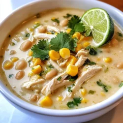 - 2 Tassen gekochtes Hühnchen, zerrupft - 1 Dose (15 oz) weiße Bohnen, abgetropft und abgespült - 1 Tasse Mais, gefroren oder frisch - 1 mittelgroße Zwiebel, gewürfelt - 2 Knoblauchzehen, fein gehackt - 1 grüne Paprika, gewürfelt - 1 Jalapeño, entkernt und fein gehackt (optional für Schärfe) Die Hauptzutaten bilden die Basis für das Chili. Gekochtes Hühnchen ist herzhaft und zart. Weiße Bohnen geben viel Protein und eine cremige Textur. Frischer Mais bringt eine süße Note. Zwiebel und Paprika bieten Geschmack und Farbe. Jalapeño fügt einen Kick hinzu, wenn du es schärfer magst. - 4 Tassen Hühnerbrühe - 1 Tasse Sahne oder Kokosmilch für eine milchfreie Variante - 1 Teelöffel Kreuzkümmel - 1 Teelöffel Chili-Pulver - ½ Teelöffel geräuchertes Paprika - Salz und Pfeffer nach Geschmack Die Gewürze machen dein Chili geschmackvoll. Hühnerbrühe gibt Tiefe. Sahne oder Kokosmilch sorgt für Cremigkeit. Kreuzkümmel und Chili-Pulver bringen Wärme. Geräuchertes Paprika fügt einen rauchigen Geschmack hinzu. Salz und Pfeffer runden das Ganze ab. - Frischer Koriander, gehackt (zum Garnieren) - Limettenschnitze (zum Servieren) Garnierungen sind wichtig für den letzten Schliff. Frischer Koriander gibt Frische und Farbe. Limettenschnitze fügen einen tollen Zitrusgeschmack hinzu. Diese einfachen Zutaten machen dein Chili noch besser und schöner. {{ingredient_image_2}} Zuerst schneiden Sie die Zwiebel und die Paprika in kleine Stücke. Das macht das Kochen einfacher. Hacken Sie dann den Knoblauch fein, um den vollen Geschmack zu nutzen. Wenn Sie etwas Schärfe mögen, entfernen Sie die Kerne der Jalapeño und hacken Sie sie klein. Diese Schritte sorgen für eine gute Basis. Erhitzen Sie einen Esslöffel Olivenöl in einem großen Topf bei mittlerer Hitze. Fügen Sie die gewürfelte Zwiebel und Paprika hinzu und braten Sie diese etwa fünf Minuten lang an. Sie sollten weich werden und anfangen zu duften. Dann geben Sie den gehackten Knoblauch und die Jalapeño dazu. Braten Sie alles für eine weitere Minute an. Das wird Ihr Chili aromatisch machen. Jetzt ist es Zeit, das zerrupfte Hühnchen und die weißen Bohnen hinzuzufügen. Geben Sie auch den Mais und die Hühnerbrühe dazu. Streuen Sie den Kreuzkümmel, das Chili-Pulver und das geräucherte Paprika darüber. Rühren Sie alles gut um. Lassen Sie die Mischung für 15 bis 20 Minuten bei schwacher Hitze köcheln. Rühren Sie gelegentlich um, damit nichts anbrennt. Die Aromen vereinen sich und das Chili wird lecker. Reduzieren Sie die Hitze auf niedrig und rühren Sie die Sahne oder Kokosmilch ein. Lassen Sie das Chili für weitere fünf Minuten durchwärmen. Schmecken Sie dann mit Salz und Pfeffer ab. Passen Sie die Gewürze nach Ihrem Geschmack an. Ein Spritzer Limettensaft am Ende macht das Chili frisch und lebendig. Um die perfekte Dicke für dein Chili zu erreichen, gibt es einige Tricks. Wenn dein Chili zu dünn ist, füge mehr Bohnen oder etwas Mais hinzu. Du kannst auch etwas weniger Brühe verwenden. Möchtest du es dicker machen? Lass es einfach länger köcheln. So verdampft etwas Flüssigkeit und die Aromen werden intensiver. Die richtige Würze macht dein Chili besonders lecker. Ich empfehle, mit Kreuzkümmel und Chili-Pulver zu starten. Diese Gewürze bringen viel Geschmack. Wenn du es lieber scharf magst, füge mehr Jalapeño hinzu. Du kannst auch etwas geräuchertes Paprika probieren, um einen rauchigen Geschmack zu erhalten. Passen die Gewürze nicht? Trau dich, sie nach deinem Geschmack anzupassen. Die besten Beilagen machen dein Chili noch besser. Frischer Koriander ist eine tolle Garnitur. Er bringt Frische in jedes Gericht. Limettenschnitze geben einen spritzigen Geschmack. Du kannst auch Tortillas oder frisches Brot dazu servieren. Diese Beilagen machen dein Essen noch herzlicher und leckerer. Pro Tipps Hühnchen vorbereiten: Verwenden Sie übrig gebliebenes Hühnchen oder Hühnerbrust, die Sie im Voraus kochen und zerrupfen können, um Zeit zu sparen. Würze anpassen: Probieren Sie verschiedene Gewürze wie Oregano oder Koriander, um dem Chili eine persönliche Note zu geben. Konsistenz variieren: Für ein dickeres Chili können Sie einen Teil der Bohnen pürieren und wieder hinzufügen. Einweichen der Bohnen: Wenn Sie getrocknete Bohnen verwenden, weichen Sie diese über Nacht ein, um die Kochzeit zu verkürzen und die Textur zu verbessern. {{image_4}} Um eine vegetarische Version von cremigem weißen Hühnchen-Chili zu machen, ersetze das Hühnchen durch Tofu. Nimm festen Tofu und schneide ihn in kleine Würfel. Brate die Würfel in etwas Öl an, bis sie goldbraun sind. Füge dann die anderen Zutaten wie Bohnen, Mais und Gemüse hinzu. So bleibt der Geschmack voll, und du bekommst eine tolle Proteinquelle. Wenn du es schärfer magst, füge mehr Jalapeños oder andere Chilischoten hinzu. Du kannst auch mit verschiedenen Sorten experimentieren. Probiere Habaneros oder Serrano-Chilis für mehr Hitze. Denk daran, die Schoten gut zu entkernen, wenn du es nicht zu scharf magst. Die Schärfe bringt eine aufregende Note in das Chili. Für eine Tex-Mex-Version, füge Käse und Tortillas hinzu. Du kannst geriebenen Käse direkt in das Chili rühren. Tortillas sind perfekt als Beilage. Serviere sie warm und schneide sie in Streifen. So bekommst du eine schöne Textur und mehr Geschmack. Garnieren mit frischem Koriander macht es noch besser. Bewahre dein Chili in einem luftdichten Behälter auf. Es bleibt bis zu fünf Tage frisch. Lass das Chili zuerst abkühlen. So verhinderst du, dass sich Kondenswasser bildet. Vor dem Servieren kannst du es einfach umrühren. Um Chili einzufrieren, gehe wie folgt vor: 1. Lass das Chili vollständig abkühlen. 2. Fülle es in gefriergeeignete Behälter oder Gefrierbeutel. 3. Lasse etwas Platz für die Ausdehnung. 4. Beschrifte die Behälter mit Datum und Inhalt. 5. Friere das Chili bis zu drei Monate ein. Um das Chili wieder aufzuwärmen, gibt es einige Methoden: - Mikrowelle: Gib das Chili in eine Schüssel und decke es ab. Erhitze es in 1-Minuten-Intervallen. - Herd: Erwärme das Chili in einem Topf bei mittlerer Hitze. Rühre es regelmäßig um, damit es gleichmäßig heiß wird. - Ofen: Fülle das Chili in eine Auflaufform, decke es mit Folie ab und erwärme es bei 180 °C für etwa 20 Minuten. Mit diesen Tipps bleibt dein cremiges Hühnchen-Chili immer köstlich! Cremige weiße Hühnchen-Chili bleibt im Kühlschrank etwa drei bis fünf Tage frisch. Lagern Sie es in einem luftdichten Behälter. Wenn Sie länger aufbewahren möchten, können Sie es einfrieren. Im Gefrierfach hält es bis zu drei Monate. Zum Einfrieren, lassen Sie das Chili zuerst abkühlen. Füllen Sie es dann in einen gefrierfesten Behälter. Denken Sie daran, etwas Platz zu lassen, da sich die Flüssigkeit beim Gefrieren ausdehnt. Um es wieder aufzuwärmen, lassen Sie es über Nacht im Kühlschrank auftauen. Erwärmen Sie es dann langsam auf dem Herd. Ja, Sie können das Rezept anpassen! Zum Beispiel können Sie das Hühnchen durch Tofu ersetzen, wenn Sie eine vegetarische Option möchten. Sie können auch die Bohnen variieren. Kidneybohnen oder schwarze Bohnen passen gut. Wenn Sie keine Jalapeños mögen, lassen Sie sie weg oder verwenden Sie eine mildere Paprika. Für mehr Geschmack können Sie auch zusätzliche Gewürze wie Oregano oder Thymian hinzufügen. Seien Sie kreativ und experimentieren Sie! Ja, dieses Chili ist glutenfrei! Alle Zutaten in diesem Rezept sind frei von Gluten. Achten Sie darauf, dass die Hühnerbrühe, die Sie verwenden, ebenfalls glutenfrei ist. Einige Brühen enthalten Weizenstärke. Überprüfen Sie daher die Zutatenliste. Wenn Sie sicher sein möchten, machen Sie Ihre eigene Brühe. So haben Sie die volle Kontrolle über die Zutaten. In diesem Blogbeitrag haben wir die Zubereitung von cremigem weißen Hühnchen-Chili behandelt. Wir schauten uns die Hauptzutaten, Gewürze, und Garnierungen an. Die Schritt-für-Schritt-Anleitung erleichtert das Kochen. Tipps zur Konsistenz und Würzung verbessern das Ergebnis. Zudem fanden Sie Variationen für jeden Geschmack, von vegetarisch bis scharf. Die richtigen Lagerungshinweise sorgen dafür, dass Ihr Chili frisch bleibt. Letztlich ist es wichtig, Gutes zu genießen und neue Rezepte auszuprobieren. Viel Spaß beim Kochen und Teilen!