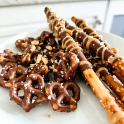 Für diese leckeren Brezeln brauchen Sie nur einige Hauptzutaten: - 1 Tasse Brezel-Ruten - 1/2 Tasse cremige Erdnussbutter - 1 Tasse halbsüße Schokoladenstückchen Diese Zutaten bilden die Basis für den tollen Geschmack. Die Brezeln geben einen schönen Crunch, während die Erdnussbutter reichhaltig und cremig ist. Die Schokolade bringt eine süße Note, die alles zusammenbindet. Eine optionale Zutat, die Sie verwenden können, ist: - 1 Esslöffel Kokosöl Das Kokosöl macht die Schokolade glatter. Es hilft, die Schokolade gleichmäßiger zu schmelzen. Wenn Sie eine schönere Textur möchten, empfehle ich, es hinzuzufügen. Für etwas extra Geschmack und Crunch können Sie hinzufügen: - Meersalz zum Bestreuen - 1/4 Tasse zerdrückte Erdnüsse Das Meersalz gibt einen tollen Kontrast zur Süße der Schokolade. Die zerdrückten Erdnüsse sorgen für zusätzlichen Biss und Dekoration. So wird Ihr Snack nicht nur lecker, sondern sieht auch gut aus. {{ingredient_image_2}} Zuerst bereite ich ein Backblech mit Backpapier vor. Das verhindert das Ankleben der Brezeln. Ich stelle alle Zutaten bereit: Brezel-Ruten, Erdnussbutter, Schokoladenstückchen, Kokosöl, Meersalz und zerdrückte Erdnüsse. Diese Vorbereitung macht das Kochen einfacher und schneller. Ich nehme eine mikrowellengeeignete Schüssel und gebe die halbsüßen Schokoladenstückchen hinein. Wenn ich das Kokosöl verwenden möchte, füge ich es jetzt hinzu. Dann erhitze ich die Mischung in der Mikrowelle. Ich nutze 30-Sekunden-Intervalle und rühre nach jedem Intervall um. So wird die Schokolade glatt und cremig. Jetzt nehme ich die Brezel-Ruten. Ich tauche jede Brezel in die geschmolzene Schokolade. Dabei bedecke ich etwa zwei Drittel der Brezel. Mit einer Gabel hebe ich die Brezel aus der Schokolade und lasse die überschüssige Schokolade abtropfen. Während die Schokolade noch feucht ist, träufle ich Erdnussbutter darüber. Dann streue ich eine Prise Meersalz und die zerdrückten Erdnüsse darüber. Ich lege die Brezeln auf das Backblech. Nach dem Überziehen kühle ich die Brezeln für 15 bis 20 Minuten im Kühlschrank. Dann sind sie bereit zum Genießen. Um die perfekte Konsistenz zu erreichen, beachte folgende Tipps: - Schokolade richtig schmelzen: Erhitze die Schokolade in kurzen Intervallen. Rühre gut um, um Klumpen zu vermeiden. - Kokosöl nutzen: Ein Esslöffel Kokosöl macht die Schokolade glatter. Sie haftet besser an den Brezeln. - Richtige Temperatur: Lass die Schokolade nicht zu heiß werden. Zu hohe Temperaturen können die Schokolade verbrennen. Hier sind einige häufige Fehler und wie du sie vermeidest: - Zu viel Schokolade: Tauche die Brezeln nicht ganz in die Schokolade. Bedecke nur zwei Drittel, um die perfekte Balance zu halten. - Erdnussbutter zu spät: Träufle die Erdnussbutter auf die Schokolade, solange sie noch warm ist. So haftet sie besser. - Unzureichendes Kühlen: Lass die Brezeln genug Zeit im Kühlschrank. 15-20 Minuten sind ideal, um die Schokolade fest werden zu lassen. Die Präsentation macht einen großen Unterschied. Hier sind einige Vorschläge: - Dekorative Teller: Arrangiere die Brezel-Bites auf einem schönen Teller. Das sieht toll aus. - Garnierungen: Streue ganze Erdnüsse oder noch mehr Schokolade darüber, um das Aussehen zu verbessern. - Servieren: Diese Brezel-Bites können kalt oder bei Raumtemperatur serviert werden. Sie sind ein toller Snack für Partys oder Familie. Pro Tipps Wählen Sie die richtige Schokolade: Verwenden Sie halbsüße Schokoladenstückchen für die perfekte Balance zwischen süß und herzhaft. Dunkle Schokolade kann auch eine leckere Alternative sein! Vermeiden Sie Überhitzung: Erwärmen Sie die Schokolade in kurzen Intervallen und rühren Sie regelmäßig um, um ein Anbrennen zu verhindern und eine glatte Textur zu gewährleisten. Variieren Sie die Toppings: Neben Erdnüssen können auch andere Nüsse, Krokant oder sogar Kokosraspeln verwendet werden, um den Bites zusätzlichen Crunch und Geschmack zu verleihen. Perfekte Kühlung: Lassen Sie die Brezel-Bites nach dem Überziehen vollständig im Kühlschrank fest werden, um ein optimales Geschmackserlebnis und eine schöne Textur zu erzielen. {{image_4}} Wenn Sie eine gesunde Wahl treffen wollen, probieren Sie dunkle Schokolade. Dunkle Schokolade hat weniger Zucker und mehr Antioxidantien. Sie schmeckt auch großartig mit Erdnussbutter. Verwenden Sie einfach dunkle Schokoladenstückchen anstelle von halbsüßen. Die Zubereitung bleibt gleich. Sie können auch einen Hauch von Honig hinzufügen. So wird der Geschmack noch besser. Sind Sie auf glutenfreie Ernährung angewiesen? Kein Problem! Wählen Sie glutenfreie Brezeln. Diese Brezeln sind einfach zu finden. Sie schmecken genauso gut wie die normalen. Achten Sie darauf, dass die Schokolade auch glutenfrei ist. So bleibt Ihr Snack lecker und sicher für alle. Die Möglichkeiten sind endlos! Sie können verschiedene Nüsse verwenden. Cashewkerne oder Mandeln passen gut zu Erdnussbutter. Zerdrückte Nüsse geben einen tollen Crunch. Für mehr Farbe können Sie auch bunte Streusel hinzufügen. Diese machen die Brezeln noch ansprechender. Experimentieren Sie mit verschiedenen Geschmäckern und Texturen, um Ihre perfekte Mischung zu finden. Um die Erdnussbutter-Brezeln frisch zu halten, verwende einen luftdichten Behälter. Lege ein Stück Backpapier zwischen die Schichten, damit sie nicht zusammenkleben. So bleiben sie knusprig und lecker. Im Kühlschrank halten die Brezeln bis zu zwei Wochen. Achte darauf, sie gut abzudecken. Wenn du sie länger aufbewahren möchtest, friere sie ein. Im Gefrierschrank bleiben sie bis zu drei Monate frisch. Stelle sicher, dass sie gut verpackt sind, um Gefrierbrand zu vermeiden. Wenn du die Brezeln wieder erwärmen möchtest, lasse sie bei Raumtemperatur stehen. Alternativ kannst du sie für ein paar Sekunden in die Mikrowelle legen. So schmilzt die Schokolade leicht und sie schmecken fast wie frisch gemacht. Achte darauf, sie nicht zu lange zu erhitzen, damit die Schokolade nicht verbrennt. Schokoladenübergossene Erdnussbutter-Brezeln halten sich etwa eine Woche. Bewahre sie in einem luftdichten Behälter auf. So bleiben sie frisch und knusprig. Wenn du sie im Kühlschrank aufbewahrst, können sie bis zu zwei Wochen halten. Achte darauf, dass die Brezeln nicht mit Feuchtigkeit in Berührung kommen. Das hilft, die Schokolade und die Erdnussbutter in gutem Zustand zu halten. Ja, du kannst verschiedene Schokoladensorten verwenden. Dunkle Schokolade gibt einen intensiveren Geschmack. Weiße Schokolade bringt eine süße Note. Du kannst auch Milchschokolade nehmen, wenn du eine mildere Süße magst. Probiere verschiedene Sorten aus, um deinen Favoriten zu finden. Schokolade mit Nüssen oder Gewürzen kann ebenfalls spannend sein. Das gibt den Brezeln eine besondere Note, die du lieben wirst. Ja, dieses Rezept ist ideal für Kinder. Die Kombination aus Schokolade, Erdnussbutter und Brezeln macht es lecker und ansprechend. Achte darauf, die Brezeln in kleinen Stücken zu servieren. So können Kinder sie leicht essen. Stelle sicher, dass keine Allergien gegen Erdnüsse oder andere Zutaten bestehen. Diese Brezeln sind ein toller Snack für Feste oder als Belohnung. Zusammenfassend haben wir die Grundlagen für schokoladenübergossene Erdnussbutter-Brezeln besprochen. Wir haben die Zutaten, die Schritt-für-Schritt-Anleitung und nützliche Tipps behandelt. Variationen und Lagerinformationen helfen dir, das Beste aus diesem Snack herauszuholen. Diese Leckerei ist einfach zuzubereiten und macht jeden Moment besser. Sei kreativ mit den Zutaten und genieße jede Biss. Mach dich bereit, deine Brezeln zu teilen oder einfach selbst zu genießen!