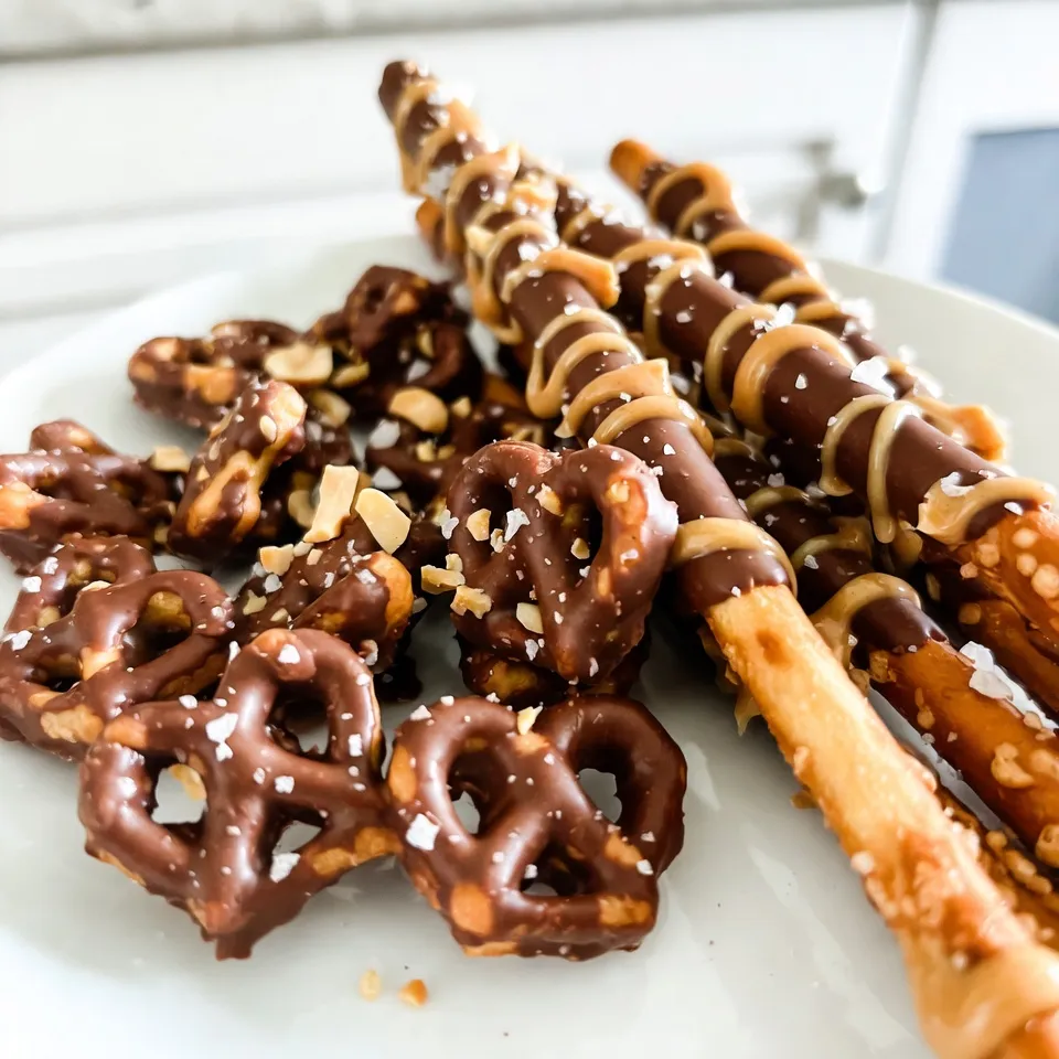 Für diese leckeren Brezeln brauchen Sie nur einige Hauptzutaten: - 1 Tasse Brezel-Ruten - 1/2 Tasse cremige Erdnussbutter - 1 Tasse halbsüße Schokoladenstückchen Diese Zutaten bilden die Basis für den tollen Geschmack. Die Brezeln geben einen schönen Crunch, während die Erdnussbutter reichhaltig und cremig ist. Die Schokolade bringt eine süße Note, die alles zusammenbindet. Eine optionale Zutat, die Sie verwenden können, ist: - 1 Esslöffel Kokosöl Das Kokosöl macht die Schokolade glatter. Es hilft, die Schokolade gleichmäßiger zu schmelzen. Wenn Sie eine schönere Textur möchten, empfehle ich, es hinzuzufügen. Für etwas extra Geschmack und Crunch können Sie hinzufügen: - Meersalz zum Bestreuen - 1/4 Tasse zerdrückte Erdnüsse Das Meersalz gibt einen tollen Kontrast zur Süße der Schokolade. Die zerdrückten Erdnüsse sorgen für zusätzlichen Biss und Dekoration. So wird Ihr Snack nicht nur lecker, sondern sieht auch gut aus. {{ingredient_image_2}} Zuerst bereite ich ein Backblech mit Backpapier vor. Das verhindert das Ankleben der Brezeln. Ich stelle alle Zutaten bereit: Brezel-Ruten, Erdnussbutter, Schokoladenstückchen, Kokosöl, Meersalz und zerdrückte Erdnüsse. Diese Vorbereitung macht das Kochen einfacher und schneller. Ich nehme eine mikrowellengeeignete Schüssel und gebe die halbsüßen Schokoladenstückchen hinein. Wenn ich das Kokosöl verwenden möchte, füge ich es jetzt hinzu. Dann erhitze ich die Mischung in der Mikrowelle. Ich nutze 30-Sekunden-Intervalle und rühre nach jedem Intervall um. So wird die Schokolade glatt und cremig. Jetzt nehme ich die Brezel-Ruten. Ich tauche jede Brezel in die geschmolzene Schokolade. Dabei bedecke ich etwa zwei Drittel der Brezel. Mit einer Gabel hebe ich die Brezel aus der Schokolade und lasse die überschüssige Schokolade abtropfen. Während die Schokolade noch feucht ist, träufle ich Erdnussbutter darüber. Dann streue ich eine Prise Meersalz und die zerdrückten Erdnüsse darüber. Ich lege die Brezeln auf das Backblech. Nach dem Überziehen kühle ich die Brezeln für 15 bis 20 Minuten im Kühlschrank. Dann sind sie bereit zum Genießen. Um die perfekte Konsistenz zu erreichen, beachte folgende Tipps: - Schokolade richtig schmelzen: Erhitze die Schokolade in kurzen Intervallen. Rühre gut um, um Klumpen zu vermeiden. - Kokosöl nutzen: Ein Esslöffel Kokosöl macht die Schokolade glatter. Sie haftet besser an den Brezeln. - Richtige Temperatur: Lass die Schokolade nicht zu heiß werden. Zu hohe Temperaturen können die Schokolade verbrennen. Hier sind einige häufige Fehler und wie du sie vermeidest: - Zu viel Schokolade: Tauche die Brezeln nicht ganz in die Schokolade. Bedecke nur zwei Drittel, um die perfekte Balance zu halten. - Erdnussbutter zu spät: Träufle die Erdnussbutter auf die Schokolade, solange sie noch warm ist. So haftet sie besser. - Unzureichendes Kühlen: Lass die Brezeln genug Zeit im Kühlschrank. 15-20 Minuten sind ideal, um die Schokolade fest werden zu lassen. Die Präsentation macht einen großen Unterschied. Hier sind einige Vorschläge: - Dekorative Teller: Arrangiere die Brezel-Bites auf einem schönen Teller. Das sieht toll aus. - Garnierungen: Streue ganze Erdnüsse oder noch mehr Schokolade darüber, um das Aussehen zu verbessern. - Servieren: Diese Brezel-Bites können kalt oder bei Raumtemperatur serviert werden. Sie sind ein toller Snack für Partys oder Familie. Pro Tipps Wählen Sie die richtige Schokolade: Verwenden Sie halbsüße Schokoladenstückchen für die perfekte Balance zwischen süß und herzhaft. Dunkle Schokolade kann auch eine leckere Alternative sein! Vermeiden Sie Überhitzung: Erwärmen Sie die Schokolade in kurzen Intervallen und rühren Sie regelmäßig um, um ein Anbrennen zu verhindern und eine glatte Textur zu gewährleisten. Variieren Sie die Toppings: Neben Erdnüssen können auch andere Nüsse, Krokant oder sogar Kokosraspeln verwendet werden, um den Bites zusätzlichen Crunch und Geschmack zu verleihen. Perfekte Kühlung: Lassen Sie die Brezel-Bites nach dem Überziehen vollständig im Kühlschrank fest werden, um ein optimales Geschmackserlebnis und eine schöne Textur zu erzielen. {{image_4}} Wenn Sie eine gesunde Wahl treffen wollen, probieren Sie dunkle Schokolade. Dunkle Schokolade hat weniger Zucker und mehr Antioxidantien. Sie schmeckt auch großartig mit Erdnussbutter. Verwenden Sie einfach dunkle Schokoladenstückchen anstelle von halbsüßen. Die Zubereitung bleibt gleich. Sie können auch einen Hauch von Honig hinzufügen. So wird der Geschmack noch besser. Sind Sie auf glutenfreie Ernährung angewiesen? Kein Problem! Wählen Sie glutenfreie Brezeln. Diese Brezeln sind einfach zu finden. Sie schmecken genauso gut wie die normalen. Achten Sie darauf, dass die Schokolade auch glutenfrei ist. So bleibt Ihr Snack lecker und sicher für alle. Die Möglichkeiten sind endlos! Sie können verschiedene Nüsse verwenden. Cashewkerne oder Mandeln passen gut zu Erdnussbutter. Zerdrückte Nüsse geben einen tollen Crunch. Für mehr Farbe können Sie auch bunte Streusel hinzufügen. Diese machen die Brezeln noch ansprechender. Experimentieren Sie mit verschiedenen Geschmäckern und Texturen, um Ihre perfekte Mischung zu finden. Um die Erdnussbutter-Brezeln frisch zu halten, verwende einen luftdichten Behälter. Lege ein Stück Backpapier zwischen die Schichten, damit sie nicht zusammenkleben. So bleiben sie knusprig und lecker. Im Kühlschrank halten die Brezeln bis zu zwei Wochen. Achte darauf, sie gut abzudecken. Wenn du sie länger aufbewahren möchtest, friere sie ein. Im Gefrierschrank bleiben sie bis zu drei Monate frisch. Stelle sicher, dass sie gut verpackt sind, um Gefrierbrand zu vermeiden. Wenn du die Brezeln wieder erwärmen möchtest, lasse sie bei Raumtemperatur stehen. Alternativ kannst du sie für ein paar Sekunden in die Mikrowelle legen. So schmilzt die Schokolade leicht und sie schmecken fast wie frisch gemacht. Achte darauf, sie nicht zu lange zu erhitzen, damit die Schokolade nicht verbrennt. Schokoladenübergossene Erdnussbutter-Brezeln halten sich etwa eine Woche. Bewahre sie in einem luftdichten Behälter auf. So bleiben sie frisch und knusprig. Wenn du sie im Kühlschrank aufbewahrst, können sie bis zu zwei Wochen halten. Achte darauf, dass die Brezeln nicht mit Feuchtigkeit in Berührung kommen. Das hilft, die Schokolade und die Erdnussbutter in gutem Zustand zu halten. Ja, du kannst verschiedene Schokoladensorten verwenden. Dunkle Schokolade gibt einen intensiveren Geschmack. Weiße Schokolade bringt eine süße Note. Du kannst auch Milchschokolade nehmen, wenn du eine mildere Süße magst. Probiere verschiedene Sorten aus, um deinen Favoriten zu finden. Schokolade mit Nüssen oder Gewürzen kann ebenfalls spannend sein. Das gibt den Brezeln eine besondere Note, die du lieben wirst. Ja, dieses Rezept ist ideal für Kinder. Die Kombination aus Schokolade, Erdnussbutter und Brezeln macht es lecker und ansprechend. Achte darauf, die Brezeln in kleinen Stücken zu servieren. So können Kinder sie leicht essen. Stelle sicher, dass keine Allergien gegen Erdnüsse oder andere Zutaten bestehen. Diese Brezeln sind ein toller Snack für Feste oder als Belohnung. Zusammenfassend haben wir die Grundlagen für schokoladenübergossene Erdnussbutter-Brezeln besprochen. Wir haben die Zutaten, die Schritt-für-Schritt-Anleitung und nützliche Tipps behandelt. Variationen und Lagerinformationen helfen dir, das Beste aus diesem Snack herauszuholen. Diese Leckerei ist einfach zuzubereiten und macht jeden Moment besser. Sei kreativ mit den Zutaten und genieße jede Biss. Mach dich bereit, deine Brezeln zu teilen oder einfach selbst zu genießen!