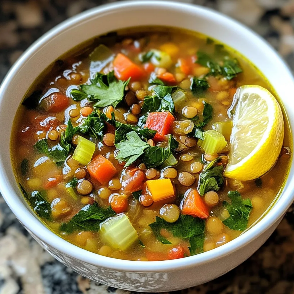Um eine köstliche mediterrane Linsensuppe zuzubereiten, benötigen Sie folgende Zutaten: - 1 Tasse grüne oder braune Linsen, gründlich gewaschen - 1 große Zwiebel, gewürfelt - 2 Knoblauchzehen, fein gehackt - 2 mittelgroße Karotten, gewürfelt - 2 Selleriestangen, gewürfelt - 1 rote Paprika, gewürfelt - 1 Dose (400 g) gehackte Tomaten - 4 Tassen Gemüsebrühe - 1 Teelöffel gemahlener Kreuzkümmel - 1 Teelöffel geräuchertes Paprikapulver - ½ Teelöffel getrockneter Oregano - ½ Teelöffel rote Pfefferflocken (je nach Geschmack anpassen) - 2 Esslöffel Olivenöl - Salz und Pfeffer nach Geschmack - 1 Tasse frischer Spinat, grob gehackt - Saft von 1 Zitrone - Frische Petersilie, gehackt (zum Garnieren) Wenn es um Linsen geht, haben Sie die Wahl zwischen grünen und braunen Linsen. Grüne Linsen sind fest und behalten ihre Form gut. Sie geben der Suppe eine schöne Textur. Braune Linsen sind weicher und zerfallen etwas mehr. Beide Varianten sind nahrhaft und lecker. Wählen Sie nach Ihrem Geschmack und der gewünschten Konsistenz. Frisches Gemüse bringt Leben in Ihre Linsensuppe. Zwiebeln und Knoblauch sind die Basis und fügen viel Geschmack hinzu. Karotten und Sellerie geben Süße und Crunch. Die rote Paprika sorgt für eine schöne Farbe und zusätzliche Vitamine. Gewürze wie Kreuzkümmel und geräuchertes Paprikapulver geben der Suppe ein mediterranes Flair. Oregano und Pfefferflocken runden den Geschmack ab. Frischer Spinat und Zitronensaft bringen Frische und einen gesunden Kick. {{ingredient_image_2}} Beginne mit der Auswahl der frischen Zutaten. Du brauchst: - 1 Tasse grüne oder braune Linsen, gründlich gewaschen - 1 große Zwiebel, gewürfelt - 2 Knoblauchzehen, fein gehackt - 2 mittelgroße Karotten, gewürfelt - 2 Selleriestangen, gewürfelt - 1 rote Paprika, gewürfelt - 1 Dose (400 g) gehackte Tomaten - 4 Tassen Gemüsebrühe - 1 Teelöffel gemahlener Kreuzkümmel - 1 Teelöffel geräuchertes Paprikapulver - ½ Teelöffel getrockneter Oregano - ½ Teelöffel rote Pfefferflocken (je nach Geschmack anpassen) - 2 Esslöffel Olivenöl - Salz und Pfeffer nach Geschmack - 1 Tasse frischer Spinat, grob gehackt - Saft von 1 Zitrone - Frische Petersilie, gehackt (zum Garnieren) Schneide das Gemüse in kleine Stücke. Das hilft beim gleichmäßigen Kochen. Wasche die Linsen gut. So entfernst du Staub und Schmutz. Jetzt beginnt der Kochprozess. Erhitze das Olivenöl in einem großen Topf bei mittlerer Hitze. Füge die gewürfelten Zwiebeln hinzu und brate sie an. Warte, bis sie glasig werden, das dauert etwa 5 Minuten. Jetzt kommt der Knoblauch, gefolgt von den Karotten, dem Sellerie und der roten Paprika. Rühre alles gut um und koche es für weitere 5-7 Minuten. Das Gemüse wird weich und aromatisch. Füge die gewaschenen Linsen und die gehackten Tomaten hinzu. Gieße die Gemüsebrühe dazu. Jetzt kommen die Gewürze: Kreuzkümmel, geräuchertes Paprikapulver, Oregano und rote Pfefferflocken. Rühre alles gut um und bringe es zum Kochen. Sobald die Suppe kocht, reduziere die Hitze auf niedrig und decke den Topf ab. Lass die Suppe 30-35 Minuten köcheln, bis die Linsen zart sind. Nach dem Köcheln rühre den gehackten Spinat ein. Koche die Suppe weitere 5 Minuten, bis der Spinat zusammengefallen ist. Schmecke die Suppe mit Salz, Pfeffer und Zitronensaft ab. Wenn die Suppe fertig ist, nimm den Topf vom Herd. Lass sie einige Minuten ruhen. Serviere die Suppe heiß in tiefen Schalen. Garniere sie mit frischer Petersilie und einem Spritzer Zitrone. Das gibt der Suppe einen frischen Akzent. Genieße deine Mediterrane Linsensuppe! Sie ist gesund, lecker und nahrhaft. Um die ideale Konsistenz zu erreichen, achte auf die Kochzeit. Linsen benötigen etwa 30 bis 35 Minuten. Sie sollten weich, aber nicht matschig sein. Wenn die Suppe zu dick wird, füge einfach etwas mehr Gemüsebrühe hinzu. Für eine cremige Textur püriere einen Teil der Suppe. Das gibt eine schöne Mischung aus stückigen und glatten Elementen. Die Gewürze machen den Unterschied! Magst du es scharf? Füge mehr rote Pfefferflocken hinzu. Für ein erdigeres Aroma, erhöhe den Kreuzkümmel. Oregano passt gut, probiere auch frischen Rosmarin oder Thymian. Sei kreativ mit den Gewürzen, um deinen Geschmack zu treffen. Du kannst die Suppe leicht abwandeln. Füge Kichererbsen oder Quinoa hinzu für mehr Protein. Eine Prise Zimt gibt der Suppe eine besondere Note. Serviere sie mit frischem Brot oder einem einfachen Salat. Joghurt oder Feta-Käse oben drauf machen die Suppe noch besser. Pro Tipps Frische Linsen verwenden: Verwenden Sie möglichst frische Linsen, da sie schneller garen und besser im Geschmack sind. Gemüsevariationen: Fühlen Sie sich frei, das Gemüse zu variieren. Zucchini oder Süßkartoffeln passen ebenfalls gut zu dieser Suppe. Würze anpassen: Passen Sie die Gewürze nach Ihrem Geschmack an. Fügen Sie mehr Kreuzkümmel oder Paprika hinzu, um den Geschmack zu intensivieren. Vorbereitung im Voraus: Bereiten Sie die Suppe im Voraus zu und lagern Sie sie im Kühlschrank. Sie schmeckt am nächsten Tag noch besser! {{image_4}} Die mediterrane Linsensuppe ist von Natur aus nahrhaft und gesund. Sie ist perfekt für Vegetarier und Veganer. Verwenden Sie einfach Gemüsebrühe und verzichten Sie auf tierische Produkte. Diese Suppe ist voll mit Ballaststoffen und Proteinen. Sie sättigt und bleibt leicht. Fügen Sie zusätzliches Gemüse wie Zucchini oder Kürbis hinzu. Dies gibt der Suppe mehr Geschmack und Textur. Jeder hat seinen eigenen Geschmack. Passen Sie die Gewürze nach Ihrem Wunsch an. Wenn Sie es schärfer mögen, erhöhen Sie die rote Pfefferflocken. Für eine mildere Variante können Sie Kreuzkümmel reduzieren. Experimentieren Sie mit frischen Kräutern wie Basilikum oder Thymian. Diese Kräuter bringen frische Aromen in die Suppe. Fügen Sie auch etwas Essig für einen sauren Kick hinzu. So bleibt die Suppe spannend und lecker. Die mediterrane Küche bietet viele regionale Variationen. In Italien können Sie Pasta zu Ihrer Suppe hinzufügen. Das macht sie noch sättigender. In Griechenland könnten Sie Feta-Käse darüber streuen. Das gibt der Suppe eine salzige Note. In der Türkei wird oft Zitrone verwendet. Dies bringt Frische und einen tollen Kontrast zu den Linsen. Jede Region hat ihre eigene Art, diese köstliche Suppe zu genießen. Entdecken Sie, was Ihnen am besten schmeckt! Die richtige Aufbewahrung der Linsensuppe ist wichtig. Lassen Sie die Suppe zuerst abkühlen. Verwenden Sie dann eine luftdichte Box. Diese Box schützt die Suppe vor Gerüchen im Kühlschrank. So bleibt der Geschmack frisch. Wenn Sie die Suppe in Portionen aufteilen, wird das Servieren einfacher. Um die Suppe einzufrieren, lassen Sie sie ebenfalls abkühlen. Füllen Sie die Suppe in gefriergeeignete Behälter. Lassen Sie dabei etwas Platz für die Ausdehnung. So vermeiden Sie, dass der Behälter bricht. Sie können die Suppe bis zu drei Monate im Gefrierfach aufbewahren. Zum Auftauen stellen Sie den Behälter einfach in den Kühlschrank über Nacht. Im Kühlschrank hält die Mediterrane Linsensuppe etwa drei bis fünf Tage. Achten Sie darauf, die Suppe in einem luftdichten Behälter zu lagern. Vor dem Servieren, erhitzen Sie die Suppe gut. Rühren Sie sie um, um die Wärme gleichmäßig zu verteilen. Schmecken Sie die Suppe gegebenenfalls mit etwas Salz und Pfeffer ab. Ja, die Mediterrane Linsensuppe ist sehr gesund. Sie enthält viele Nährstoffe. Linsen sind reich an Eiweiß und Ballaststoffen. Sie helfen, den Körper zu stärken und das Sättigungsgefühl zu fördern. Zudem sind die frischen Gemüse wie Karotten, Paprika und Spinat voll von Vitaminen. Diese Suppe ist auch fettarm und enthält gesunde Fette aus Olivenöl. Das macht sie ideal für eine ausgewogene Ernährung. Ja, du kannst diese Suppe sehr gut im Voraus zubereiten. Die Aromen verbinden sich besser, wenn sie einige Stunden oder über Nacht stehen. Koche die Suppe und lasse sie abkühlen. Fülle sie in einen Behälter und stelle sie in den Kühlschrank. Du kannst sie bis zu drei Tage aufbewahren. Wenn du sie aufwärmst, füge etwas Wasser oder Brühe hinzu, falls sie zu dick wird. Zu dieser Linsensuppe passen viele Beilagen. Hier sind einige Vorschläge: - Frisches Baguette oder Ciabatta - Ein einfacher grüner Salat - Gegrilltes Gemüse - Feta-Käse als Topping - Joghurt für einen cremigen Akzent Diese Beilagen ergänzen die Suppe perfekt und machen dein Essen noch schmackhafter. Die Mediterrane Linsensuppe vereint gesunde Zutaten und einfache Schritte. Wir haben die besten Linsen, frisches Gemüse und die perfekten Gewürze besprochen. Ich gab Tipps zur Konsistenz und Anpassungen nach Geschmack. Du kannst sogar regionale Variationen ausprobieren. Denke daran, die Suppe richtig aufzubewahren, um die Frische zu bewahren. Mit diesen Ideen und Informationen bist du bereit, deine eigene köstliche Suppe zuzubereiten. Probiere es aus und genieße!