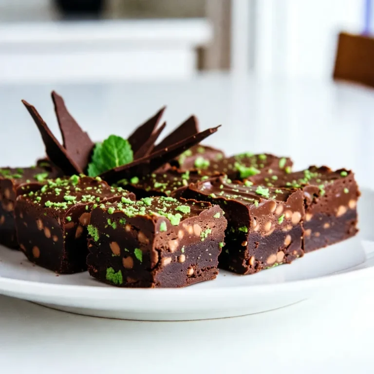 Um leckeren Mint Chocolate Chip Fudge zu machen, brauchst du einige einfache Zutaten. Hier sind die Hauptzutaten: - 2 Tassen semi-süße Schokoladenstückchen - 1 Tasse gesüßte Kondensmilch - 1 Esslöffel Butter - 1 Teelöffel Pfefferminzextrakt - 1 Tasse Mini-Schokoladenstückchen - 1/4 Tasse frische Minzblätter, zerstoßen - Eine Prise Salz Diese Zutaten ergeben eine cremige und köstliche Mischung. Die Kombination aus Schokolade und Minze ist einfach himmlisch. Die Wahl der Schokoladenstückchen ist wichtig für den Geschmack. Ich empfehle, gute semi-süße Schokoladenstückchen zu verwenden. Diese haben den richtigen Süßegrad. Sie schmelzen gut und sorgen für eine glatte Textur. Achte darauf, dass sie von hoher Qualität sind. Dadurch wird dein Fudge noch besser. Frische Minzblätter machen einen großen Unterschied. Sie bringen einen klaren, frischen Geschmack in den Fudge. Zerstoße die Blätter leicht, um die Aromen freizusetzen. So wird dein Fudge nicht nur lecker, sondern auch aromatisch. Frische Minze hat eine lebendige Farbe und einen tollen Duft. Das macht dein Dessert noch ansprechender. {{ingredient_image_2}} Lege eine quadratische Backform (8x8 Zoll) mit Backpapier aus. Lass das Papier an den Seiten überhängen. Das hilft später, den Fudge einfach herauszunehmen. Achte darauf, dass das Papier glatt ist. So klebt der Fudge nicht fest. Nimm einen mittelgroßen Topf und stelle ihn auf niedrige Hitze. Gib die semi-süßen Schokoladenstückchen, die gesüßte Kondensmilch und die Butter hinein. Rühre ständig, bis die Mischung ganz geschmolzen und glatt ist. Das ist wichtig, damit der Fudge eine schöne Textur hat. Wenn du die Hitze zu hoch stellst, kann die Schokolade anbrennen. Nimm den Topf vom Herd. Jetzt ist es Zeit für das Pfefferminzextrakt und die Prise Salz. Rühre gut, damit sich die Aromen verteilen. Danach gib die Mini-Schokoladenstückchen und die zerstoßenen Minzblätter dazu. Mische alles vorsichtig, bis die Zutaten gleichmäßig verteilt sind. So schmeckt jeder Biss lecker frisch und schokoladig. Ein häufiges Problem ist, dass der Fudge nicht fest wird. Um das zu vermeiden, achte darauf, die Mischung mindestens zwei Stunden im Kühlschrank zu kühlen. Wenn du die Schokolade zu hoch erhitzt, kann sie klumpig werden. Schmelze die Mischung immer bei niedriger Hitze und rühre ständig. Das hilft, eine glatte Textur zu erreichen. Ein weiterer Fehler ist das Übersehen der Salzmenge. Eine Prise Salz hebt die Aromen hervor. Für die beste Konsistenz stelle die Form in den Kühlschrank, nicht ins Gefrierfach. Der Kühlschrank sorgt dafür, dass der Fudge gleichmäßig fest wird. Lege die Form auf eine flache Fläche, damit die Mischung gleichmäßig kühlt. Wenn du den Fudge schneller fest haben möchtest, kannst du die Form nach einer Stunde in den Gefrierfach stellen, aber achte darauf, ihn nicht zu lange dort zu lassen. Die Präsentation macht viel aus. Schneide den Fudge in gleichmäßige Quadrate. Lege die Stücke auf einen schönen Teller. Du kannst sie mit zerstoßenen Minzblättern und Schokoladenspänen garnieren. Das sieht nicht nur gut aus, sondern bringt auch frischen Geschmack. Eine schöne Servierplatte kann das Dessert aufwerten. Denke daran, den Fudge kühl zu halten, damit er nicht schmilzt. Profi Tipps Schokolade temperieren: Um eine glänzende Oberfläche zu erhalten, können Sie die Schokolade temperieren, bevor Sie sie schmelzen. Dies sorgt dafür, dass der Fudge eine schöne Textur hat. Frische Minze verwenden: Verwenden Sie frische Minzblätter für ein intensiveres Aroma. Diese geben dem Fudge einen frischeren Geschmack im Vergleich zu getrockneten Minzen. Fudge richtig lagern: Bewahren Sie den Fudge in einem luftdichten Behälter auf, um seine Frische und Textur zu erhalten. So bleibt er länger genießbar. Variationen ausprobieren: Experimentieren Sie mit verschiedenen Aromen, wie z.B. Orangen- oder Karamellextrakt, um dem Fudge eine neue Note zu verleihen. {{image_4}} Man kann viele Aromen in den Mint Chocolate Chip Fudge einfügen. Zum Beispiel, verwende Mandelextrakt statt Pfefferminzextrakt. Das gibt dem Fudge einen süßen und nussigen Geschmack. Auch Orangen- oder Zitronenextrakt können Spaß bringen. Diese Aromen machen dein Fudge frisch und fruchtig. Für eine vegane Version, tausche die gesüßte Kondensmilch gegen Kokosnusscreme aus. Verwende vegane Schokoladenstückchen. So bleibt der Fudge lecker und pflanzlich. Für glutenfreie Alternativen achte darauf, dass die Schokoladenstückchen glutenfrei sind. So kann jeder den Fudge genießen, egal welche Diät er hat. Du kannst auch andere Zutaten hinzufügen für mehr Geschmack. Zum Beispiel, füge gehackte Nüsse wie Walnüsse oder Mandeln hinzu. Das gibt dem Fudge eine knusprige Textur. Oder mische getrocknete Früchte wie Cranberries oder Kirschen unter. Diese Kombinationen machen den Fudge noch interessanter und leckerer. Um den Mint Chocolate Chip Fudge richtig zu lagern, benutze einen luftdichten Behälter. Du kannst den Fudge auch in Alufolie wickeln. So bleibt er frisch und lecker. Achte darauf, dass der Fudge abgekühlt ist, bevor du ihn lagerst. Das verhindert, dass Feuchtigkeit entsteht. Im Kühlschrank hält der Fudge bis zu zwei Wochen. Achte darauf, ihn gut zu verpacken. Wenn du ihn in Stücke geschnitten hast, lege Backpapier zwischen die Stücke. So kleben sie nicht zusammen und du kannst sie leicht entnehmen. Wenn du den Fudge länger aufbewahren möchtest, friere ihn ein. Schneide ihn in Portionen und packe sie in Gefrierbeutel oder -behälter. Beschrifte die Beutel mit dem Datum. So weißt du, wie lange er schon eingefroren ist. Der Fudge hält sich bis zu drei Monate im Gefrierfach. Zum Auftauen, lasse ihn einfach bei Zimmertemperatur stehen. Ja, du kannst frischen Minzextrakt verwenden. Frischer Minzgeschmack ist stark und frisch. Du solltest jedoch weniger verwenden, etwa einen halben Teelöffel. So wird der Fudge nicht zu intensiv. Frische Minze gibt dem Fudge eine lebendige Note. Sie passt gut zu Schokolade. Um den Fudge schokoladiger zu machen, füge mehr semi-süße Schokoladenstückchen hinzu. Du kannst auch dunkle Schokolade verwenden. Diese Schokolade hat mehr Kakao und weniger Zucker. Ein weiterer Tipp: Verwende ungesüßte Kakaopulver. Mische etwas Kakaopulver in die geschmolzene Schokolade. So intensivierst du den Schokoladengeschmack. Ja, Fudge ist toll zum Verschenken! Er sieht hübsch aus und schmeckt gut. Du kannst ihn in kleine Stücke schneiden und in einer Box verpacken. Das macht eine nette Geste für Freunde und Familie. Achte darauf, den Fudge gut zu lagern, damit er frisch bleibt. Mint Chocolate Chip Fudge ist ein tolles Rezept. Wir haben die wichtigen Zutaten, den Schmelzprozess und coole Tipps behandelt. Das richtige Lagern und Variationen machen den Fudge besonders. Denke daran, Fehler zu vermeiden und kreative Ideen zu nutzen. Jeder kann diesen leckeren Fudge zubereiten. Probiere es aus und genieße die leckeren Ergebnisse.