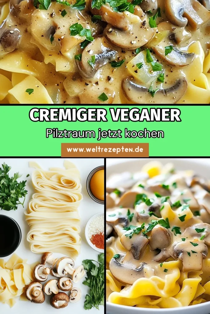 Entdecken Sie dieses köstliche vegane Pilz-Stroganoff, ein cremiger Pasta-Auflauf vegan, der perfekt für eine schnelle Mahlzeit ist. Mit einfachen Zutaten und in nur 30 Minuten zubereitet, ist dieses Rezept ideal für alle, die nach einfachen veganen Rezepten suchen. Genießen Sie dieses vegane Champignon-Nudelgericht, das Ihre Geschmacksknospen begeistern wird! Speichern Sie es für Ihr nächstes Abendessen! #VeganePilzStroganoff #CremigerPastaAuflaufVegan #EinfacheVeganeRezepte #SchnelleVeganeGerichte