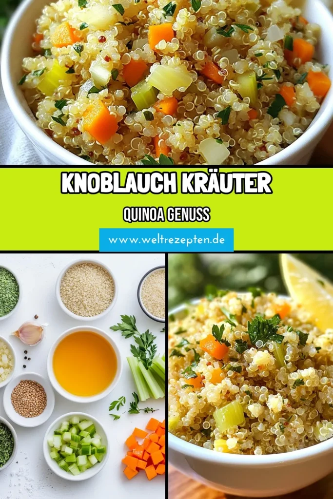 Entdecken Sie unser köstliches Knoblauch Quinoa Rezept mit Kräuter Quinoa Pilaw! Dieses vegane Quinoa Gericht ist nicht nur gesund, sondern auch einfach zuzubereiten. Mit frischem Gemüse und aromatischen Kräutern bietet es die perfekte Balance aus Geschmack und Nährstoffen. Ideal für jede Mahlzeit, die ganze Familie wird es lieben! Speichern Sie dieses gesunde Quinoa Rezept und genießen Sie eine delikate Mahlzeit. #QuinoaMitGemüse #GesundeQuinoaRezepte #VeganesQuinoaGericht #KräuterQuinoaPilaw