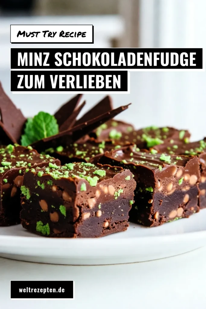 Entdecke unser köstliches Minz-Schokoladenfudge Rezept, perfekt für alle Schokoladenliebhaber! Dieses einfache Fudge mit Pfefferminz ist eine ideale Möglichkeit, selbstgemachte Süßigkeiten zuzubereiten. Mit nur wenigen Zutaten zauberst du eine herrliche Schokoladenfudge mit Minze, die deine Geschmacksknospen verwöhnt. Probiere es aus und teile deine Kreation! #MinzSchokoladenfudgeRezept #FudgeMitPfefferminz #EinfacheFudgeZubereitung #SelbstgemachteSüßigkeitenRezept