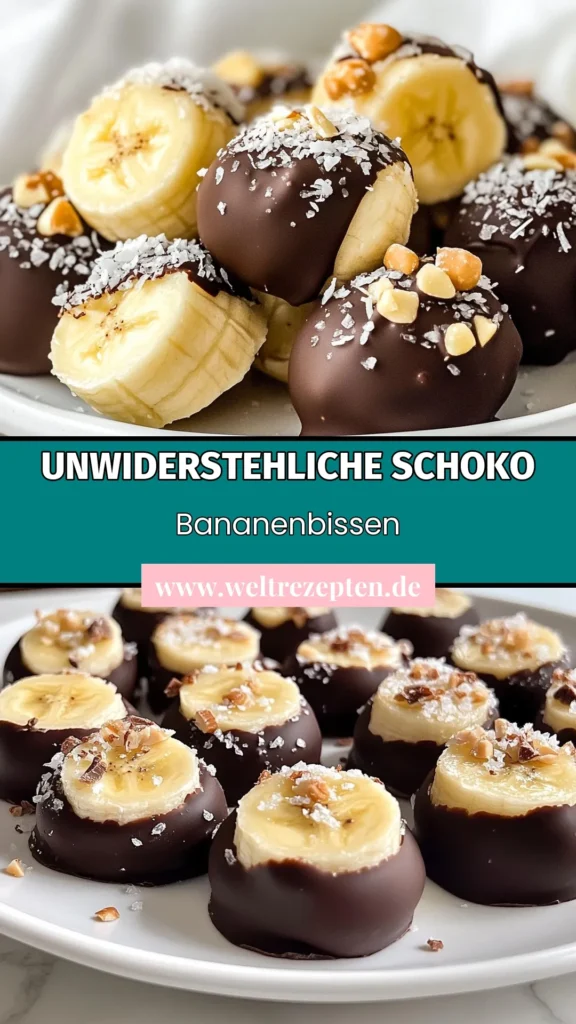 Entdecke das köstliche Rezept für Schokoladenüberzogene Bananen! Diese gesunde Süßigkeit kombiniert reife Bananen mit Zartbitterschokolade für einen perfekten Snack. Die Bananenbissen sind einfach zuzubereiten und ideal für jede Gelegenheit. Ideal für Naschkatzen, die nach einfachen Dessertideen suchen. Probiere das Bananenbissen Rezept und füge deine Lieblings-Toppings hinzu! Jetzt nachmachen und genießen! #SchokoladenüberzogeneBananen #GesundeSüßigkeit #Zartbitterschokolade #EinfacheDessertideen