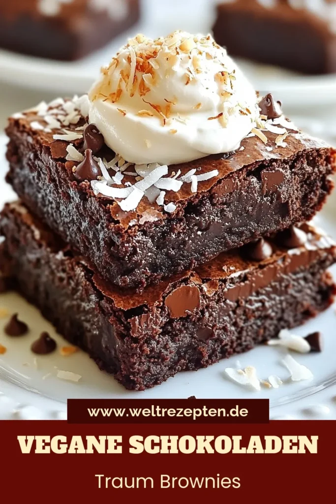 Entdecke das Rezept für vegane Schokoladenbrownies, die durch ihre Kokosnote begeistern! Diese dekadenten veganen Desserts sind glutenfrei und perfekt für alle, die gesunde Schokoladenleckereien lieben. Mit nur wenigen Zutaten und einer einfachen Zubereitung sind diese Kokos-Brownies das ideale Naschwerk. Probiere sie aus und teile den Genuss! #veganeSchokoladenbrownies #KokosBrowniesRezept #dekadenteveganeDesserts #glutenfreieBrownies