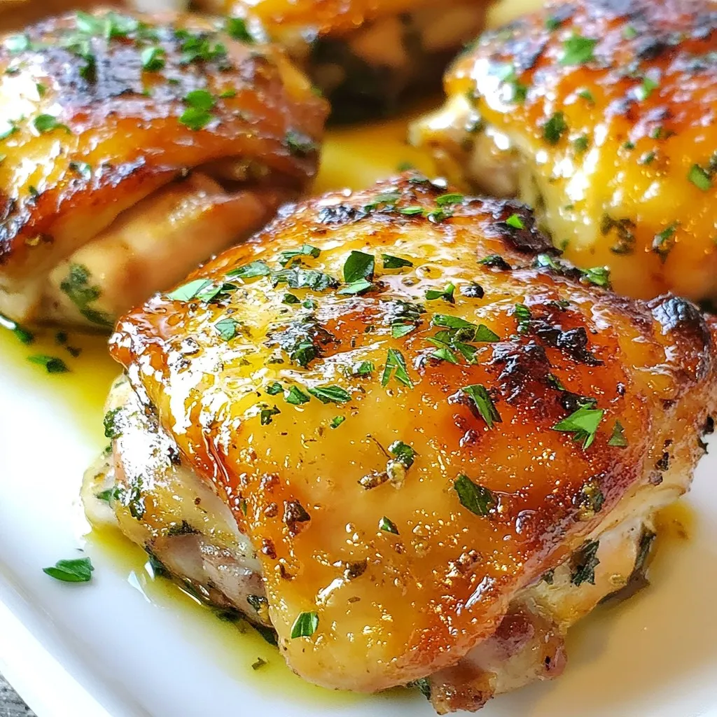 Für mein Rezept benötigst du: - 4 Hähnchenschenkel mit Knochen und Haut - 4 Knoblauchzehen, fein gehackt - 2 Esslöffel frischer Rosmarin, gehackt - 2 Esslöffel frischer Thymian, gehackt - 1 Zitrone, ausgepresst und abgerieben - 60 ml Olivenöl - Salz und Pfeffer nach Geschmack Diese Zutaten sind wichtig. Sie geben den Hähnchenschenkeln den tollen Geschmack. Frische Kräuter machen einen großen Unterschied. Der Knoblauch bringt Aroma, während die Zitrone Frische hinzufügt. Du kannst die Hähnchenschenkel mit frischer Petersilie garnieren. Das sieht nicht nur gut aus, sondern schmeckt auch gut. Einige Menschen fügen gerne Zitronenscheiben hinzu. Das gibt zusätzlich Farbe und Geschmack. Achte darauf, frische Kräuter zu wählen. Sie sind aromatischer als getrocknete. Wähle Hähnchenschenkel mit fester Haut. Sie rösten besser. Kaufe Bio-Qualität, wenn möglich. Das macht das Gericht gesünder und schmackhafter. Frischer Knoblauch hat eine stärkere Note. Prüfe die Zitrone auf Saftigkeit. Eine saftige Zitrone gibt einen besseren Geschmack. {{ingredient_image_2}} Um die Marinade zu machen, nimm eine große Schüssel. Füge die 4 fein gehackten Knoblauchzehen hinzu. Dann kommen die 2 Esslöffel frischer, gehackter Rosmarin und die 2 Esslöffel frischer, gehackter Thymian. Drücke eine Zitrone aus und gib den Saft sowie den Abrieb in die Schüssel. Gieße die 60 ml Olivenöl dazu. Jetzt würze mit Salz und Pfeffer nach Geschmack. Rühre alles gut um, bis die Mischung duftet. Nimm die 4 Hähnchenschenkel und lege sie in die Marinade. Wende sie gut, damit sie gleichmäßig bedeckt sind. Lass das Hähnchen mindestens 30 Minuten bei Zimmertemperatur marinieren. Für einen stärkeren Geschmack kannst du es auch bis zu 2 Stunden im Kühlschrank lassen. So nehmen die Hähnchenschenkel die Aromen besser auf. Heize deinen Ofen auf 220°C vor. Lege die marinierten Hähnchenschenkel mit der Hautseite nach oben auf ein Backblech. Achte darauf, dass sie genug Platz haben. Röste sie im Ofen für 35-40 Minuten. Die Haut wird knusprig, und das Hähnchen erreicht eine Innentemperatur von 75°C. Wenn du die Haut noch knuspriger magst, grille die Hähnchenschenkel in den letzten 2-3 Minuten. Lass sie nach dem Backen 5 Minuten ruhen, bevor du sie servierst. Garniere sie optional mit frischer Petersilie. Um die Haut Ihrer Hähnchenschenkel knusprig zu machen, gibt es einige Tricks. Zuerst, trocknen Sie die Haut mit einem Küchentuch ab. Feuchtigkeit macht die Haut weich. Dann, rösten Sie die Hähnchenschenkel bei hoher Temperatur. Diese Methode hilft, die Haut schnell zu bräunen und knusprig zu werden. Wenn Sie möchten, können Sie die Schenkel in den letzten Minuten grillen. Dies gibt der Haut einen zusätzlichen Crunch. Vergessen Sie nicht, großzügig mit Salz zu würzen. Salz entzieht der Haut Feuchtigkeit und macht sie knuspriger. Die richtigen Beilagen machen das Essen noch besser. Ich empfehle, einen frischen Salat als Beilage zu servieren. Ein einfacher grüner Salat mit einem leichten Dressing passt gut. Auch Ofenkartoffeln sind eine tolle Wahl. Sie sind einfach zuzubereiten und harmonieren gut mit dem Hähnchen. Gemüse wie geröstete Karotten oder Zucchini sind ebenfalls lecker. Sie bringen Farbe und Geschmack auf den Tisch. Reis oder Quinoa sind auch gute Optionen, um das Gericht zu ergänzen. Die Marinade kann einfach angepasst werden. Wenn Sie mehr Würze wollen, fügen Sie etwas Chili oder Paprika hinzu. Für eine süßere Note können Sie Honig oder Balsamico-Essig probieren. Auch andere frische Kräuter wie Oregano oder Basilikum passen gut. Wenn Sie mehr Geschmack möchten, verwenden Sie Zwiebeln oder Schalotten in der Marinade. Für eine vegane Option können Sie die Hähnchenschenkel durch Gemüse oder Tofu ersetzen. Diese Variationen machen das Gericht spannend und neu. Pro Tipps Marinieren für mehr Geschmack: Lassen Sie das Hähnchen länger marinieren, idealerweise über Nacht, um den Geschmack zu intensivieren. Die Haut knusprig machen: Grillen Sie die Hähnchenschenkel in den letzten Minuten, um eine extra knusprige Haut zu erhalten. Temperatur überprüfen: Nutzen Sie ein Fleischthermometer, um sicherzustellen, dass das Hähnchen eine Innentemperatur von 75°C erreicht hat, bevor Sie es servieren. Frische Kräuter hinzufügen: Fügen Sie vor dem Servieren zusätzliche frische Kräuter hinzu, um das Gericht noch aromatischer zu gestalten. {{image_4}} Für das Rezept kannst du verschiedene Kräuter verwenden. Frischer Oregano oder Basilikum passen gut. Im Frühling könntest du frischen Estragon probieren. Im Sommer schmecken frische Kräuter wie Dill oder Schnittlauch toll. Nutze, was gerade Saison hat. Das bringt mehr Geschmack. Du kannst auch Hähnchenbrust verwenden. Hähnchenbrust ist magerer und braucht weniger Zeit zum Garen. Stelle sicher, dass du die Marinade gut einmassierst. Die Brust sollte ebenfalls 30 Minuten marinieren. Backe sie bei 200°C für 25-30 Minuten. So bleibt das Fleisch saftig. Für eine vegane Version kannst du Tofu oder Tempeh nutzen. Marinade bleibt die gleiche. Du kannst auch Gemüse wie Zucchini oder Paprika rösten. Schneide sie in Stücke und mariniere sie. Röste sie 20-25 Minuten. Sie werden köstlich und aromatisch. Um die Reste Ihrer Knoblauch-Kräuter-Rösthähnchenschenkel frisch zu halten, legen Sie sie in einen luftdichten Behälter. So bleibt das Hähnchen saftig und der Geschmack bleibt erhalten. Lassen Sie das Hähnchen zuerst auf Raumtemperatur abkühlen, bevor Sie es in den Kühlschrank stellen. So verhindern Sie, dass sich Kondenswasser bildet. Um die Schenkel wieder aufzuwärmen, nutzen Sie den Ofen. Stellen Sie den Ofen auf 180°C (350°F). Legen Sie die Schenkel auf ein Backblech und decken Sie sie leicht mit Alufolie ab. So bleibt die Haut knusprig und das Fleisch saftig. Erwärmen Sie sie für etwa 15-20 Minuten oder bis sie heiß sind. Alternativ können Sie die Schenkel auch in einer Pfanne bei mittlerer Hitze aufwärmen. Im Kühlschrank sind die Reste etwa 3-4 Tage haltbar. Achten Sie darauf, sie gut zu verpacken. Im Gefrierschrank können die Hähnchenschenkel bis zu 3 Monate aufbewahrt werden. Nutzen Sie gefriergeeignete Behälter oder Folie, um Gefrierbrand zu vermeiden. Lassen Sie die Schenkel im Kühlschrank über Nacht auftauen, bevor Sie sie wieder erwärmen. Ich empfehle, das Huhn mindestens 30 Minuten zu marinieren. So kann der Geschmack gut einziehen. Wenn du mehr Zeit hast, marinier das Huhn bis zu 2 Stunden im Kühlschrank. Dadurch wird der Geschmack noch intensiver. Ja, du kannst die Haut entfernen, wenn du möchtest. Das Huhn wird dann weniger fettig. Beachte aber, dass die Haut hilft, das Fleisch saftig zu halten. Wenn du die Haut entfernst, achte darauf, das Huhn nicht zu übergaren. Zu Knoblauch-Kräuter-Rösthähnchenschenkel passen viele Beilagen gut. Hier sind einige Ideen: - Geröstetes Gemüse - Kartoffelpüree - Frischer Salat - Reis oder Quinoa Diese Beilagen ergänzen das Hähnchen perfekt und sorgen für ein tolles Essen. Wir haben die wichtigsten Zutaten und Schritte für köstliche Knoblauch-Kräuter-Rösthähnchenschenkel behandelt. Die richtige Marinade macht das Gericht besonders schmackhaft. Tipps wie knusprige Haut und passende Beilagen bereichern dein Erlebnis. Denk an Variationen und Alternativen, die dein Rezept aufpeppen. Mit den Lagertipps bleibt dein Essen frisch. Probiere es aus und genieße die Aromen!