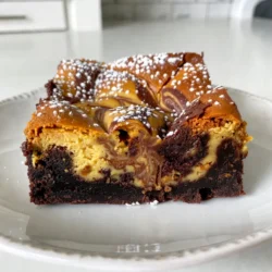 Für die Brownies brauchst du: - 1 Tasse ungesalzene Butter, geschmolzen - 1 1/2 Tassen Zucker - 1 Teelöffel Vanilleextrakt - 4 große Eier - 1 Tasse Weizenmehl - 1/2 Tasse ungesüßtes Kakaopulver - 1/2 Teelöffel Backpulver - 1/4 Teelöffel Salz - 1/2 Tasse Zartbitter-Schokoladenstückchen Diese Zutaten bilden die Basis für die saftigen Brownies. Die geschmolzene Butter sorgt für einen reichen Geschmack und eine zarte Textur. Zucker bringt die Süße, während Kakaopulver den Schokoladengeschmack verstärkt. Für die Käsekuchen-Schicht benötigst du: - 1 Tasse Frischkäse, weich - 3/4 Tasse reiner Kürbispüree - 1/4 Tasse brauner Zucker - 1 Teelöffel Kürbiskuchengewürz - 1 Teelöffel Vanilleextrakt (für die Käsekuchen-Schicht) Diese Zutaten machen die Käsekuchen-Schicht cremig und aromatisch. Der Frischkäse gibt eine tolle Textur, während das Kürbispüree die Mischung wunderbar herbstlich macht. Das Kürbiskuchengewürz verleiht dem Ganzen eine warme, gewürzte Note. Achte darauf, frische und hochwertige Zutaten zu wählen. Ungesalzene Butter ist wichtig, um die Kontrolle über den Salzgehalt zu haben. Verwende frisches Kürbispüree für den besten Geschmack. Wenn du magst, kannst du die Zartbitter-Schokoladenstückchen auch durch Milchschokolade ersetzen, um eine süßere Note zu erzielen. Achte auch darauf, dass der Frischkäse weich ist, damit er sich gut mit den anderen Zutaten vermischen lässt. {{ingredient_image_2}} Zuerst heizen Sie den Ofen auf 175°C vor. Fetten Sie eine große Backform ein oder legen Sie sie mit Backpapier aus. Das hilft beim Herausnehmen der Brownies später. In einer großen Schüssel vermischen Sie die geschmolzene Butter mit dem Zucker und 1 Teelöffel Vanilleextrakt. Rühren Sie alles gut um, bis die Masse glatt ist. Fügen Sie die Eier nacheinander hinzu. Rühren Sie gut nach jeder Zugabe. In einer separaten Schüssel sieben Sie das Mehl, den Kakao, das Backpulver und das Salz. Falten Sie diese trockenen Zutaten nach und nach in die feuchte Mischung. Achten Sie darauf, nicht zu viel zu rühren, damit die Brownies weich bleiben. Rühren Sie die Zartbitter-Schokoladenstückchen unter und stellen Sie den Teig dann beiseite. In einer anderen Schüssel rühren Sie den weichen Frischkäse glatt. Fügen Sie das Kürbispüree, den braunen Zucker, das Kürbiskuchengewürz und 1 Teelöffel Vanilleextrakt hinzu. Mischen Sie alles gut, bis die Mischung fluffig ist. Gießen Sie zwei Drittel des Brownie-Teigs in die Backform und streichen Sie ihn gleichmäßig aus. Geben Sie die Frischkäse-Mischung in Klecksen über die Browniebasis. Ziehen Sie vorsichtig mit einem Messer durch, um einen schönen Marmoreffekt zu erzielen. Löffeln Sie den restlichen Brownie-Teig auf die Käsekuchen-Schicht. Verwenden Sie erneut das Messer, um sanfte Wirbel zu erzeugen. Backen Sie die Brownies für 30-35 Minuten. Prüfen Sie mit einem Zahnstocher, ob sie fertig sind. Lassen Sie die Brownies mindestens 20 Minuten abkühlen, bevor Sie sie in Quadrate schneiden. Um die beste Konsistenz für deine Brownies zu erreichen, achte darauf, die Eier gut einzuarbeiten. Jedes Ei sollte vollständig vermischt sein, bevor das nächste hinzugefügt wird. Bei den trockenen Zutaten, wie Mehl und Kakao, rühre schnell, damit die Mischung nicht zu fest wird. Die Brownies sollten leicht feucht und fudgy bleiben, nicht trocken. Ein häufiger Fehler ist, die Brownies zu lange zu backen. Überprüfe die Brownies nach 30 Minuten mit einem Zahnstocher. Wenn er fast sauber herauskommt, ist das ein gutes Zeichen. Auch das Mischen der Zutaten sollte sanft geschehen. Übermischen kann die Textur negativ beeinflussen. Für die perfekte Präsentation schneide die Brownies in gleichmäßige Stücke. Lege sie auf eine schöne Platte. Bestäube sie leicht mit Puderzucker für einen festlichen Look. Ein Klecks Schlagsahne kann die Brownies aufpeppen. Füge eine Prise Kürbiskuchengewürz hinzu, um den herbstlichen Geschmack zu verstärken. Pro Tipps Butter richtig schmelzen: Achten Sie darauf, die Butter nicht zu überhitzen, um einen bitteren Geschmack zu vermeiden. Lassen Sie sie leicht abkühlen, bevor Sie sie mit den anderen Zutaten vermischen. Die Eier einzeln hinzufügen: Das Hinzufügen der Eier nacheinander sorgt für eine gleichmäßige und homogene Mischung, was zu einer besseren Konsistenz der Brownies führt. Für ein besseres Marmorieren: Verwenden Sie ein Messer oder einen Spieß, um sanfte, gleichmäßige Bewegungen zu machen, wenn Sie die Käsekuchen-Schicht marmorieren. Zu viel Rühren kann die Schichten vermischen. Abkühlzeit beachten: Es ist wichtig, die Brownies vor dem Schneiden vollständig abkühlen zu lassen, damit sie die richtige Konsistenz behalten und nicht zerfallen. {{image_4}} Du kannst diese Brownies glutenfrei machen. Ersetze das Weizenmehl durch Mandelmehl oder glutenfreies Allzweckmehl. Diese Mehle geben den Brownies eine tolle Textur. Achte darauf, dass die anderen Zutaten auch glutenfrei sind. So kannst du alle genießen. Probiere, die Brownies mit anderen Aromen zu mischen. Füge Nüsse wie Walnüsse oder Pekannüsse hinzu. Diese geben einen schönen Crunch. Du kannst auch weiße Schokolade oder Karamellstückchen verwenden. Diese zusätzlichen Zutaten machen die Brownies noch köstlicher. Um die Brownies vegan zu machen, ersetze die Eier durch Apfelmus oder Leinsamen. Nutze pflanzliche Butter und veganen Frischkäse. Diese Alternativen funktionieren gut und sind lecker. Achte darauf, dass der Kürbispüree frisch und ohne Zusatzstoffe ist. So bleibt der Geschmack intensiv und frisch. Die Brownies sind am besten in einem luftdichten Behälter. Lagern Sie sie bei Raumtemperatur. So bleiben sie weich und lecker. Wenn Sie sie kühler lagern, können sie fest werden. Um die Frische zu bewahren, decken Sie die Brownies mit Frischhaltefolie ab. Sie können auch Backpapier verwenden. So bleibt die Feuchtigkeit drin. Vermeiden Sie direkte Sonneneinstrahlung. So bleiben sie länger schmackhaft. Sie können die Brownies auch einfrieren. Schneiden Sie sie in Stücke und legen Sie sie in einen Behälter. Stellen Sie sicher, dass sie gut verpackt sind. Zum Auftauen lassen Sie sie einfach bei Raumtemperatur stehen. So bleiben sie weich und lecker. Die Brownies sind bei Raumtemperatur etwa 3 bis 4 Tage frisch. Wenn Sie sie in den Kühlschrank legen, bleiben sie bis zu einer Woche gut. Achten Sie darauf, sie in einem luftdichten Behälter aufzubewahren. So bleibt die Feuchtigkeit drin und die Brownies bleiben weich. Ja, Sie können andere Kürbispüree-Sorten verwenden. Achten Sie darauf, dass sie ungesüßt sind. Sie können auch Butternusskürbis oder andere Kürbisse probieren. Diese Sorten bringen einen ähnlichen Geschmack. Um die Swirls perfekt hinzubekommen, verwenden Sie ein Messer oder einen Holzlöffel. Ziehen Sie sanft durch die Käsekuchen-Schicht und den Brownie-Teig. Seien Sie vorsichtig, nicht zu viel zu vermischen. Ein paar sanfte Bewegungen reichen aus, um einen schönen marmorierten Effekt zu erzielen. Die Brownies schmecken sowohl warm als auch kalt gut. Warm sind sie weich und schokoladig. Kalt haben sie eine festere Konsistenz und sind toll für den Nachmittagskaffee. Probieren Sie beide Varianten aus und entscheiden Sie, was Ihnen besser gefällt! Die Hauptzutaten für die Brownies und die Käsekuchen-Schicht machen den Unterschied. Die Schritt-für-Schritt-Anleitung hilft dir beim Backen. Du lernst, wie du häufige Fehler vermeidest und die perfekte Konsistenz erreichst. Variationen bieten dir neue Geschmackserlebnisse, und die Tipps zur Aufbewahrung sorgen für frische Brownies. Experimentiere mit den Zutaten und genieße das Backen. Diese Brownies sind eine echte Bereicherung für jeden Anlass!